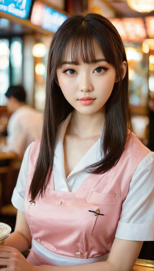 Tags: 21872187, SDXL
{"3": {"inputs": {"seed": 556819417295756, "steps": 64, "cfg": 5.09, "sampler_name": "dpmpp_2m", "scheduler": "karras", "denoise": 1.0, "model": ["27", 0], "positive": ["6", 0], "negative": ["7", 0], "latent_image": ["5", 0]}, "class_type": "KSampler"}, "4": {"inputs": {"ckpt_name": "juggernautxl.safetensors"}, "class_type": "CheckpointLoaderSimple"}, "5": {"inputs": {"width": 768, "height": 1344, "batch_size": 1}, "class_type": "EmptyLatentImage"}, "6": {"inputs": {"text": "20 year old girl, (ukrainian:1.08), (japanese:1.00), (double eyelids:1.09), (idol:1.03), (blush:1.09), (sexy lips:1.07), (detailed face:1.13), (beautiful eyes:1.03), (seductive pose:1.12), (temptress:1.13), (seductive facial expression:1.04), (cute:0.95), (pale skin:1.13), (slim:0.99), (in a seductive pose:0.95), (large perky breasts:1.09), (cleavage:0.98), (thigh gap:1.11), (a waitress in uniform:1.10) working at a restaurant, (natural looking skin:1.01), (skin fuzz:1.05), (textured skin:1.04), (soft lighting:1.05), (portra:1.06), (RAW:1.01), (film:1.03), (candid cinema:1.05), (detailed skin:1.08)", "clip": ["27", 1]}, "class_type": "CLIPTextEncode"}, "7": {"inputs": {"text": "(distorted:1.13), (watermark:1.08), (low resolution:1.09), (worst quality:1.07), (bad hands:1.07), (twisted:1.08), (open mouth:1.09)", "clip": ["27", 1]}, "class_type": "CLIPTextEncode"}, "8": {"inputs": {"samples": ["3", 0], "vae": ["4", 2]}, "class_type": "VAEDecode"}, "25": {"inputs": {"lora_name": "nudify_xl.safetensors", "strength_model": 0.22, "strength_clip": 0.05, "model": ["4", 0], "clip": ["4", 1]}, "class_type": "LoraLoader"}, "26": {"inputs": {"lora_name": "shirtlift_SDXL_v2.safetensors", "strength_model": 0.0, "strength_clip": 0.13, "model": ["25", 0], "clip": ["25", 1]}, "class_type": "LoraLoader"}, "27": {"inputs": {"lora_name": "PerfectEyesXL.safetensors", "strength_model": 0.07, "strength_clip": 0.12, "model": ["26", 0], "clip": ["26", 1]}, "class_type": "LoraLoader"}, "30": {"inputs": {"model_name": "4x_NMKD-Superscale-SP_178000_G.pth"}, "class_type": "UpscaleModelLoader"}, "31": {"inputs": {"upscale_model": ["30", 0], "image": ["8", 0]}, "class_type": "ImageUpscaleWithModel"}, "32": {"inputs": {"upscale_method": "lanczos", "scale_by": 0.5, "image": ["31", 0]}, "class_type": "ImageScaleBy"}, "33": {"inputs": {"pixels": ["32", 0], "vae": ["4", 2]}, "class_type": "VAEEncode"}, "34": {"inputs": {"seed": 556819417295756, "steps": 64, "cfg": 5.09, "sampler_name": "dpmpp_2m", "scheduler": "karras", "denoise": 0.3, "model": ["27", 0], "positive": ["6", 0], "negative": ["7", 0], "latent_image": ["33", 0]}, "class_type": "KSampler"}, "36": {"inputs": {"samples": ["34", 0], "vae": ["4", 2]}, "class_type": "VAEDecode"}, "39": {"inputs": {"filename_prefix": "comfyapi-1717543674594", "images": ["36", 0]}, "class_type": "SaveImage"}}