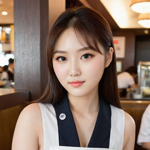 Tags: 21872187, SDXL
{"3": {"inputs": {"seed": 895704241979257, "steps": 64, "cfg": 5.95, "sampler_name": "dpmpp_2m", "scheduler": "karras", "denoise": 1.0, "model": ["27", 0], "positive": ["6", 0], "negative": ["7", 0], "latent_image": ["5", 0]}, "class_type": "KSampler"}, "4": {"inputs": {"ckpt_name": "juggernautXL_v8Rundiffusion.safetensors"}, "class_type": "CheckpointLoaderSimple"}, "5": {"inputs": {"width": 1024, "height": 1024, "batch_size": 1}, "class_type": "EmptyLatentImage"}, "6": {"inputs": {"text": "19 year old girl, (korean:1.01), (irish:1.02), (taiwanese:1.04), (japanese:0.96), (temptress:0.96), (cute:1.03), (idol:1.09), (beautiful eyes:1.05), (eyelashes:1.07), (sexy lips:1.08), (slim:0.99), (double eyelids:1.06), (detailed face:1.06), (pale skin:0.99), (seductive pose:1.12), (in a seductive pose:1.14), (large perky breasts:0.96), (cleavage:1.11), (thigh gap:1.04), (a waitress in uniform:1.09) working at a restaurant, (soft lighting:1.02), (skin fuzz:1.08), (candid cinema:1.02), (detailed skin:1.08), (RAW:1.08), (portra:1.03), (film:1.01), (natural looking skin:1.05), (textured skin:1.09)", "clip": ["27", 1]}, "class_type": "CLIPTextEncode"}, "7": {"inputs": {"text": "(worst quality:1.13), (open mouth:1.12), (low resolution:1.11), (watermark:1.12), (bad hands:1.10), (twisted:1.11), (distorted:1.13)", "clip": ["27", 1]}, "class_type": "CLIPTextEncode"}, "8": {"inputs": {"samples": ["3", 0], "vae": ["4", 2]}, "class_type": "VAEDecode"}, "25": {"inputs": {"lora_name": "nudify_xl.safetensors", "strength_model": 0.06, "strength_clip": 0.15, "model": ["4", 0], "clip": ["4", 1]}, "class_type": "LoraLoader"}, "26": {"inputs": {"lora_name": "shirtlift_SDXL_v2.safetensors", "strength_model": 0.13, "strength_clip": 0.04, "model": ["25", 0], "clip": ["25", 1]}, "class_type": "LoraLoader"}, "27": {"inputs": {"lora_name": "PerfectEyesXL.safetensors", "strength_model": 0.09, "strength_clip": 0.16, "model": ["26", 0], "clip": ["26", 1]}, "class_type": "LoraLoader"}, "30": {"inputs": {"model_name": "4x_NMKD-Superscale-SP_178000_G.pth"}, "class_type": "UpscaleModelLoader"}, "31": {"inputs": {"upscale_model": ["30", 0], "image": ["8", 0]}, "class_type": "ImageUpscaleWithModel"}, "32": {"inputs": {"upscale_method": "lanczos", "scale_by": 0.5, "image": ["31", 0]}, "class_type": "ImageScaleBy"}, "33": {"inputs": {"pixels": ["32", 0], "vae": ["4", 2]}, "class_type": "VAEEncode"}, "34": {"inputs": {"seed": 895704241979257, "steps": 64, "cfg": 5.95, "sampler_name": "dpmpp_2m", "scheduler": "karras", "denoise": 0.3, "model": ["27", 0], "positive": ["6", 0], "negative": ["7", 0], "latent_image": ["33", 0]}, "class_type": "KSampler"}, "36": {"inputs": {"samples": ["34", 0], "vae": ["4", 2]}, "class_type": "VAEDecode"}, "39": {"inputs": {"filename_prefix": "comfyapi-1708028442857", "images": ["36", 0]}, "class_type": "SaveImage"}}