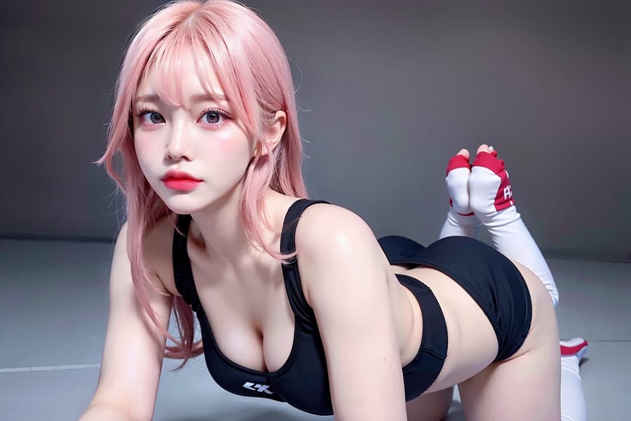 Tags: 21872187
<lora:JapaneseDollLikeness_v15:0.46>, <lora:koreanDollLikeness:0.71>, <lora:YaeMiko_Test:0.49>, (russian:0.95), (gym outfit:1.06), gym, (on all fours:0.90), spreading ass cheeks, (from behind:1.12), <lora:fixStandingDoggyStyle:0.23>, backboob, <lora:Addams:0.29>, extremely detailed eyes, cute, (photorealistic:0.93), sexy lips, seductive smile, double eyelids, eyelashes, pale skin, perky breasts, 4K, RAW, hyper realistic, blush, (dramatic:0.94)
Negative prompt: drawings, sketches, paintings, black and white, (normal quality:2.11), (worst quality:2.18)
Steps: 32, Sampler: DPM++ 2M Karras, CFG scale: 6.27, Seed: 947350277, Size: 768x512, Model hash: fc2511737a, Model: chilloutmix_NiPrunedFp32Fix, Seed resize from: -1x-1, Denoising strength: 0.45, Version: v1.2.1, Hires upscale: 2.0, Hires steps: 16, Hires upscaler: ESRGAN_4x