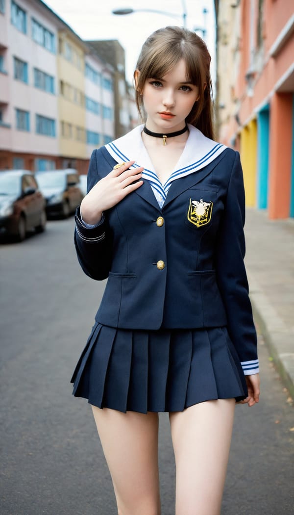 Tags: 21872187, SDXL
{"3": {"inputs": {"seed": 930320429061071, "steps": 64, "cfg": 7.26, "sampler_name": "dpmpp_2m", "scheduler": "karras", "denoise": 1.0, "model": ["27", 0], "positive": ["6", 0], "negative": ["7", 0], "latent_image": ["5", 0]}, "class_type": "KSampler"}, "4": {"inputs": {"ckpt_name": "helloworldxl.safetensors"}, "class_type": "CheckpointLoaderSimple"}, "5": {"inputs": {"width": 768, "height": 1344, "batch_size": 1}, "class_type": "EmptyLatentImage"}, "6": {"inputs": {"text": "20 year old girl, (irish:1.08), (russian:1.10), (ukrainian:1.03), (pale skin:0.98), (temptress:0.98), (slim:0.99), (detailed face:1.02), (cute:0.99), (seductive facial expression:1.05), (double eyelids:1.05), (blush:0.98), (idol:0.97), (beautiful eyes:1.05), (seductive pose:1.07), (eyelashes:1.05), (sexy lips:1.04), (in a seductive pose:1.12), (large perky breasts:1.12), (cleavage:1.00), (thigh gap:1.00), (school uniform:1.14), choker, busy street, (skin fuzz:1.05), (soft lighting:1.04), (film:1.00), (natural looking skin:1.06), (textured skin:1.09), (candid cinema:1.09), (detailed skin:1.09), (RAW:1.01), (portra:1.06)", "clip": ["27", 1]}, "class_type": "CLIPTextEncode"}, "7": {"inputs": {"text": "(twisted:1.10), (watermark:1.07), (distorted:1.08), (worst quality:1.05), (open mouth:1.10), (low resolution:1.07), (bad hands:1.09)", "clip": ["27", 1]}, "class_type": "CLIPTextEncode"}, "8": {"inputs": {"samples": ["3", 0], "vae": ["4", 2]}, "class_type": "VAEDecode"}, "25": {"inputs": {"lora_name": "nudify_xl.safetensors", "strength_model": 0.08, "strength_clip": 0.02, "model": ["4", 0], "clip": ["4", 1]}, "class_type": "LoraLoader"}, "26": {"inputs": {"lora_name": "shirtlift_SDXL_v2.safetensors", "strength_model": 0.15, "strength_clip": 0.14, "model": ["25", 0], "clip": ["25", 1]}, "class_type": "LoraLoader"}, "27": {"inputs": {"lora_name": "PerfectEyesXL.safetensors", "strength_model": 0.01, "strength_clip": 0.04, "model": ["26", 0], "clip": ["26", 1]}, "class_type": "LoraLoader"}, "30": {"inputs": {"model_name": "4x_NMKD-Superscale-SP_178000_G.pth"}, "class_type": "UpscaleModelLoader"}, "31": {"inputs": {"upscale_model": ["30", 0], "image": ["8", 0]}, "class_type": "ImageUpscaleWithModel"}, "32": {"inputs": {"upscale_method": "lanczos", "scale_by": 0.5, "image": ["31", 0]}, "class_type": "ImageScaleBy"}, "33": {"inputs": {"pixels": ["32", 0], "vae": ["4", 2]}, "class_type": "VAEEncode"}, "34": {"inputs": {"seed": 930320429061071, "steps": 64, "cfg": 7.26, "sampler_name": "dpmpp_2m", "scheduler": "karras", "denoise": 0.3, "model": ["27", 0], "positive": ["6", 0], "negative": ["7", 0], "latent_image": ["33", 0]}, "class_type": "KSampler"}, "36": {"inputs": {"samples": ["34", 0], "vae": ["4", 2]}, "class_type": "VAEDecode"}, "39": {"inputs": {"filename_prefix": "comfyapi-1716104749323", "images": ["36", 0]}, "class_type": "SaveImage"}}