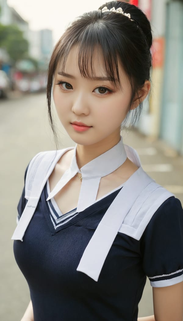 Tags: 21872187, SDXL
{"3": {"inputs": {"seed": 527995319198640, "steps": 32, "cfg": 5.59, "sampler_name": "dpmpp_2m", "scheduler": "karras", "denoise": 1.0, "model": ["27", 0], "positive": ["6", 0], "negative": ["7", 0], "latent_image": ["5", 0]}, "class_type": "KSampler"}, "4": {"inputs": {"ckpt_name": "juggernautxl.safetensors"}, "class_type": "CheckpointLoaderSimple"}, "5": {"inputs": {"width": 768, "height": 1344, "batch_size": 1}, "class_type": "EmptyLatentImage"}, "6": {"inputs": {"text": "20 year old girl, (chinese:1.14), (seductive pose:1.14), (beautiful eyes:0.98), (slim:1.00), (idol:1.08), (seductive facial expression:1.01), (pale skin:1.09), (detailed face:1.07), (blush:1.00), (temptress:1.11), (double eyelids:1.07), (eyelashes:1.13), (in a seductive pose:0.98), (large perky breasts:1.09), (cleavage:0.99), (thigh gap:1.02), (school uniform:1.05), choker, busy street, (detailed skin:1.09), (film:1.06), (RAW:1.04), (candid cinema:1.05), (textured skin:1.03), (skin fuzz:1.04), (natural looking skin:1.06), (soft lighting:1.06), (portra:1.03)", "clip": ["27", 1]}, "class_type": "CLIPTextEncode"}, "7": {"inputs": {"text": "(worst quality:1.09), (distorted:1.05), (open mouth:1.08), (twisted:1.06), (low resolution:1.07), (watermark:1.14), (bad hands:1.05)", "clip": ["27", 1]}, "class_type": "CLIPTextEncode"}, "8": {"inputs": {"samples": ["3", 0], "vae": ["4", 2]}, "class_type": "VAEDecode"}, "25": {"inputs": {"lora_name": "nudify_xl.safetensors", "strength_model": 0.2, "strength_clip": 0.39, "model": ["4", 0], "clip": ["4", 1]}, "class_type": "LoraLoader"}, "26": {"inputs": {"lora_name": "shirtlift_SDXL_v2.safetensors", "strength_model": 0.12, "strength_clip": 0.16, "model": ["25", 0], "clip": ["25", 1]}, "class_type": "LoraLoader"}, "27": {"inputs": {"lora_name": "PerfectEyesXL.safetensors", "strength_model": 0.15, "strength_clip": 0.11, "model": ["26", 0], "clip": ["26", 1]}, "class_type": "LoraLoader"}, "30": {"inputs": {"model_name": "4x_NMKD-Superscale-SP_178000_G.pth"}, "class_type": "UpscaleModelLoader"}, "31": {"inputs": {"upscale_model": ["30", 0], "image": ["8", 0]}, "class_type": "ImageUpscaleWithModel"}, "32": {"inputs": {"upscale_method": "lanczos", "scale_by": 0.5, "image": ["31", 0]}, "class_type": "ImageScaleBy"}, "33": {"inputs": {"pixels": ["32", 0], "vae": ["4", 2]}, "class_type": "VAEEncode"}, "34": {"inputs": {"seed": 527995319198640, "steps": 32, "cfg": 5.59, "sampler_name": "dpmpp_2m", "scheduler": "karras", "denoise": 0.3, "model": ["27", 0], "positive": ["6", 0], "negative": ["7", 0], "latent_image": ["33", 0]}, "class_type": "KSampler"}, "36": {"inputs": {"samples": ["34", 0], "vae": ["4", 2]}, "class_type": "VAEDecode"}, "39": {"inputs": {"filename_prefix": "comfyapi-1724314011288", "images": ["36", 0]}, "class_type": "SaveImage"}}