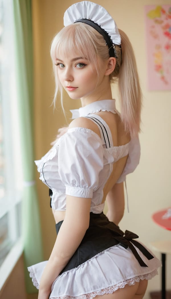 Tags: 21872187, SDXL
{"3": {"inputs": {"seed": 314784159591759, "steps": 32, "cfg": 6.28, "sampler_name": "dpmpp_2m", "scheduler": "karras", "denoise": 1.0, "model": ["27", 0], "positive": ["6", 0], "negative": ["7", 0], "latent_image": ["5", 0]}, "class_type": "KSampler"}, "4": {"inputs": {"ckpt_name": "juggernautxl.safetensors"}, "class_type": "CheckpointLoaderSimple"}, "5": {"inputs": {"width": 768, "height": 1344, "batch_size": 1}, "class_type": "EmptyLatentImage"}, "6": {"inputs": {"text": "26 year old girl, (ukrainian:0.99), (temptress:1.09), (detailed face:1.10), (sexy lips:0.98), (slim:1.14), (blush:1.05), (eyelashes:1.05), (seductive facial expression:0.95), (idol:1.06), (cute:0.98), (pale skin:1.10), (beautiful eyes:1.13), (perky ass:0.95), (exposed ass:1.12), (looking back:1.02), (sexy ass:1.03), (thigh gap:0.98), in a (skimpy maid costume:1.10) working at a maid cafe, choker, bowtie, headband, pleated skirt, (portra:1.07), (soft lighting:1.01), (RAW:1.06), (film:1.04), (textured skin:1.01), (natural looking skin:1.01), (candid cinema:1.08), (detailed skin:1.01), (skin fuzz:1.06)", "clip": ["27", 1]}, "class_type": "CLIPTextEncode"}, "7": {"inputs": {"text": "(worst quality:1.05), (twisted:1.08), (low resolution:1.10), (watermark:1.11), (distorted:1.12), (bad hands:1.07), (open mouth:1.07)", "clip": ["27", 1]}, "class_type": "CLIPTextEncode"}, "8": {"inputs": {"samples": ["3", 0], "vae": ["4", 2]}, "class_type": "VAEDecode"}, "25": {"inputs": {"lora_name": "nudify_xl.safetensors", "strength_model": 0.25, "strength_clip": 0.11, "model": ["4", 0], "clip": ["4", 1]}, "class_type": "LoraLoader"}, "26": {"inputs": {"lora_name": "shirtlift_SDXL_v2.safetensors", "strength_model": 0.06, "strength_clip": 0.06, "model": ["25", 0], "clip": ["25", 1]}, "class_type": "LoraLoader"}, "27": {"inputs": {"lora_name": "PerfectEyesXL.safetensors", "strength_model": 0.15, "strength_clip": 0.07, "model": ["26", 0], "clip": ["26", 1]}, "class_type": "LoraLoader"}, "30": {"inputs": {"model_name": "4x_NMKD-Superscale-SP_178000_G.pth"}, "class_type": "UpscaleModelLoader"}, "31": {"inputs": {"upscale_model": ["30", 0], "image": ["8", 0]}, "class_type": "ImageUpscaleWithModel"}, "32": {"inputs": {"upscale_method": "lanczos", "scale_by": 0.5, "image": ["31", 0]}, "class_type": "ImageScaleBy"}, "33": {"inputs": {"pixels": ["32", 0], "vae": ["4", 2]}, "class_type": "VAEEncode"}, "34": {"inputs": {"seed": 314784159591759, "steps": 32, "cfg": 6.28, "sampler_name": "dpmpp_2m", "scheduler": "karras", "denoise": 0.3, "model": ["27", 0], "positive": ["6", 0], "negative": ["7", 0], "latent_image": ["33", 0]}, "class_type": "KSampler"}, "36": {"inputs": {"samples": ["34", 0], "vae": ["4", 2]}, "class_type": "VAEDecode"}, "39": {"inputs": {"filename_prefix": "comfyapi-1726412666957", "images": ["36", 0]}, "class_type": "SaveImage"}}