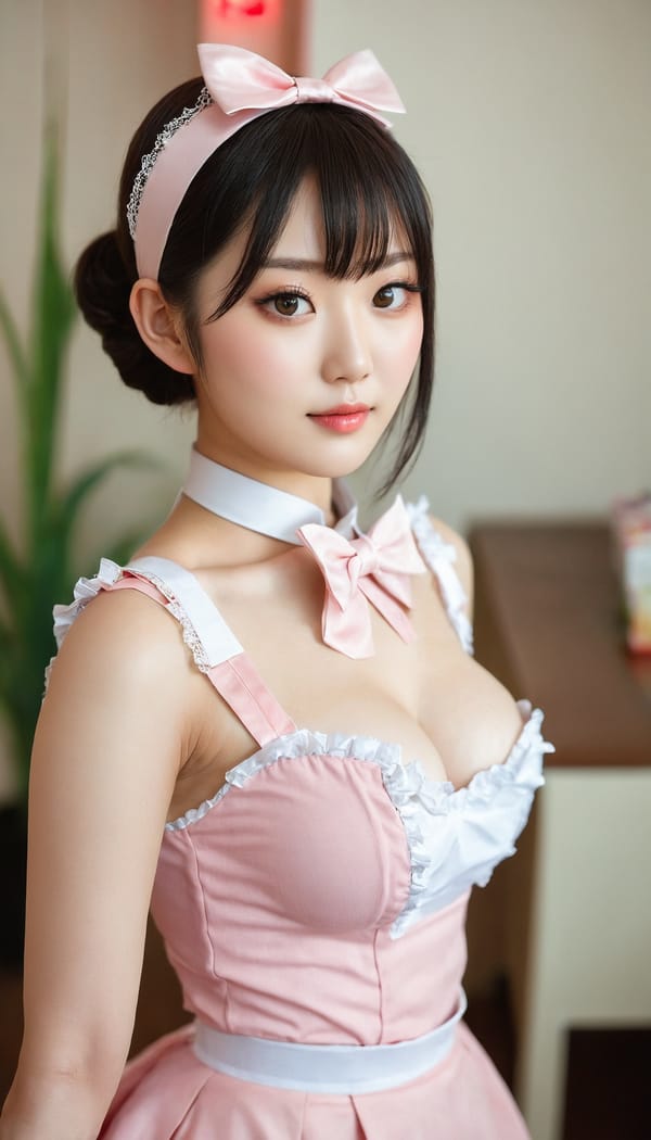 Tags: 21872187, SDXL
{"3": {"inputs": {"seed": 104679097224610, "steps": 64, "cfg": 6.35, "sampler_name": "dpmpp_2m", "scheduler": "karras", "denoise": 1.0, "model": ["27", 0], "positive": ["6", 0], "negative": ["7", 0], "latent_image": ["5", 0]}, "class_type": "KSampler"}, "4": {"inputs": {"ckpt_name": "juggernautxl.safetensors"}, "class_type": "CheckpointLoaderSimple"}, "5": {"inputs": {"width": 768, "height": 1344, "batch_size": 1}, "class_type": "EmptyLatentImage"}, "6": {"inputs": {"text": "26 year old girl, (japanese:1.05), (chinese:1.05), (korean:0.99), (russian:1.05), (seductive facial expression:0.99), (double eyelids:1.01), (cute:0.98), (slim:1.04), (pale skin:1.12), (blush:1.11), (seductive pose:1.00), (idol:0.99), (eyelashes:0.96), (temptress:1.00), (beautiful eyes:1.06), (detailed face:1.14), (in a seductive pose:1.09), (large perky breasts:1.00), (cleavage:1.08), (thigh gap:0.99), in a (skimpy maid costume:1.02) working at a maid cafe, choker, bowtie, headband, pleated skirt, (film:1.09), (candid cinema:1.04), (portra:1.09), (natural looking skin:1.07), (detailed skin:1.05), (soft lighting:1.08), (textured skin:1.03), (skin fuzz:1.06), (RAW:1.08)", "clip": ["27", 1]}, "class_type": "CLIPTextEncode"}, "7": {"inputs": {"text": "(watermark:1.14), (distorted:1.10), (worst quality:1.06), (bad hands:1.12), (low resolution:1.12), (open mouth:1.10)", "clip": ["27", 1]}, "class_type": "CLIPTextEncode"}, "8": {"inputs": {"samples": ["3", 0], "vae": ["4", 2]}, "class_type": "VAEDecode"}, "25": {"inputs": {"lora_name": "nudify_xl.safetensors", "strength_model": 0.17, "strength_clip": 0.04, "model": ["4", 0], "clip": ["4", 1]}, "class_type": "LoraLoader"}, "26": {"inputs": {"lora_name": "shirtlift_SDXL_v2.safetensors", "strength_model": 0.07, "strength_clip": 0.02, "model": ["25", 0], "clip": ["25", 1]}, "class_type": "LoraLoader"}, "27": {"inputs": {"lora_name": "PerfectEyesXL.safetensors", "strength_model": 0.13, "strength_clip": 0.0, "model": ["26", 0], "clip": ["26", 1]}, "class_type": "LoraLoader"}, "30": {"inputs": {"model_name": "4x_NMKD-Superscale-SP_178000_G.pth"}, "class_type": "UpscaleModelLoader"}, "31": {"inputs": {"upscale_model": ["30", 0], "image": ["8", 0]}, "class_type": "ImageUpscaleWithModel"}, "32": {"inputs": {"upscale_method": "lanczos", "scale_by": 0.5, "image": ["31", 0]}, "class_type": "ImageScaleBy"}, "33": {"inputs": {"pixels": ["32", 0], "vae": ["4", 2]}, "class_type": "VAEEncode"}, "34": {"inputs": {"seed": 104679097224610, "steps": 64, "cfg": 6.35, "sampler_name": "dpmpp_2m", "scheduler": "karras", "denoise": 0.3, "model": ["27", 0], "positive": ["6", 0], "negative": ["7", 0], "latent_image": ["33", 0]}, "class_type": "KSampler"}, "36": {"inputs": {"samples": ["34", 0], "vae": ["4", 2]}, "class_type": "VAEDecode"}, "39": {"inputs": {"filename_prefix": "comfyapi-1714177002999", "images": ["36", 0]}, "class_type": "SaveImage"}}