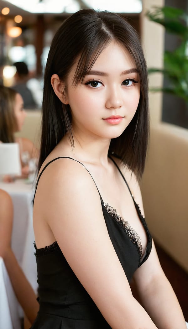 Tags: 21872187, SDXL
{"3": {"inputs": {"seed": 351045059569594, "steps": 32, "cfg": 5.98, "sampler_name": "dpmpp_2m", "scheduler": "karras", "denoise": 1.0, "model": ["27", 0], "positive": ["6", 0], "negative": ["7", 0], "latent_image": ["5", 0]}, "class_type": "KSampler"}, "4": {"inputs": {"ckpt_name": "juggernautXL_v8Rundiffusion.safetensors"}, "class_type": "CheckpointLoaderSimple"}, "5": {"inputs": {"width": 768, "height": 1344, "batch_size": 1}, "class_type": "EmptyLatentImage"}, "6": {"inputs": {"text": "19 year old girl, (detailed face:1.13), (cute:0.96), (seductive pose:1.03), (seductive facial expression:0.98), (temptress:1.12), (sexy lips:0.96), (idol:1.07), (double eyelids:1.11), (beautiful eyes:1.08), (blush:1.09), (pale skin:0.97), (eyelashes:1.14), (perky ass:1.03), (exposed ass:1.00), (looking back:1.06), (sexy ass:0.96), (thigh gap:0.95), (wearing a little black dress:1.05) at a fine dining restaurant, (RAW:1.02), (candid cinema:1.01), (textured skin:1.00), (natural looking skin:1.05), (film:1.07), (detailed skin:1.09), (portra:1.08), (skin fuzz:1.00), (soft lighting:1.09)", "clip": ["27", 1]}, "class_type": "CLIPTextEncode"}, "7": {"inputs": {"text": "(worst quality:1.09), (distorted:1.12), (bad hands:1.06), (watermark:1.12), (twisted:1.12), (open mouth:1.07), (low resolution:1.09)", "clip": ["27", 1]}, "class_type": "CLIPTextEncode"}, "8": {"inputs": {"samples": ["3", 0], "vae": ["4", 2]}, "class_type": "VAEDecode"}, "25": {"inputs": {"lora_name": "nudify_xl.safetensors", "strength_model": 0.28, "strength_clip": 0.16, "model": ["4", 0], "clip": ["4", 1]}, "class_type": "LoraLoader"}, "26": {"inputs": {"lora_name": "shirtlift_SDXL_v2.safetensors", "strength_model": 0.05, "strength_clip": 0.11, "model": ["25", 0], "clip": ["25", 1]}, "class_type": "LoraLoader"}, "27": {"inputs": {"lora_name": "PerfectEyesXL.safetensors", "strength_model": 0.07, "strength_clip": 0.13, "model": ["26", 0], "clip": ["26", 1]}, "class_type": "LoraLoader"}, "30": {"inputs": {"model_name": "4x_NMKD-Superscale-SP_178000_G.pth"}, "class_type": "UpscaleModelLoader"}, "31": {"inputs": {"upscale_model": ["30", 0], "image": ["8", 0]}, "class_type": "ImageUpscaleWithModel"}, "32": {"inputs": {"upscale_method": "lanczos", "scale_by": 0.5, "image": ["31", 0]}, "class_type": "ImageScaleBy"}, "33": {"inputs": {"pixels": ["32", 0], "vae": ["4", 2]}, "class_type": "VAEEncode"}, "34": {"inputs": {"seed": 351045059569594, "steps": 32, "cfg": 5.98, "sampler_name": "dpmpp_2m", "scheduler": "karras", "denoise": 0.3, "model": ["27", 0], "positive": ["6", 0], "negative": ["7", 0], "latent_image": ["33", 0]}, "class_type": "KSampler"}, "36": {"inputs": {"samples": ["34", 0], "vae": ["4", 2]}, "class_type": "VAEDecode"}, "39": {"inputs": {"filename_prefix": "comfyapi-1707754046146", "images": ["36", 0]}, "class_type": "SaveImage"}}