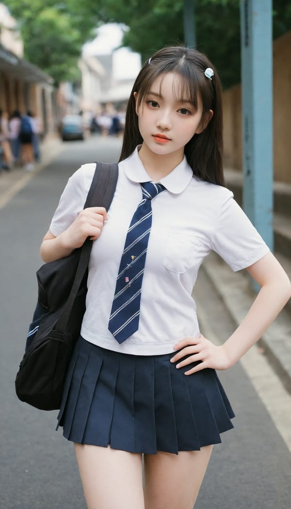 Tags: 21872187, SDXL
{"3": {"inputs": {"seed": 270167249189552, "steps": 64, "cfg": 5.06, "sampler_name": "dpmpp_2m", "scheduler": "karras", "denoise": 1.0, "model": ["27", 0], "positive": ["6", 0], "negative": ["7", 0], "latent_image": ["5", 0]}, "class_type": "KSampler"}, "4": {"inputs": {"ckpt_name": "helloworldxl.safetensors"}, "class_type": "CheckpointLoaderSimple"}, "5": {"inputs": {"width": 768, "height": 1344, "batch_size": 1}, "class_type": "EmptyLatentImage"}, "6": {"inputs": {"text": "19 year old girl, (pale skin:1.01), (cute:0.95), (seductive facial expression:1.01), (idol:0.98), (double eyelids:0.99), (blush:1.04), (slim:1.09), (eyelashes:1.02), (sexy lips:1.05), (detailed face:0.99), (beautiful eyes:0.96), (temptress:0.95), (perky ass:1.09), (exposed ass:1.05), (looking back:1.04), (sexy ass:1.00), (thigh gap:1.09), (school uniform:1.08), choker, busy street, (natural looking skin:1.03), (textured skin:1.07), (candid cinema:1.08), (soft lighting:1.02), (detailed skin:1.03), (skin fuzz:1.06), (RAW:1.07), (film:1.00)", "clip": ["27", 1]}, "class_type": "CLIPTextEncode"}, "7": {"inputs": {"text": "(distorted:1.13), (twisted:1.13), (worst quality:1.07), (low resolution:1.12), (open mouth:1.07), (watermark:1.10)", "clip": ["27", 1]}, "class_type": "CLIPTextEncode"}, "8": {"inputs": {"samples": ["3", 0], "vae": ["4", 2]}, "class_type": "VAEDecode"}, "25": {"inputs": {"lora_name": "nudify_xl.safetensors", "strength_model": 0.29, "strength_clip": 0.39, "model": ["4", 0], "clip": ["4", 1]}, "class_type": "LoraLoader"}, "26": {"inputs": {"lora_name": "shirtlift_SDXL_v2.safetensors", "strength_model": 0.01, "strength_clip": 0.04, "model": ["25", 0], "clip": ["25", 1]}, "class_type": "LoraLoader"}, "27": {"inputs": {"lora_name": "PerfectEyesXL.safetensors", "strength_model": 0.1, "strength_clip": 0.07, "model": ["26", 0], "clip": ["26", 1]}, "class_type": "LoraLoader"}, "30": {"inputs": {"model_name": "4x_NMKD-Superscale-SP_178000_G.pth"}, "class_type": "UpscaleModelLoader"}, "31": {"inputs": {"upscale_model": ["30", 0], "image": ["8", 0]}, "class_type": "ImageUpscaleWithModel"}, "32": {"inputs": {"upscale_method": "lanczos", "scale_by": 0.5, "image": ["31", 0]}, "class_type": "ImageScaleBy"}, "33": {"inputs": {"pixels": ["32", 0], "vae": ["4", 2]}, "class_type": "VAEEncode"}, "34": {"inputs": {"seed": 270167249189552, "steps": 64, "cfg": 5.06, "sampler_name": "dpmpp_2m", "scheduler": "karras", "denoise": 0.3, "model": ["27", 0], "positive": ["6", 0], "negative": ["7", 0], "latent_image": ["33", 0]}, "class_type": "KSampler"}, "36": {"inputs": {"samples": ["34", 0], "vae": ["4", 2]}, "class_type": "VAEDecode"}, "39": {"inputs": {"filename_prefix": "comfyapi-1714503030531", "images": ["36", 0]}, "class_type": "SaveImage"}}