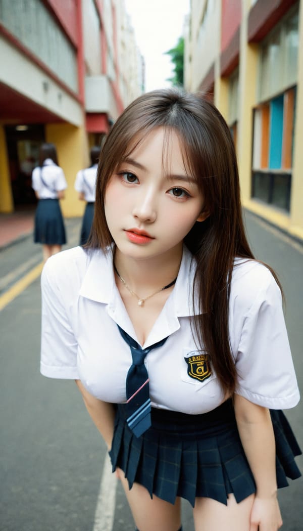 Tags: 21872187, SDXL
{"3": {"inputs": {"seed": 567117333142465, "steps": 64, "cfg": 7.85, "sampler_name": "dpmpp_2m", "scheduler": "karras", "denoise": 1.0, "model": ["27", 0], "positive": ["6", 0], "negative": ["7", 0], "latent_image": ["5", 0]}, "class_type": "KSampler"}, "4": {"inputs": {"ckpt_name": "leosamsHelloworldSDXL_helloworldSDXL32DPO.safetensors"}, "class_type": "CheckpointLoaderSimple"}, "5": {"inputs": {"width": 768, "height": 1344, "batch_size": 1}, "class_type": "EmptyLatentImage"}, "6": {"inputs": {"text": "23 year old girl, (cute:1.14), (beautiful eyes:1.01), (slim:1.00), (seductive pose:0.98), (sexy lips:1.10), (pale skin:0.98), (double eyelids:0.96), (blush:0.99), (seductive facial expression:0.97), (detailed face:0.98), (idol:0.95), (temptress:1.11), (in a seductive pose:1.09), (large perky breasts:1.12), (cleavage:0.96), (thigh gap:1.10), (school uniform:1.05), choker, busy street, (skin fuzz:1.03), (candid cinema:1.04), (natural looking skin:1.03), (film:1.09), (textured skin:1.03), (portra:1.03), (soft lighting:1.00), (RAW:1.06), (detailed skin:1.05)", "clip": ["27", 1]}, "class_type": "CLIPTextEncode"}, "7": {"inputs": {"text": "(worst quality:1.09), (open mouth:1.06), (bad hands:1.05), (low resolution:1.13), (twisted:1.11), (distorted:1.14), (watermark:1.10)", "clip": ["27", 1]}, "class_type": "CLIPTextEncode"}, "8": {"inputs": {"samples": ["3", 0], "vae": ["4", 2]}, "class_type": "VAEDecode"}, "25": {"inputs": {"lora_name": "nudify_xl.safetensors", "strength_model": 0.27, "strength_clip": 0.15, "model": ["4", 0], "clip": ["4", 1]}, "class_type": "LoraLoader"}, "26": {"inputs": {"lora_name": "shirtlift_SDXL_v2.safetensors", "strength_model": 0.0, "strength_clip": 0.07, "model": ["25", 0], "clip": ["25", 1]}, "class_type": "LoraLoader"}, "27": {"inputs": {"lora_name": "PerfectEyesXL.safetensors", "strength_model": 0.15, "strength_clip": 0.18, "model": ["26", 0], "clip": ["26", 1]}, "class_type": "LoraLoader"}, "30": {"inputs": {"model_name": "4x_NMKD-Superscale-SP_178000_G.pth"}, "class_type": "UpscaleModelLoader"}, "31": {"inputs": {"upscale_model": ["30", 0], "image": ["8", 0]}, "class_type": "ImageUpscaleWithModel"}, "32": {"inputs": {"upscale_method": "lanczos", "scale_by": 0.5, "image": ["31", 0]}, "class_type": "ImageScaleBy"}, "33": {"inputs": {"pixels": ["32", 0], "vae": ["4", 2]}, "class_type": "VAEEncode"}, "34": {"inputs": {"seed": 567117333142465, "steps": 64, "cfg": 7.85, "sampler_name": "dpmpp_2m", "scheduler": "karras", "denoise": 0.3, "model": ["27", 0], "positive": ["6", 0], "negative": ["7", 0], "latent_image": ["33", 0]}, "class_type": "KSampler"}, "36": {"inputs": {"samples": ["34", 0], "vae": ["4", 2]}, "class_type": "VAEDecode"}, "39": {"inputs": {"filename_prefix": "comfyapi-1707335286301", "images": ["36", 0]}, "class_type": "SaveImage"}}