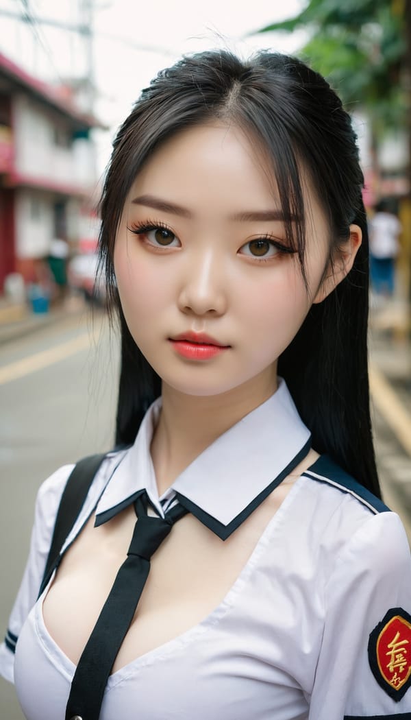 Tags: 21872187, SDXL
{"3": {"inputs": {"seed": 257231303203232, "steps": 64, "cfg": 7.78, "sampler_name": "dpmpp_2m", "scheduler": "karras", "denoise": 1.0, "model": ["27", 0], "positive": ["6", 0], "negative": ["7", 0], "latent_image": ["5", 0]}, "class_type": "KSampler"}, "4": {"inputs": {"ckpt_name": "juggernautxl.safetensors"}, "class_type": "CheckpointLoaderSimple"}, "5": {"inputs": {"width": 768, "height": 1344, "batch_size": 1}, "class_type": "EmptyLatentImage"}, "6": {"inputs": {"text": "22 year old girl, (chinese:1.03), (pale skin:0.96), (cute:1.08), (seductive pose:0.99), (beautiful eyes:1.09), (sexy lips:1.00), (double eyelids:1.02), (eyelashes:1.01), (detailed face:1.14), (temptress:0.96), (idol:1.07), (seductive facial expression:1.10), (in a seductive pose:1.01), (large perky breasts:0.95), (cleavage:1.07), (thigh gap:0.98), (school uniform:1.12), choker, busy street, (skin fuzz:1.00), (textured skin:1.08), (film:1.01), (RAW:1.08), (natural looking skin:1.06), (soft lighting:1.08), (candid cinema:1.08), (detailed skin:1.01), (portra:1.07)", "clip": ["27", 1]}, "class_type": "CLIPTextEncode"}, "7": {"inputs": {"text": "(low resolution:1.06), (distorted:1.09), (open mouth:1.05), (bad hands:1.08), (watermark:1.07), (twisted:1.09), (worst quality:1.09)", "clip": ["27", 1]}, "class_type": "CLIPTextEncode"}, "8": {"inputs": {"samples": ["3", 0], "vae": ["4", 2]}, "class_type": "VAEDecode"}, "25": {"inputs": {"lora_name": "nudify_xl.safetensors", "strength_model": 0.39, "strength_clip": 0.3, "model": ["4", 0], "clip": ["4", 1]}, "class_type": "LoraLoader"}, "26": {"inputs": {"lora_name": "shirtlift_SDXL_v2.safetensors", "strength_model": 0.05, "strength_clip": 0.02, "model": ["25", 0], "clip": ["25", 1]}, "class_type": "LoraLoader"}, "27": {"inputs": {"lora_name": "PerfectEyesXL.safetensors", "strength_model": 0.11, "strength_clip": 0.13, "model": ["26", 0], "clip": ["26", 1]}, "class_type": "LoraLoader"}, "30": {"inputs": {"model_name": "4x_NMKD-Superscale-SP_178000_G.pth"}, "class_type": "UpscaleModelLoader"}, "31": {"inputs": {"upscale_model": ["30", 0], "image": ["8", 0]}, "class_type": "ImageUpscaleWithModel"}, "32": {"inputs": {"upscale_method": "lanczos", "scale_by": 0.5, "image": ["31", 0]}, "class_type": "ImageScaleBy"}, "33": {"inputs": {"pixels": ["32", 0], "vae": ["4", 2]}, "class_type": "VAEEncode"}, "34": {"inputs": {"seed": 257231303203232, "steps": 64, "cfg": 7.78, "sampler_name": "dpmpp_2m", "scheduler": "karras", "denoise": 0.3, "model": ["27", 0], "positive": ["6", 0], "negative": ["7", 0], "latent_image": ["33", 0]}, "class_type": "KSampler"}, "36": {"inputs": {"samples": ["34", 0], "vae": ["4", 2]}, "class_type": "VAEDecode"}, "39": {"inputs": {"filename_prefix": "comfyapi-1714943406278", "images": ["36", 0]}, "class_type": "SaveImage"}}