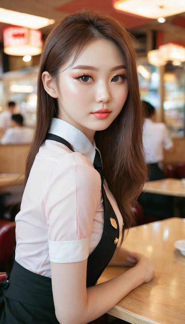 Tags: 21872187, SDXL
{"3": {"inputs": {"seed": 388265060279772, "steps": 64, "cfg": 6.1, "sampler_name": "dpmpp_2m", "scheduler": "karras", "denoise": 1.0, "model": ["27", 0], "positive": ["6", 0], "negative": ["7", 0], "latent_image": ["5", 0]}, "class_type": "KSampler"}, "4": {"inputs": {"ckpt_name": "juggernautxl.safetensors"}, "class_type": "CheckpointLoaderSimple"}, "5": {"inputs": {"width": 768, "height": 1344, "batch_size": 1}, "class_type": "EmptyLatentImage"}, "6": {"inputs": {"text": "26 year old girl, (russian:0.95), (korean:1.02), (sexy lips:1.13), (temptress:1.00), (detailed face:0.98), (eyelashes:1.02), (double eyelids:1.12), (blush:1.14), (seductive pose:1.02), (cute:1.09), (pale skin:1.04), (slim:1.02), (beautiful eyes:1.06), (idol:0.98), (seductive facial expression:1.09), (perky ass:1.08), (exposed ass:0.98), (looking back:0.98), (sexy ass:0.96), (thigh gap:1.03), (a waitress in uniform:0.95) working at a restaurant, (skin fuzz:1.04), (portra:1.03), (soft lighting:1.00), (film:1.01), (RAW:1.08), (textured skin:1.07), (candid cinema:1.08), (natural looking skin:1.02)", "clip": ["27", 1]}, "class_type": "CLIPTextEncode"}, "7": {"inputs": {"text": "(worst quality:1.08), (low resolution:1.10), (watermark:1.13), (twisted:1.10), (bad hands:1.09), (distorted:1.10), (open mouth:1.12)", "clip": ["27", 1]}, "class_type": "CLIPTextEncode"}, "8": {"inputs": {"samples": ["3", 0], "vae": ["4", 2]}, "class_type": "VAEDecode"}, "25": {"inputs": {"lora_name": "nudify_xl.safetensors", "strength_model": 0.13, "strength_clip": 0.2, "model": ["4", 0], "clip": ["4", 1]}, "class_type": "LoraLoader"}, "26": {"inputs": {"lora_name": "shirtlift_SDXL_v2.safetensors", "strength_model": 0.15, "strength_clip": 0.16, "model": ["25", 0], "clip": ["25", 1]}, "class_type": "LoraLoader"}, "27": {"inputs": {"lora_name": "PerfectEyesXL.safetensors", "strength_model": 0.16, "strength_clip": 0.07, "model": ["26", 0], "clip": ["26", 1]}, "class_type": "LoraLoader"}, "30": {"inputs": {"model_name": "4x_NMKD-Superscale-SP_178000_G.pth"}, "class_type": "UpscaleModelLoader"}, "31": {"inputs": {"upscale_model": ["30", 0], "image": ["8", 0]}, "class_type": "ImageUpscaleWithModel"}, "32": {"inputs": {"upscale_method": "lanczos", "scale_by": 0.5, "image": ["31", 0]}, "class_type": "ImageScaleBy"}, "33": {"inputs": {"pixels": ["32", 0], "vae": ["4", 2]}, "class_type": "VAEEncode"}, "34": {"inputs": {"seed": 388265060279772, "steps": 64, "cfg": 6.1, "sampler_name": "dpmpp_2m", "scheduler": "karras", "denoise": 0.3, "model": ["27", 0], "positive": ["6", 0], "negative": ["7", 0], "latent_image": ["33", 0]}, "class_type": "KSampler"}, "36": {"inputs": {"samples": ["34", 0], "vae": ["4", 2]}, "class_type": "VAEDecode"}, "39": {"inputs": {"filename_prefix": "comfyapi-1726150319221", "images": ["36", 0]}, "class_type": "SaveImage"}}