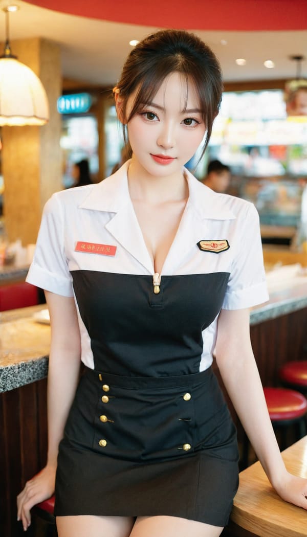 Tags: 21872187, SDXL
{"3": {"inputs": {"seed": 671481473236868, "steps": 32, "cfg": 7.18, "sampler_name": "dpmpp_2m", "scheduler": "karras", "denoise": 1.0, "model": ["27", 0], "positive": ["6", 0], "negative": ["7", 0], "latent_image": ["5", 0]}, "class_type": "KSampler"}, "4": {"inputs": {"ckpt_name": "leosamsHelloworldSDXL_helloworldSDXL32DPO.safetensors"}, "class_type": "CheckpointLoaderSimple"}, "5": {"inputs": {"width": 768, "height": 1344, "batch_size": 1}, "class_type": "EmptyLatentImage"}, "6": {"inputs": {"text": "27 year old girl, (taiwanese:0.95), (pale skin:1.10), (eyelashes:1.13), (seductive facial expression:1.09), (beautiful eyes:1.04), (seductive pose:1.05), (sexy lips:1.10), (detailed face:1.10), (slim:0.96), (double eyelids:1.02), (idol:1.14), (temptress:0.95), (blush:1.06), (in a seductive pose:0.99), (large perky breasts:0.99), (cleavage:1.01), (thigh gap:1.13), (a waitress in uniform:1.14) working at a restaurant, (natural looking skin:1.03), (detailed skin:1.05), (portra:1.09), (film:1.04), (soft lighting:1.04), (textured skin:1.02), (skin fuzz:1.03), (candid cinema:1.06), (RAW:1.04)", "clip": ["27", 1]}, "class_type": "CLIPTextEncode"}, "7": {"inputs": {"text": "(bad hands:1.14), (watermark:1.13), (twisted:1.11), (worst quality:1.06), (open mouth:1.07), (low resolution:1.12), (distorted:1.13)", "clip": ["27", 1]}, "class_type": "CLIPTextEncode"}, "8": {"inputs": {"samples": ["3", 0], "vae": ["4", 2]}, "class_type": "VAEDecode"}, "25": {"inputs": {"lora_name": "nudify_xl.safetensors", "strength_model": 0.3, "strength_clip": 0.09, "model": ["4", 0], "clip": ["4", 1]}, "class_type": "LoraLoader"}, "26": {"inputs": {"lora_name": "shirtlift_SDXL_v2.safetensors", "strength_model": 0.06, "strength_clip": 0.01, "model": ["25", 0], "clip": ["25", 1]}, "class_type": "LoraLoader"}, "27": {"inputs": {"lora_name": "PerfectEyesXL.safetensors", "strength_model": 0.16, "strength_clip": 0.06, "model": ["26", 0], "clip": ["26", 1]}, "class_type": "LoraLoader"}, "30": {"inputs": {"model_name": "4x_NMKD-Superscale-SP_178000_G.pth"}, "class_type": "UpscaleModelLoader"}, "31": {"inputs": {"upscale_model": ["30", 0], "image": ["8", 0]}, "class_type": "ImageUpscaleWithModel"}, "32": {"inputs": {"upscale_method": "lanczos", "scale_by": 0.5, "image": ["31", 0]}, "class_type": "ImageScaleBy"}, "33": {"inputs": {"pixels": ["32", 0], "vae": ["4", 2]}, "class_type": "VAEEncode"}, "34": {"inputs": {"seed": 671481473236868, "steps": 32, "cfg": 7.18, "sampler_name": "dpmpp_2m", "scheduler": "karras", "denoise": 0.3, "model": ["27", 0], "positive": ["6", 0], "negative": ["7", 0], "latent_image": ["33", 0]}, "class_type": "KSampler"}, "36": {"inputs": {"samples": ["34", 0], "vae": ["4", 2]}, "class_type": "VAEDecode"}, "39": {"inputs": {"filename_prefix": "comfyapi-1707986352138", "images": ["36", 0]}, "class_type": "SaveImage"}}