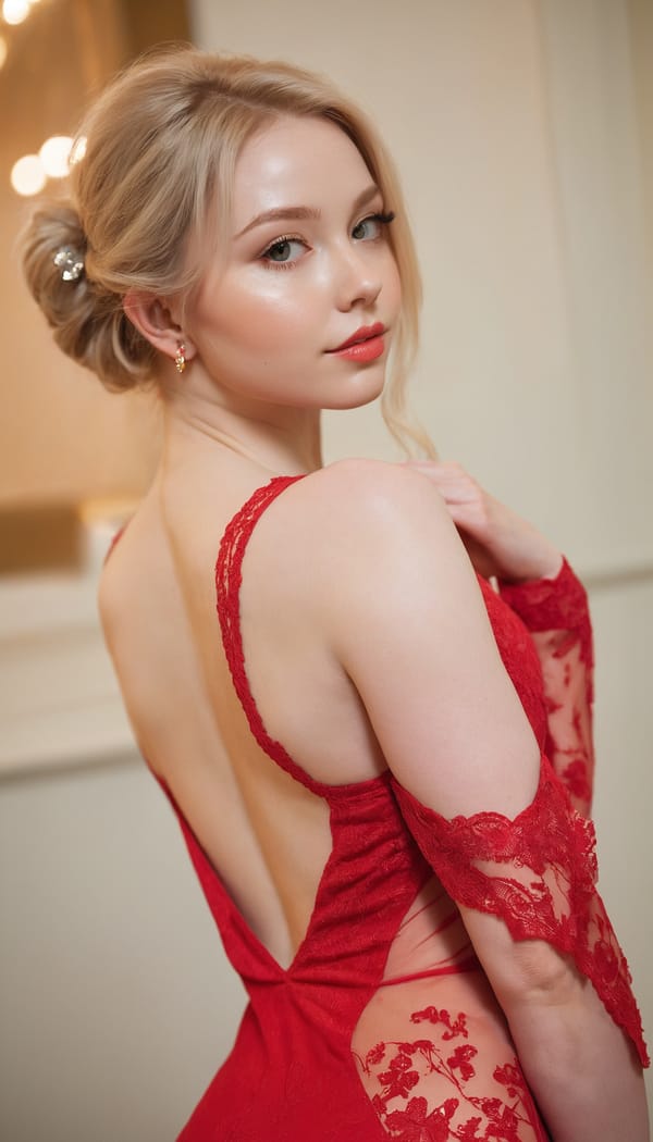 Tags: 21872187, SDXL
{"3": {"inputs": {"seed": 270748122724806, "steps": 32, "cfg": 6.23, "sampler_name": "dpmpp_2m", "scheduler": "karras", "denoise": 1.0, "model": ["27", 0], "positive": ["6", 0], "negative": ["7", 0], "latent_image": ["5", 0]}, "class_type": "KSampler"}, "4": {"inputs": {"ckpt_name": "juggernautxl.safetensors"}, "class_type": "CheckpointLoaderSimple"}, "5": {"inputs": {"width": 768, "height": 1344, "batch_size": 1}, "class_type": "EmptyLatentImage"}, "6": {"inputs": {"text": "27 year old girl, (irish:1.04), (eyelashes:1.05), (sexy lips:0.99), (blush:1.00), (cute:0.95), (temptress:1.08), (seductive pose:0.97), (slim:1.00), (beautiful eyes:1.10), (seductive facial expression:0.96), (pale skin:1.05), (double eyelids:1.14), (idol:1.06), (detailed face:1.11), (perky ass:1.14), (exposed ass:0.98), (looking back:1.10), (sexy ass:1.12), (thigh gap:1.05), (wearing a low-cut red dress:1.04) at a ballroom, (detailed skin:1.05), (textured skin:1.05), (portra:1.04), (RAW:1.07), (candid cinema:1.09), (soft lighting:1.07), (film:1.08), (skin fuzz:1.07), (natural looking skin:1.09)", "clip": ["27", 1]}, "class_type": "CLIPTextEncode"}, "7": {"inputs": {"text": "(open mouth:1.08), (watermark:1.12), (worst quality:1.05), (low resolution:1.12), (bad hands:1.08), (twisted:1.09), (distorted:1.06)", "clip": ["27", 1]}, "class_type": "CLIPTextEncode"}, "8": {"inputs": {"samples": ["3", 0], "vae": ["4", 2]}, "class_type": "VAEDecode"}, "25": {"inputs": {"lora_name": "nudify_xl.safetensors", "strength_model": 0.02, "strength_clip": 0.04, "model": ["4", 0], "clip": ["4", 1]}, "class_type": "LoraLoader"}, "26": {"inputs": {"lora_name": "shirtlift_SDXL_v2.safetensors", "strength_model": 0.08, "strength_clip": 0.11, "model": ["25", 0], "clip": ["25", 1]}, "class_type": "LoraLoader"}, "27": {"inputs": {"lora_name": "PerfectEyesXL.safetensors", "strength_model": 0.16, "strength_clip": 0.06, "model": ["26", 0], "clip": ["26", 1]}, "class_type": "LoraLoader"}, "30": {"inputs": {"model_name": "4x_NMKD-Superscale-SP_178000_G.pth"}, "class_type": "UpscaleModelLoader"}, "31": {"inputs": {"upscale_model": ["30", 0], "image": ["8", 0]}, "class_type": "ImageUpscaleWithModel"}, "32": {"inputs": {"upscale_method": "lanczos", "scale_by": 0.5, "image": ["31", 0]}, "class_type": "ImageScaleBy"}, "33": {"inputs": {"pixels": ["32", 0], "vae": ["4", 2]}, "class_type": "VAEEncode"}, "34": {"inputs": {"seed": 270748122724806, "steps": 32, "cfg": 6.23, "sampler_name": "dpmpp_2m", "scheduler": "karras", "denoise": 0.3, "model": ["27", 0], "positive": ["6", 0], "negative": ["7", 0], "latent_image": ["33", 0]}, "class_type": "KSampler"}, "36": {"inputs": {"samples": ["34", 0], "vae": ["4", 2]}, "class_type": "VAEDecode"}, "39": {"inputs": {"filename_prefix": "comfyapi-1713629253603", "images": ["36", 0]}, "class_type": "SaveImage"}}