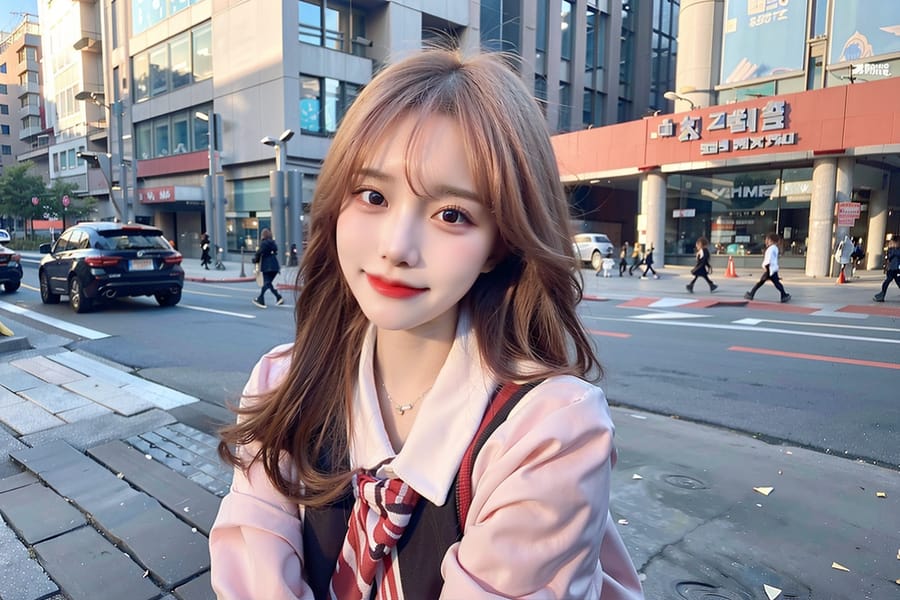 Tags: 21872187
<lora:mix4:0.55>, <lora:JapaneseDollLikeness_v15:0.57>, <lora:koreanDollLikeness:0.65>, <lora:taiwanDollLikeness_v20:0.35>, <lora:YaeMiko_Test:0.61>, (russian:0.95), (ukrainian:1.09), (school uniform:1.16), (large breasts:0.92), choker, busy street in urban city, (perky ass:1.17), (exposed ass:0.98), (looking back:1.04), <lora:Addams:0.22>, extremely detailed face, cute, (photorealistic:1.12), sexy lips, seductive smile, double eyelids, eyelashes, pale skin, perky breasts, full body portrait, 4K, sharp, tall, (thigh gap:0.92), blush, solo, (stunningly attractive:1.18)
Negative prompt: paintings, black and white, (normal quality:2.07), (worst quality:2.20)
Steps: 32, Sampler: DPM++ 2M Karras, CFG scale: 7.18, Seed: 3442519072, Size: 768x512, Model hash: fc2511737a, Model: chilloutmix_NiPrunedFp32Fix, Seed resize from: -1x-1, Denoising strength: 0.5, Version: v1.2.1, Hires upscale: 2.0, Hires steps: 16, Hires upscaler: ESRGAN_4x