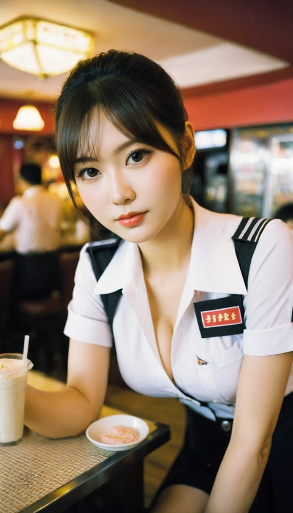 Tags: 21872187, SDXL
{"3": {"inputs": {"seed": 440361305821354, "steps": 32, "cfg": 7.06, "sampler_name": "dpmpp_2m", "scheduler": "karras", "denoise": 1.0, "model": ["27", 0], "positive": ["6", 0], "negative": ["7", 0], "latent_image": ["5", 0]}, "class_type": "KSampler"}, "4": {"inputs": {"ckpt_name": "helloworldxl.safetensors"}, "class_type": "CheckpointLoaderSimple"}, "5": {"inputs": {"width": 768, "height": 1344, "batch_size": 1}, "class_type": "EmptyLatentImage"}, "6": {"inputs": {"text": "23 year old girl, (russian:0.99), (taiwanese:0.96), (sexy lips:0.97), (seductive facial expression:0.97), (blush:1.11), (idol:1.05), (double eyelids:0.96), (eyelashes:1.06), (beautiful eyes:1.00), (cute:0.96), (in a seductive pose:1.08), (large perky breasts:1.12), (cleavage:1.10), (thigh gap:1.00), (a waitress in uniform:1.08) working at a restaurant, (candid cinema:1.02), (soft lighting:1.04), (textured skin:1.03), (RAW:1.00), (natural looking skin:1.01), (portra:1.05), (skin fuzz:1.08), (detailed skin:1.01), (film:1.07)", "clip": ["27", 1]}, "class_type": "CLIPTextEncode"}, "7": {"inputs": {"text": "(distorted:1.06), (twisted:1.10), (worst quality:1.06), (watermark:1.13), (bad hands:1.10), (open mouth:1.07), (low resolution:1.09)", "clip": ["27", 1]}, "class_type": "CLIPTextEncode"}, "8": {"inputs": {"samples": ["3", 0], "vae": ["4", 2]}, "class_type": "VAEDecode"}, "25": {"inputs": {"lora_name": "nudify_xl.safetensors", "strength_model": 0.0, "strength_clip": 0.02, "model": ["4", 0], "clip": ["4", 1]}, "class_type": "LoraLoader"}, "26": {"inputs": {"lora_name": "shirtlift_SDXL_v2.safetensors", "strength_model": 0.17, "strength_clip": 0.19, "model": ["25", 0], "clip": ["25", 1]}, "class_type": "LoraLoader"}, "27": {"inputs": {"lora_name": "PerfectEyesXL.safetensors", "strength_model": 0.13, "strength_clip": 0.0, "model": ["26", 0], "clip": ["26", 1]}, "class_type": "LoraLoader"}, "30": {"inputs": {"model_name": "4x_NMKD-Superscale-SP_178000_G.pth"}, "class_type": "UpscaleModelLoader"}, "31": {"inputs": {"upscale_model": ["30", 0], "image": ["8", 0]}, "class_type": "ImageUpscaleWithModel"}, "32": {"inputs": {"upscale_method": "lanczos", "scale_by": 0.5, "image": ["31", 0]}, "class_type": "ImageScaleBy"}, "33": {"inputs": {"pixels": ["32", 0], "vae": ["4", 2]}, "class_type": "VAEEncode"}, "34": {"inputs": {"seed": 440361305821354, "steps": 32, "cfg": 7.06, "sampler_name": "dpmpp_2m", "scheduler": "karras", "denoise": 0.3, "model": ["27", 0], "positive": ["6", 0], "negative": ["7", 0], "latent_image": ["33", 0]}, "class_type": "KSampler"}, "36": {"inputs": {"samples": ["34", 0], "vae": ["4", 2]}, "class_type": "VAEDecode"}, "39": {"inputs": {"filename_prefix": "comfyapi-1713311992417", "images": ["36", 0]}, "class_type": "SaveImage"}}