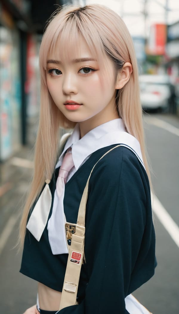 Tags: 21872187, SDXL
{"3": {"inputs": {"seed": 645435992663971, "steps": 32, "cfg": 6.0, "sampler_name": "dpmpp_2m", "scheduler": "karras", "denoise": 1.0, "model": ["27", 0], "positive": ["6", 0], "negative": ["7", 0], "latent_image": ["5", 0]}, "class_type": "KSampler"}, "4": {"inputs": {"ckpt_name": "juggernautxl.safetensors"}, "class_type": "CheckpointLoaderSimple"}, "5": {"inputs": {"width": 768, "height": 1344, "batch_size": 1}, "class_type": "EmptyLatentImage"}, "6": {"inputs": {"text": "18 year old girl, (japanese:1.07), (irish:0.97), (beautiful eyes:1.02), (seductive pose:1.02), (idol:1.02), (slim:0.95), (detailed face:1.02), (pale skin:0.98), (temptress:1.10), (double eyelids:1.13), (seductive facial expression:1.07), (blush:1.11), (sexy lips:1.04), (cute:1.05), (perky ass:1.11), (exposed ass:1.12), (looking back:1.09), (sexy ass:1.03), (thigh gap:1.09), (school uniform:1.00), choker, busy street, (textured skin:1.03), (soft lighting:1.02), (candid cinema:1.09), (portra:1.05), (detailed skin:1.04), (skin fuzz:1.04), (RAW:1.04), (natural looking skin:1.01), (film:1.07)", "clip": ["27", 1]}, "class_type": "CLIPTextEncode"}, "7": {"inputs": {"text": "(twisted:1.05), (watermark:1.05), (bad hands:1.08), (worst quality:1.06), (open mouth:1.09), (distorted:1.10), (low resolution:1.08)", "clip": ["27", 1]}, "class_type": "CLIPTextEncode"}, "8": {"inputs": {"samples": ["3", 0], "vae": ["4", 2]}, "class_type": "VAEDecode"}, "25": {"inputs": {"lora_name": "nudify_xl.safetensors", "strength_model": 0.09, "strength_clip": 0.32, "model": ["4", 0], "clip": ["4", 1]}, "class_type": "LoraLoader"}, "26": {"inputs": {"lora_name": "shirtlift_SDXL_v2.safetensors", "strength_model": 0.01, "strength_clip": 0.08, "model": ["25", 0], "clip": ["25", 1]}, "class_type": "LoraLoader"}, "27": {"inputs": {"lora_name": "PerfectEyesXL.safetensors", "strength_model": 0.06, "strength_clip": 0.17, "model": ["26", 0], "clip": ["26", 1]}, "class_type": "LoraLoader"}, "30": {"inputs": {"model_name": "4x_NMKD-Superscale-SP_178000_G.pth"}, "class_type": "UpscaleModelLoader"}, "31": {"inputs": {"upscale_model": ["30", 0], "image": ["8", 0]}, "class_type": "ImageUpscaleWithModel"}, "32": {"inputs": {"upscale_method": "lanczos", "scale_by": 0.5, "image": ["31", 0]}, "class_type": "ImageScaleBy"}, "33": {"inputs": {"pixels": ["32", 0], "vae": ["4", 2]}, "class_type": "VAEEncode"}, "34": {"inputs": {"seed": 645435992663971, "steps": 32, "cfg": 6.0, "sampler_name": "dpmpp_2m", "scheduler": "karras", "denoise": 0.3, "model": ["27", 0], "positive": ["6", 0], "negative": ["7", 0], "latent_image": ["33", 0]}, "class_type": "KSampler"}, "36": {"inputs": {"samples": ["34", 0], "vae": ["4", 2]}, "class_type": "VAEDecode"}, "39": {"inputs": {"filename_prefix": "comfyapi-1716434907834", "images": ["36", 0]}, "class_type": "SaveImage"}}