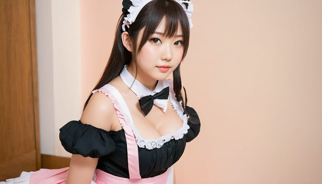 Tags: 21872187, SDXL
{"3": {"inputs": {"seed": 276655669384845, "steps": 32, "cfg": 7.17, "sampler_name": "dpmpp_2m", "scheduler": "karras", "denoise": 1.0, "model": ["27", 0], "positive": ["6", 0], "negative": ["7", 0], "latent_image": ["5", 0]}, "class_type": "KSampler"}, "4": {"inputs": {"ckpt_name": "juggernautxl.safetensors"}, "class_type": "CheckpointLoaderSimple"}, "5": {"inputs": {"width": 1344, "height": 768, "batch_size": 1}, "class_type": "EmptyLatentImage"}, "6": {"inputs": {"text": "20 year old girl, (japanese:1.06), (temptress:1.02), (blush:1.08), (idol:0.97), (beautiful eyes:1.12), (double eyelids:1.14), (sexy lips:0.96), (seductive facial expression:1.14), (eyelashes:0.97), (detailed face:1.08), (cute:1.02), (seductive pose:0.98), (slim:1.10), (on all fours:1.06), (spreading ass cheeks:1.13), (from behind:0.98), (backboob:1.01), in a (skimpy maid costume:1.12) working at a maid cafe, choker, bowtie, headband, pleated skirt, (candid cinema:1.00), (soft lighting:1.03), (natural looking skin:1.03), (film:1.01), (portra:1.03), (RAW:1.05), (skin fuzz:1.07), (detailed skin:1.01), (textured skin:1.09)", "clip": ["27", 1]}, "class_type": "CLIPTextEncode"}, "7": {"inputs": {"text": "(bad hands:1.07), (open mouth:1.05), (worst quality:1.06), (twisted:1.14), (distorted:1.05), (watermark:1.11), (low resolution:1.07)", "clip": ["27", 1]}, "class_type": "CLIPTextEncode"}, "8": {"inputs": {"samples": ["3", 0], "vae": ["4", 2]}, "class_type": "VAEDecode"}, "25": {"inputs": {"lora_name": "nudify_xl.safetensors", "strength_model": 0.18, "strength_clip": 0.15, "model": ["4", 0], "clip": ["4", 1]}, "class_type": "LoraLoader"}, "26": {"inputs": {"lora_name": "shirtlift_SDXL_v2.safetensors", "strength_model": 0.05, "strength_clip": 0.03, "model": ["25", 0], "clip": ["25", 1]}, "class_type": "LoraLoader"}, "27": {"inputs": {"lora_name": "PerfectEyesXL.safetensors", "strength_model": 0.0, "strength_clip": 0.08, "model": ["26", 0], "clip": ["26", 1]}, "class_type": "LoraLoader"}, "30": {"inputs": {"model_name": "4x_NMKD-Superscale-SP_178000_G.pth"}, "class_type": "UpscaleModelLoader"}, "31": {"inputs": {"upscale_model": ["30", 0], "image": ["8", 0]}, "class_type": "ImageUpscaleWithModel"}, "32": {"inputs": {"upscale_method": "lanczos", "scale_by": 0.5, "image": ["31", 0]}, "class_type": "ImageScaleBy"}, "33": {"inputs": {"pixels": ["32", 0], "vae": ["4", 2]}, "class_type": "VAEEncode"}, "34": {"inputs": {"seed": 276655669384845, "steps": 32, "cfg": 7.17, "sampler_name": "dpmpp_2m", "scheduler": "karras", "denoise": 0.3, "model": ["27", 0], "positive": ["6", 0], "negative": ["7", 0], "latent_image": ["33", 0]}, "class_type": "KSampler"}, "36": {"inputs": {"samples": ["34", 0], "vae": ["4", 2]}, "class_type": "VAEDecode"}, "39": {"inputs": {"filename_prefix": "comfyapi-1715938111453", "images": ["36", 0]}, "class_type": "SaveImage"}}