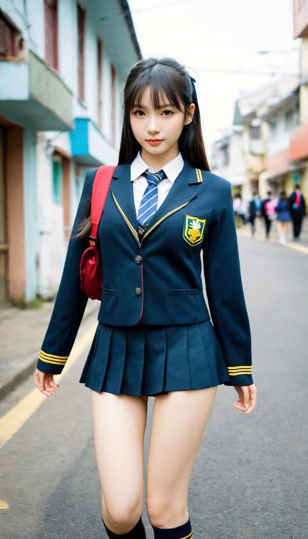 Tags: 21872187, SDXL
{"3": {"inputs": {"seed": 165412431603084, "steps": 64, "cfg": 7.6, "sampler_name": "dpmpp_2m", "scheduler": "karras", "denoise": 1.0, "model": ["27", 0], "positive": ["6", 0], "negative": ["7", 0], "latent_image": ["5", 0]}, "class_type": "KSampler"}, "4": {"inputs": {"ckpt_name": "helloworldxl.safetensors"}, "class_type": "CheckpointLoaderSimple"}, "5": {"inputs": {"width": 768, "height": 1344, "batch_size": 1}, "class_type": "EmptyLatentImage"}, "6": {"inputs": {"text": "24 year old girl, (irish:0.96), (ukrainian:1.03), (taiwanese:1.07), (russian:1.03), (blush:1.14), (beautiful eyes:1.13), (detailed face:1.12), (pale skin:0.98), (double eyelids:1.05), (seductive facial expression:1.04), (seductive pose:1.01), (eyelashes:1.09), (idol:1.14), (sexy lips:1.04), (cute:0.98), (slim:1.06), (temptress:1.02), (perky ass:1.12), (exposed ass:1.00), (looking back:0.97), (sexy ass:1.04), (thigh gap:1.02), (school uniform:1.09), choker, busy street, (candid cinema:1.07), (skin fuzz:1.08), (RAW:1.00), (soft lighting:1.00), (natural looking skin:1.00), (portra:1.07), (film:1.03), (textured skin:1.04), (detailed skin:1.06)", "clip": ["27", 1]}, "class_type": "CLIPTextEncode"}, "7": {"inputs": {"text": "(twisted:1.10), (watermark:1.11), (open mouth:1.13), (low resolution:1.09), (bad hands:1.06), (worst quality:1.12), (distorted:1.10)", "clip": ["27", 1]}, "class_type": "CLIPTextEncode"}, "8": {"inputs": {"samples": ["3", 0], "vae": ["4", 2]}, "class_type": "VAEDecode"}, "25": {"inputs": {"lora_name": "nudify_xl.safetensors", "strength_model": 0.25, "strength_clip": 0.0, "model": ["4", 0], "clip": ["4", 1]}, "class_type": "LoraLoader"}, "26": {"inputs": {"lora_name": "shirtlift_SDXL_v2.safetensors", "strength_model": 0.02, "strength_clip": 0.07, "model": ["25", 0], "clip": ["25", 1]}, "class_type": "LoraLoader"}, "27": {"inputs": {"lora_name": "PerfectEyesXL.safetensors", "strength_model": 0.16, "strength_clip": 0.06, "model": ["26", 0], "clip": ["26", 1]}, "class_type": "LoraLoader"}, "30": {"inputs": {"model_name": "4x_NMKD-Superscale-SP_178000_G.pth"}, "class_type": "UpscaleModelLoader"}, "31": {"inputs": {"upscale_model": ["30", 0], "image": ["8", 0]}, "class_type": "ImageUpscaleWithModel"}, "32": {"inputs": {"upscale_method": "lanczos", "scale_by": 0.5, "image": ["31", 0]}, "class_type": "ImageScaleBy"}, "33": {"inputs": {"pixels": ["32", 0], "vae": ["4", 2]}, "class_type": "VAEEncode"}, "34": {"inputs": {"seed": 165412431603084, "steps": 64, "cfg": 7.6, "sampler_name": "dpmpp_2m", "scheduler": "karras", "denoise": 0.3, "model": ["27", 0], "positive": ["6", 0], "negative": ["7", 0], "latent_image": ["33", 0]}, "class_type": "KSampler"}, "36": {"inputs": {"samples": ["34", 0], "vae": ["4", 2]}, "class_type": "VAEDecode"}, "39": {"inputs": {"filename_prefix": "comfyapi-1714455408764", "images": ["36", 0]}, "class_type": "SaveImage"}}