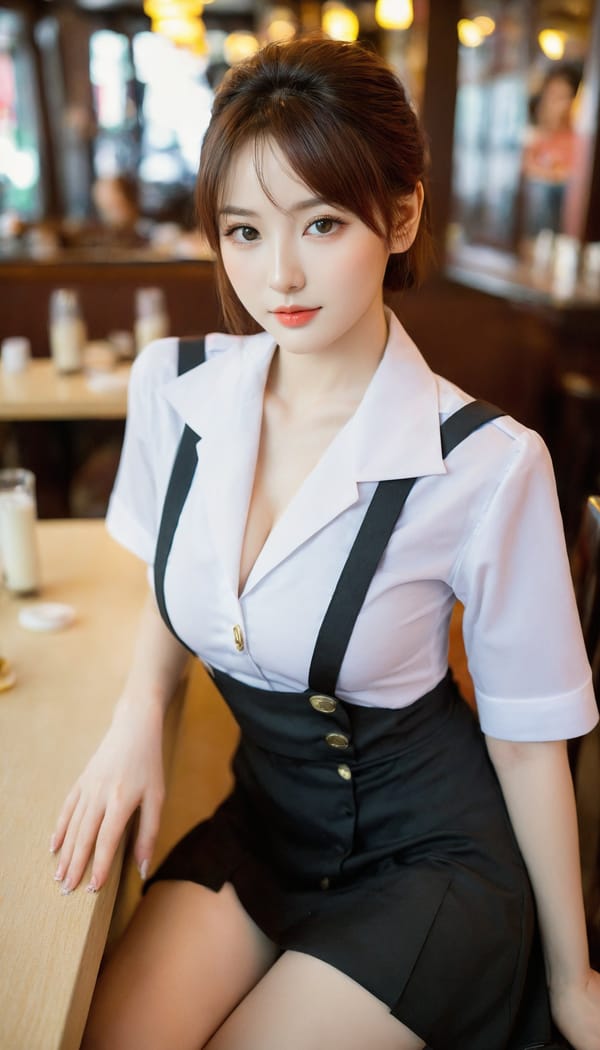 Tags: 21872187, SDXL
{"3": {"inputs": {"seed": 900235362232458, "steps": 32, "cfg": 5.56, "sampler_name": "dpmpp_2m", "scheduler": "karras", "denoise": 1.0, "model": ["27", 0], "positive": ["6", 0], "negative": ["7", 0], "latent_image": ["5", 0]}, "class_type": "KSampler"}, "4": {"inputs": {"ckpt_name": "helloworldxl.safetensors"}, "class_type": "CheckpointLoaderSimple"}, "5": {"inputs": {"width": 768, "height": 1344, "batch_size": 1}, "class_type": "EmptyLatentImage"}, "6": {"inputs": {"text": "21 year old girl, (korean:0.95), (ukrainian:1.10), (russian:0.95), (irish:1.07), (beautiful eyes:0.98), (pale skin:1.06), (seductive pose:1.08), (sexy lips:1.03), (blush:1.02), (slim:1.02), (seductive facial expression:1.06), (double eyelids:1.01), (cute:0.97), (eyelashes:1.04), (temptress:1.06), (idol:1.02), (in a seductive pose:0.96), (large perky breasts:1.03), (cleavage:1.01), (thigh gap:0.98), (a waitress in uniform:1.11) working at a restaurant, (natural looking skin:1.09), (detailed skin:1.02), (skin fuzz:1.09), (textured skin:1.09), (soft lighting:1.01), (RAW:1.00), (candid cinema:1.09), (portra:1.01), (film:1.00)", "clip": ["27", 1]}, "class_type": "CLIPTextEncode"}, "7": {"inputs": {"text": "(open mouth:1.09), (worst quality:1.08), (twisted:1.06), (low resolution:1.08), (bad hands:1.05), (watermark:1.05), (distorted:1.13)", "clip": ["27", 1]}, "class_type": "CLIPTextEncode"}, "8": {"inputs": {"samples": ["3", 0], "vae": ["4", 2]}, "class_type": "VAEDecode"}, "25": {"inputs": {"lora_name": "nudify_xl.safetensors", "strength_model": 0.36, "strength_clip": 0.31, "model": ["4", 0], "clip": ["4", 1]}, "class_type": "LoraLoader"}, "26": {"inputs": {"lora_name": "shirtlift_SDXL_v2.safetensors", "strength_model": 0.01, "strength_clip": 0.03, "model": ["25", 0], "clip": ["25", 1]}, "class_type": "LoraLoader"}, "27": {"inputs": {"lora_name": "PerfectEyesXL.safetensors", "strength_model": 0.14, "strength_clip": 0.15, "model": ["26", 0], "clip": ["26", 1]}, "class_type": "LoraLoader"}, "30": {"inputs": {"model_name": "4x_NMKD-Superscale-SP_178000_G.pth"}, "class_type": "UpscaleModelLoader"}, "31": {"inputs": {"upscale_model": ["30", 0], "image": ["8", 0]}, "class_type": "ImageUpscaleWithModel"}, "32": {"inputs": {"upscale_method": "lanczos", "scale_by": 0.5, "image": ["31", 0]}, "class_type": "ImageScaleBy"}, "33": {"inputs": {"pixels": ["32", 0], "vae": ["4", 2]}, "class_type": "VAEEncode"}, "34": {"inputs": {"seed": 900235362232458, "steps": 32, "cfg": 5.56, "sampler_name": "dpmpp_2m", "scheduler": "karras", "denoise": 0.3, "model": ["27", 0], "positive": ["6", 0], "negative": ["7", 0], "latent_image": ["33", 0]}, "class_type": "KSampler"}, "36": {"inputs": {"samples": ["34", 0], "vae": ["4", 2]}, "class_type": "VAEDecode"}, "39": {"inputs": {"filename_prefix": "comfyapi-1713893495697", "images": ["36", 0]}, "class_type": "SaveImage"}}