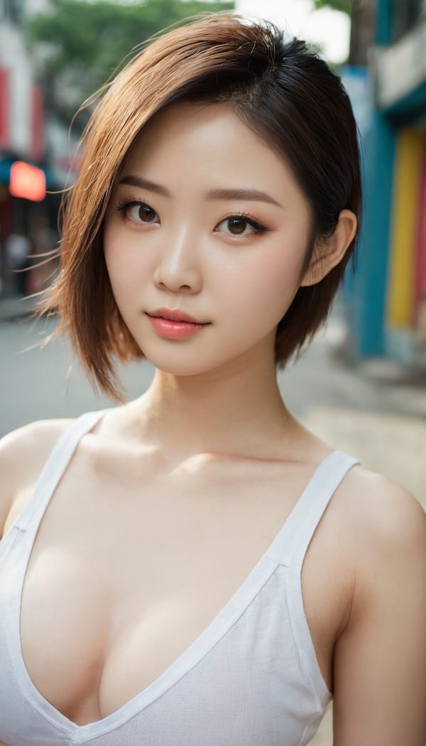 Tags: 21872187, SDXL
{"3": {"inputs": {"seed": 617308373077137, "steps": 32, "cfg": 5.31, "sampler_name": "dpmpp_2m", "scheduler": "karras", "denoise": 1.0, "model": ["27", 0], "positive": ["6", 0], "negative": ["7", 0], "latent_image": ["5", 0]}, "class_type": "KSampler"}, "4": {"inputs": {"ckpt_name": "juggernautxl.safetensors"}, "class_type": "CheckpointLoaderSimple"}, "5": {"inputs": {"width": 768, "height": 1344, "batch_size": 1}, "class_type": "EmptyLatentImage"}, "6": {"inputs": {"text": "28 year old girl, (chinese:0.97), (idol:1.06), (double eyelids:1.10), (seductive facial expression:0.99), (sexy lips:0.95), (slim:1.10), (beautiful eyes:1.06), (pale skin:1.03), (seductive pose:0.96), (detailed face:1.01), (cute:1.06), (temptress:0.97), (eyelashes:0.96), (blush:0.98), (in a seductive pose:1.09), (large perky breasts:1.00), (cleavage:0.96), (thigh gap:0.95), (white tanktop:1.05), busy street, (detailed skin:1.00), (natural looking skin:1.06), (candid cinema:1.07), (RAW:1.02), (skin fuzz:1.01), (portra:1.05), (soft lighting:1.00), (film:1.07), (textured skin:1.04)", "clip": ["27", 1]}, "class_type": "CLIPTextEncode"}, "7": {"inputs": {"text": "(open mouth:1.10), (bad hands:1.08), (low resolution:1.08), (worst quality:1.09), (watermark:1.10), (distorted:1.07), (twisted:1.08)", "clip": ["27", 1]}, "class_type": "CLIPTextEncode"}, "8": {"inputs": {"samples": ["3", 0], "vae": ["4", 2]}, "class_type": "VAEDecode"}, "25": {"inputs": {"lora_name": "nudify_xl.safetensors", "strength_model": 0.1, "strength_clip": 0.0, "model": ["4", 0], "clip": ["4", 1]}, "class_type": "LoraLoader"}, "26": {"inputs": {"lora_name": "shirtlift_SDXL_v2.safetensors", "strength_model": 0.17, "strength_clip": 0.02, "model": ["25", 0], "clip": ["25", 1]}, "class_type": "LoraLoader"}, "27": {"inputs": {"lora_name": "PerfectEyesXL.safetensors", "strength_model": 0.01, "strength_clip": 0.08, "model": ["26", 0], "clip": ["26", 1]}, "class_type": "LoraLoader"}, "30": {"inputs": {"model_name": "4x_NMKD-Superscale-SP_178000_G.pth"}, "class_type": "UpscaleModelLoader"}, "31": {"inputs": {"upscale_model": ["30", 0], "image": ["8", 0]}, "class_type": "ImageUpscaleWithModel"}, "32": {"inputs": {"upscale_method": "lanczos", "scale_by": 0.5, "image": ["31", 0]}, "class_type": "ImageScaleBy"}, "33": {"inputs": {"pixels": ["32", 0], "vae": ["4", 2]}, "class_type": "VAEEncode"}, "34": {"inputs": {"seed": 617308373077137, "steps": 32, "cfg": 5.31, "sampler_name": "dpmpp_2m", "scheduler": "karras", "denoise": 0.3, "model": ["27", 0], "positive": ["6", 0], "negative": ["7", 0], "latent_image": ["33", 0]}, "class_type": "KSampler"}, "36": {"inputs": {"samples": ["34", 0], "vae": ["4", 2]}, "class_type": "VAEDecode"}, "39": {"inputs": {"filename_prefix": "comfyapi-1732951593346", "images": ["36", 0]}, "class_type": "SaveImage"}}