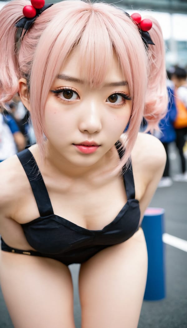 Tags: 21872187, SDXL
{"3": {"inputs": {"seed": 175235044425402, "steps": 32, "cfg": 7.59, "sampler_name": "dpmpp_2m", "scheduler": "karras", "denoise": 1.0, "model": ["27", 0], "positive": ["6", 0], "negative": ["7", 0], "latent_image": ["5", 0]}, "class_type": "KSampler"}, "4": {"inputs": {"ckpt_name": "juggernautxl.safetensors"}, "class_type": "CheckpointLoaderSimple"}, "5": {"inputs": {"width": 768, "height": 1344, "batch_size": 1}, "class_type": "EmptyLatentImage"}, "6": {"inputs": {"text": "25 year old girl, (japanese:1.09), (korean:1.13), (cute:1.03), (blush:1.01), (slim:0.97), (beautiful eyes:1.12), (sexy lips:0.96), (temptress:1.05), (seductive pose:1.02), (double eyelids:1.10), (seductive facial expression:0.97), (detailed face:1.05), (pale skin:0.96), (perky ass:1.06), (exposed ass:1.08), (looking back:1.01), (sexy ass:1.09), (thigh gap:1.14), (in a cosplay:0.98) at comiket posing for camera, (natural looking skin:1.09), (portra:1.08), (detailed skin:1.06), (textured skin:1.08), (candid cinema:1.00), (RAW:1.01), (skin fuzz:1.04), (soft lighting:1.00), (film:1.04)", "clip": ["27", 1]}, "class_type": "CLIPTextEncode"}, "7": {"inputs": {"text": "(low resolution:1.14), (bad hands:1.09), (worst quality:1.13), (watermark:1.12), (distorted:1.06), (open mouth:1.13), (twisted:1.05)", "clip": ["27", 1]}, "class_type": "CLIPTextEncode"}, "8": {"inputs": {"samples": ["3", 0], "vae": ["4", 2]}, "class_type": "VAEDecode"}, "25": {"inputs": {"lora_name": "nudify_xl.safetensors", "strength_model": 0.05, "strength_clip": 0.31, "model": ["4", 0], "clip": ["4", 1]}, "class_type": "LoraLoader"}, "26": {"inputs": {"lora_name": "shirtlift_SDXL_v2.safetensors", "strength_model": 0.09, "strength_clip": 0.09, "model": ["25", 0], "clip": ["25", 1]}, "class_type": "LoraLoader"}, "27": {"inputs": {"lora_name": "PerfectEyesXL.safetensors", "strength_model": 0.15, "strength_clip": 0.12, "model": ["26", 0], "clip": ["26", 1]}, "class_type": "LoraLoader"}, "30": {"inputs": {"model_name": "4x_NMKD-Superscale-SP_178000_G.pth"}, "class_type": "UpscaleModelLoader"}, "31": {"inputs": {"upscale_model": ["30", 0], "image": ["8", 0]}, "class_type": "ImageUpscaleWithModel"}, "32": {"inputs": {"upscale_method": "lanczos", "scale_by": 0.5, "image": ["31", 0]}, "class_type": "ImageScaleBy"}, "33": {"inputs": {"pixels": ["32", 0], "vae": ["4", 2]}, "class_type": "VAEEncode"}, "34": {"inputs": {"seed": 175235044425402, "steps": 32, "cfg": 7.59, "sampler_name": "dpmpp_2m", "scheduler": "karras", "denoise": 0.3, "model": ["27", 0], "positive": ["6", 0], "negative": ["7", 0], "latent_image": ["33", 0]}, "class_type": "KSampler"}, "36": {"inputs": {"samples": ["34", 0], "vae": ["4", 2]}, "class_type": "VAEDecode"}, "39": {"inputs": {"filename_prefix": "comfyapi-1735330405538", "images": ["36", 0]}, "class_type": "SaveImage"}}