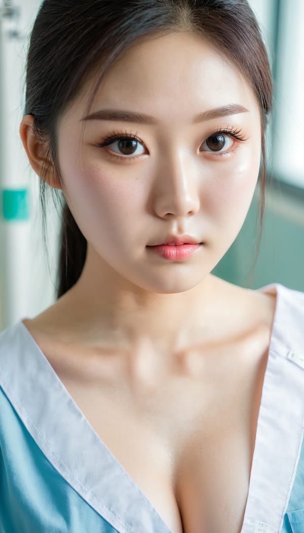 Tags: 21872187, SDXL
{"3": {"inputs": {"seed": 645169047401143, "steps": 32, "cfg": 7.61, "sampler_name": "dpmpp_2m", "scheduler": "karras", "denoise": 1.0, "model": ["27", 0], "positive": ["6", 0], "negative": ["7", 0], "latent_image": ["5", 0]}, "class_type": "KSampler"}, "4": {"inputs": {"ckpt_name": "juggernautxl.safetensors"}, "class_type": "CheckpointLoaderSimple"}, "5": {"inputs": {"width": 768, "height": 1344, "batch_size": 1}, "class_type": "EmptyLatentImage"}, "6": {"inputs": {"text": "18 year old girl, (korean:1.05), (taiwanese:1.04), (cute:1.00), (blush:1.07), (pale skin:1.01), (eyelashes:1.12), (seductive facial expression:1.12), (sexy lips:1.09), (detailed face:0.96), (temptress:0.99), (idol:1.07), (double eyelids:1.14), (seductive pose:1.08), (slim:0.99), (in a seductive pose:0.95), (large perky breasts:1.00), (cleavage:0.99), (thigh gap:1.14), (nurse in uniform:1.06) working in a hospital ward, (portra:1.07), (soft lighting:1.05), (detailed skin:1.00), (textured skin:1.09), (film:1.09), (skin fuzz:1.03), (candid cinema:1.04), (RAW:1.00), (natural looking skin:1.02)", "clip": ["27", 1]}, "class_type": "CLIPTextEncode"}, "7": {"inputs": {"text": "(worst quality:1.14), (bad hands:1.14), (twisted:1.13), (watermark:1.05), (low resolution:1.13), (distorted:1.09), (open mouth:1.11)", "clip": ["27", 1]}, "class_type": "CLIPTextEncode"}, "8": {"inputs": {"samples": ["3", 0], "vae": ["4", 2]}, "class_type": "VAEDecode"}, "25": {"inputs": {"lora_name": "nudify_xl.safetensors", "strength_model": 0.25, "strength_clip": 0.08, "model": ["4", 0], "clip": ["4", 1]}, "class_type": "LoraLoader"}, "26": {"inputs": {"lora_name": "shirtlift_SDXL_v2.safetensors", "strength_model": 0.12, "strength_clip": 0.01, "model": ["25", 0], "clip": ["25", 1]}, "class_type": "LoraLoader"}, "27": {"inputs": {"lora_name": "PerfectEyesXL.safetensors", "strength_model": 0.15, "strength_clip": 0.08, "model": ["26", 0], "clip": ["26", 1]}, "class_type": "LoraLoader"}, "30": {"inputs": {"model_name": "4x_NMKD-Superscale-SP_178000_G.pth"}, "class_type": "UpscaleModelLoader"}, "31": {"inputs": {"upscale_model": ["30", 0], "image": ["8", 0]}, "class_type": "ImageUpscaleWithModel"}, "32": {"inputs": {"upscale_method": "lanczos", "scale_by": 0.5, "image": ["31", 0]}, "class_type": "ImageScaleBy"}, "33": {"inputs": {"pixels": ["32", 0], "vae": ["4", 2]}, "class_type": "VAEEncode"}, "34": {"inputs": {"seed": 645169047401143, "steps": 32, "cfg": 7.61, "sampler_name": "dpmpp_2m", "scheduler": "karras", "denoise": 0.3, "model": ["27", 0], "positive": ["6", 0], "negative": ["7", 0], "latent_image": ["33", 0]}, "class_type": "KSampler"}, "36": {"inputs": {"samples": ["34", 0], "vae": ["4", 2]}, "class_type": "VAEDecode"}, "39": {"inputs": {"filename_prefix": "comfyapi-1734553032001", "images": ["36", 0]}, "class_type": "SaveImage"}}