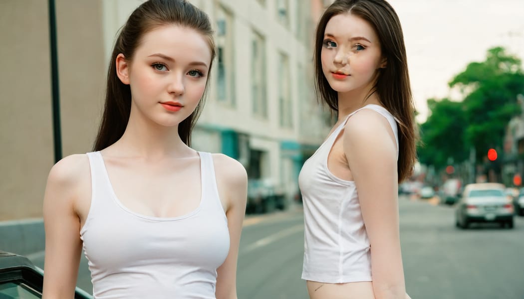 Tags: 21872187, SDXL
{"3": {"inputs": {"seed": 369814427783326, "steps": 32, "cfg": 7.08, "sampler_name": "dpmpp_2m", "scheduler": "karras", "denoise": 1.0, "model": ["27", 0], "positive": ["6", 0], "negative": ["7", 0], "latent_image": ["5", 0]}, "class_type": "KSampler"}, "4": {"inputs": {"ckpt_name": "juggernautXL_v8Rundiffusion.safetensors"}, "class_type": "CheckpointLoaderSimple"}, "5": {"inputs": {"width": 1344, "height": 768, "batch_size": 1}, "class_type": "EmptyLatentImage"}, "6": {"inputs": {"text": "18 year old girl, (pale skin:1.03), (detailed face:1.11), (eyelashes:0.96), (beautiful eyes:1.01), (seductive pose:1.12), (idol:1.01), (slim:0.99), (seductive facial expression:0.95), (cute:0.96), (sexy lips:0.95), (blush:0.95), (temptress:0.95), (perky ass:1.13), (exposed ass:1.10), (looking back:1.09), (sexy ass:1.14), (thigh gap:1.01), (white tanktop:1.13), busy street, (detailed skin:1.00), (candid cinema:1.03), (skin fuzz:1.04), (textured skin:1.09), (natural looking skin:1.00), (soft lighting:1.05), (portra:1.09), (RAW:1.04), (film:1.07)", "clip": ["27", 1]}, "class_type": "CLIPTextEncode"}, "7": {"inputs": {"text": "(distorted:1.09), (watermark:1.05), (open mouth:1.06), (bad hands:1.07), (twisted:1.06), (worst quality:1.07), (low resolution:1.09)", "clip": ["27", 1]}, "class_type": "CLIPTextEncode"}, "8": {"inputs": {"samples": ["3", 0], "vae": ["4", 2]}, "class_type": "VAEDecode"}, "25": {"inputs": {"lora_name": "nudify_xl.safetensors", "strength_model": 0.04, "strength_clip": 0.35, "model": ["4", 0], "clip": ["4", 1]}, "class_type": "LoraLoader"}, "26": {"inputs": {"lora_name": "shirtlift_SDXL_v2.safetensors", "strength_model": 0.17, "strength_clip": 0.1, "model": ["25", 0], "clip": ["25", 1]}, "class_type": "LoraLoader"}, "27": {"inputs": {"lora_name": "PerfectEyesXL.safetensors", "strength_model": 0.18, "strength_clip": 0.11, "model": ["26", 0], "clip": ["26", 1]}, "class_type": "LoraLoader"}, "30": {"inputs": {"model_name": "4x_NMKD-Superscale-SP_178000_G.pth"}, "class_type": "UpscaleModelLoader"}, "31": {"inputs": {"upscale_model": ["30", 0], "image": ["8", 0]}, "class_type": "ImageUpscaleWithModel"}, "32": {"inputs": {"upscale_method": "lanczos", "scale_by": 0.5, "image": ["31", 0]}, "class_type": "ImageScaleBy"}, "33": {"inputs": {"pixels": ["32", 0], "vae": ["4", 2]}, "class_type": "VAEEncode"}, "34": {"inputs": {"seed": 369814427783326, "steps": 32, "cfg": 7.08, "sampler_name": "dpmpp_2m", "scheduler": "karras", "denoise": 0.3, "model": ["27", 0], "positive": ["6", 0], "negative": ["7", 0], "latent_image": ["33", 0]}, "class_type": "KSampler"}, "36": {"inputs": {"samples": ["34", 0], "vae": ["4", 2]}, "class_type": "VAEDecode"}, "39": {"inputs": {"filename_prefix": "comfyapi-1707384047965", "images": ["36", 0]}, "class_type": "SaveImage"}}