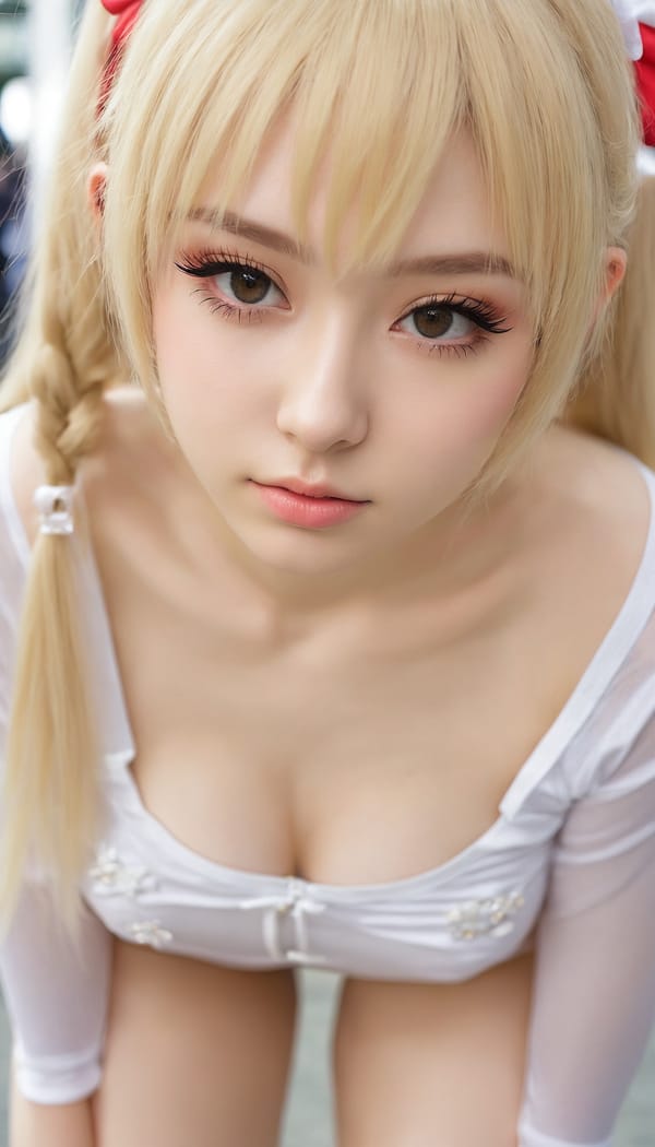 Tags: 21872187, SDXL
{"3": {"inputs": {"seed": 751752686308469, "steps": 32, "cfg": 5.78, "sampler_name": "dpmpp_2m", "scheduler": "karras", "denoise": 1.0, "model": ["27", 0], "positive": ["6", 0], "negative": ["7", 0], "latent_image": ["5", 0]}, "class_type": "KSampler"}, "4": {"inputs": {"ckpt_name": "juggernautxl.safetensors"}, "class_type": "CheckpointLoaderSimple"}, "5": {"inputs": {"width": 768, "height": 1344, "batch_size": 1}, "class_type": "EmptyLatentImage"}, "6": {"inputs": {"text": "18 year old girl, (russian:1.13), (seductive pose:0.97), (double eyelids:1.00), (seductive facial expression:1.11), (sexy lips:0.96), (temptress:1.10), (cute:1.10), (blush:0.97), (pale skin:1.12), (beautiful eyes:1.05), (slim:1.00), (eyelashes:1.07), (detailed face:1.10), (idol:1.00), (perky ass:1.09), (exposed ass:0.97), (looking back:0.96), (sexy ass:1.10), (thigh gap:1.08), (in a cosplay:1.01) at comiket posing for camera, (soft lighting:1.09), (film:1.09), (natural looking skin:1.05), (textured skin:1.00), (portra:1.00), (skin fuzz:1.07), (detailed skin:1.01), (candid cinema:1.05), (RAW:1.00)", "clip": ["27", 1]}, "class_type": "CLIPTextEncode"}, "7": {"inputs": {"text": "(twisted:1.14), (watermark:1.09), (open mouth:1.09), (worst quality:1.11), (bad hands:1.14), (distorted:1.11)", "clip": ["27", 1]}, "class_type": "CLIPTextEncode"}, "8": {"inputs": {"samples": ["3", 0], "vae": ["4", 2]}, "class_type": "VAEDecode"}, "25": {"inputs": {"lora_name": "nudify_xl.safetensors", "strength_model": 0.3, "strength_clip": 0.32, "model": ["4", 0], "clip": ["4", 1]}, "class_type": "LoraLoader"}, "26": {"inputs": {"lora_name": "shirtlift_SDXL_v2.safetensors", "strength_model": 0.02, "strength_clip": 0.04, "model": ["25", 0], "clip": ["25", 1]}, "class_type": "LoraLoader"}, "27": {"inputs": {"lora_name": "PerfectEyesXL.safetensors", "strength_model": 0.04, "strength_clip": 0.0, "model": ["26", 0], "clip": ["26", 1]}, "class_type": "LoraLoader"}, "30": {"inputs": {"model_name": "4x_NMKD-Superscale-SP_178000_G.pth"}, "class_type": "UpscaleModelLoader"}, "31": {"inputs": {"upscale_model": ["30", 0], "image": ["8", 0]}, "class_type": "ImageUpscaleWithModel"}, "32": {"inputs": {"upscale_method": "lanczos", "scale_by": 0.5, "image": ["31", 0]}, "class_type": "ImageScaleBy"}, "33": {"inputs": {"pixels": ["32", 0], "vae": ["4", 2]}, "class_type": "VAEEncode"}, "34": {"inputs": {"seed": 751752686308469, "steps": 32, "cfg": 5.78, "sampler_name": "dpmpp_2m", "scheduler": "karras", "denoise": 0.3, "model": ["27", 0], "positive": ["6", 0], "negative": ["7", 0], "latent_image": ["33", 0]}, "class_type": "KSampler"}, "36": {"inputs": {"samples": ["34", 0], "vae": ["4", 2]}, "class_type": "VAEDecode"}, "39": {"inputs": {"filename_prefix": "comfyapi-1718998097817", "images": ["36", 0]}, "class_type": "SaveImage"}}