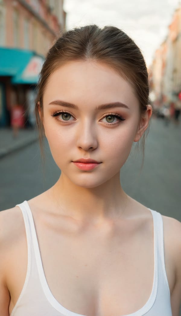 Tags: 21872187, SDXL
{"3": {"inputs": {"seed": 981072446268284, "steps": 32, "cfg": 5.42, "sampler_name": "dpmpp_2m", "scheduler": "karras", "denoise": 1.0, "model": ["27", 0], "positive": ["6", 0], "negative": ["7", 0], "latent_image": ["5", 0]}, "class_type": "KSampler"}, "4": {"inputs": {"ckpt_name": "juggernautXL_v8Rundiffusion.safetensors"}, "class_type": "CheckpointLoaderSimple"}, "5": {"inputs": {"width": 768, "height": 1344, "batch_size": 1}, "class_type": "EmptyLatentImage"}, "6": {"inputs": {"text": "21 year old girl, (russian:1.00), (seductive facial expression:0.95), (double eyelids:1.11), (eyelashes:0.95), (beautiful eyes:1.10), (cute:1.10), (idol:1.00), (detailed face:1.00), (pale skin:0.98), (blush:0.96), (slim:1.08), (temptress:1.06), (seductive pose:1.07), (sexy lips:1.07), (perky ass:1.04), (exposed ass:1.03), (looking back:1.04), (sexy ass:1.14), (thigh gap:0.98), (white tanktop:1.01), busy street, (film:1.05), (detailed skin:1.02), (portra:1.04), (textured skin:1.05), (RAW:1.04), (candid cinema:1.02), (skin fuzz:1.04), (natural looking skin:1.03), (soft lighting:1.06)", "clip": ["27", 1]}, "class_type": "CLIPTextEncode"}, "7": {"inputs": {"text": "(watermark:1.06), (worst quality:1.07), (open mouth:1.05), (twisted:1.11), (bad hands:1.09), (distorted:1.05), (low resolution:1.07)", "clip": ["27", 1]}, "class_type": "CLIPTextEncode"}, "8": {"inputs": {"samples": ["3", 0], "vae": ["4", 2]}, "class_type": "VAEDecode"}, "25": {"inputs": {"lora_name": "nudify_xl.safetensors", "strength_model": 0.13, "strength_clip": 0.13, "model": ["4", 0], "clip": ["4", 1]}, "class_type": "LoraLoader"}, "26": {"inputs": {"lora_name": "shirtlift_SDXL_v2.safetensors", "strength_model": 0.14, "strength_clip": 0.19, "model": ["25", 0], "clip": ["25", 1]}, "class_type": "LoraLoader"}, "27": {"inputs": {"lora_name": "PerfectEyesXL.safetensors", "strength_model": 0.15, "strength_clip": 0.0, "model": ["26", 0], "clip": ["26", 1]}, "class_type": "LoraLoader"}, "30": {"inputs": {"model_name": "4x_NMKD-Superscale-SP_178000_G.pth"}, "class_type": "UpscaleModelLoader"}, "31": {"inputs": {"upscale_model": ["30", 0], "image": ["8", 0]}, "class_type": "ImageUpscaleWithModel"}, "32": {"inputs": {"upscale_method": "lanczos", "scale_by": 0.5, "image": ["31", 0]}, "class_type": "ImageScaleBy"}, "33": {"inputs": {"pixels": ["32", 0], "vae": ["4", 2]}, "class_type": "VAEEncode"}, "34": {"inputs": {"seed": 981072446268284, "steps": 32, "cfg": 5.42, "sampler_name": "dpmpp_2m", "scheduler": "karras", "denoise": 0.3, "model": ["27", 0], "positive": ["6", 0], "negative": ["7", 0], "latent_image": ["33", 0]}, "class_type": "KSampler"}, "36": {"inputs": {"samples": ["34", 0], "vae": ["4", 2]}, "class_type": "VAEDecode"}, "39": {"inputs": {"filename_prefix": "comfyapi-1707812809358", "images": ["36", 0]}, "class_type": "SaveImage"}}