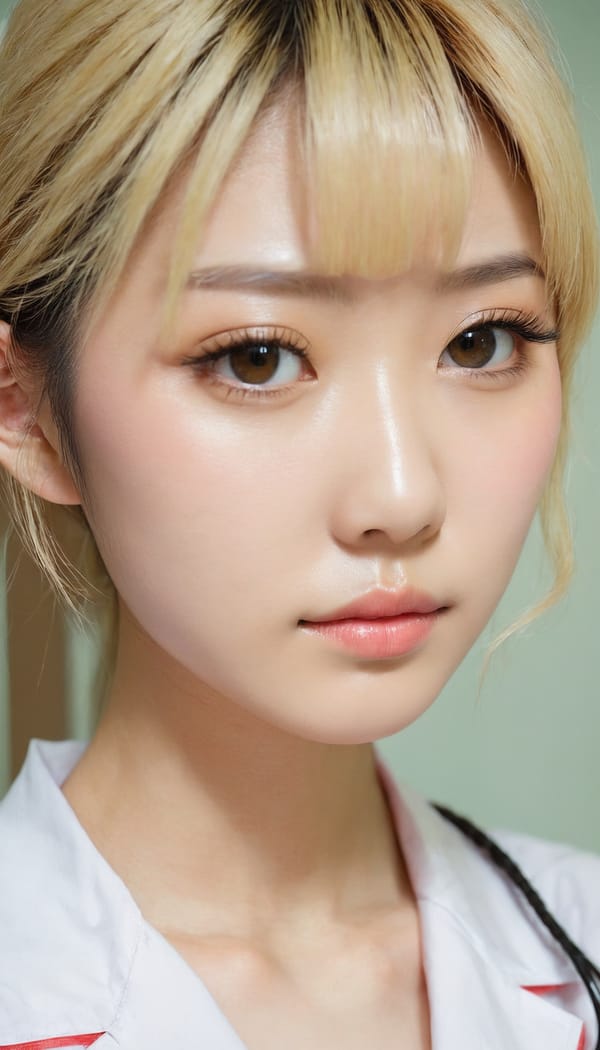 Tags: 21872187, SDXL
{"3": {"inputs": {"seed": 762758439169456, "steps": 32, "cfg": 5.9, "sampler_name": "dpmpp_2m", "scheduler": "karras", "denoise": 1.0, "model": ["27", 0], "positive": ["6", 0], "negative": ["7", 0], "latent_image": ["5", 0]}, "class_type": "KSampler"}, "4": {"inputs": {"ckpt_name": "juggernautxl.safetensors"}, "class_type": "CheckpointLoaderSimple"}, "5": {"inputs": {"width": 768, "height": 1344, "batch_size": 1}, "class_type": "EmptyLatentImage"}, "6": {"inputs": {"text": "22 year old girl, (japanese:1.08), (double eyelids:0.99), (beautiful eyes:0.98), (blush:0.99), (slim:1.14), (detailed face:1.14), (cute:1.04), (seductive facial expression:0.98), (eyelashes:0.99), (idol:1.14), (seductive pose:0.96), (sexy lips:1.04), (pale skin:1.09), (temptress:1.09), (in a seductive pose:1.04), (large perky breasts:1.05), (cleavage:1.07), (thigh gap:1.06), (nurse in uniform:1.00) working in a hospital ward, (natural looking skin:1.03), (candid cinema:1.02), (soft lighting:1.09), (portra:1.00), (RAW:1.09), (film:1.00), (skin fuzz:1.02), (textured skin:1.03), (detailed skin:1.09)", "clip": ["27", 1]}, "class_type": "CLIPTextEncode"}, "7": {"inputs": {"text": "(low resolution:1.14), (watermark:1.14), (open mouth:1.09), (distorted:1.09), (worst quality:1.13), (bad hands:1.07)", "clip": ["27", 1]}, "class_type": "CLIPTextEncode"}, "8": {"inputs": {"samples": ["3", 0], "vae": ["4", 2]}, "class_type": "VAEDecode"}, "25": {"inputs": {"lora_name": "nudify_xl.safetensors", "strength_model": 0.01, "strength_clip": 0.28, "model": ["4", 0], "clip": ["4", 1]}, "class_type": "LoraLoader"}, "26": {"inputs": {"lora_name": "shirtlift_SDXL_v2.safetensors", "strength_model": 0.0, "strength_clip": 0.07, "model": ["25", 0], "clip": ["25", 1]}, "class_type": "LoraLoader"}, "27": {"inputs": {"lora_name": "PerfectEyesXL.safetensors", "strength_model": 0.17, "strength_clip": 0.16, "model": ["26", 0], "clip": ["26", 1]}, "class_type": "LoraLoader"}, "30": {"inputs": {"model_name": "4x_NMKD-Superscale-SP_178000_G.pth"}, "class_type": "UpscaleModelLoader"}, "31": {"inputs": {"upscale_model": ["30", 0], "image": ["8", 0]}, "class_type": "ImageUpscaleWithModel"}, "32": {"inputs": {"upscale_method": "lanczos", "scale_by": 0.5, "image": ["31", 0]}, "class_type": "ImageScaleBy"}, "33": {"inputs": {"pixels": ["32", 0], "vae": ["4", 2]}, "class_type": "VAEEncode"}, "34": {"inputs": {"seed": 762758439169456, "steps": 32, "cfg": 5.9, "sampler_name": "dpmpp_2m", "scheduler": "karras", "denoise": 0.3, "model": ["27", 0], "positive": ["6", 0], "negative": ["7", 0], "latent_image": ["33", 0]}, "class_type": "KSampler"}, "36": {"inputs": {"samples": ["34", 0], "vae": ["4", 2]}, "class_type": "VAEDecode"}, "39": {"inputs": {"filename_prefix": "comfyapi-1714501217032", "images": ["36", 0]}, "class_type": "SaveImage"}}