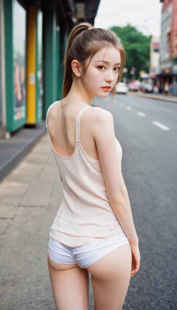 Tags: 21872187, SDXL
{"3": {"inputs": {"seed": 203678839945771, "steps": 32, "cfg": 7.38, "sampler_name": "dpmpp_2m", "scheduler": "karras", "denoise": 1.0, "model": ["27", 0], "positive": ["6", 0], "negative": ["7", 0], "latent_image": ["5", 0]}, "class_type": "KSampler"}, "4": {"inputs": {"ckpt_name": "leosamsHelloworldSDXL_helloworldSDXL32DPO.safetensors"}, "class_type": "CheckpointLoaderSimple"}, "5": {"inputs": {"width": 768, "height": 1344, "batch_size": 1}, "class_type": "EmptyLatentImage"}, "6": {"inputs": {"text": "19 year old girl, (slim:1.09), (cute:1.07), (pale skin:1.04), (blush:0.99), (eyelashes:1.02), (idol:1.11), (seductive facial expression:0.97), (detailed face:0.96), (temptress:0.97), (seductive pose:1.01), (beautiful eyes:0.99), (sexy lips:0.98), (double eyelids:0.97), (perky ass:1.10), (exposed ass:1.09), (looking back:1.03), (sexy ass:0.98), (thigh gap:1.02), (white tanktop:0.99), busy street, (RAW:1.09), (detailed skin:1.08), (portra:1.07), (natural looking skin:1.09), (soft lighting:1.00), (film:1.01), (skin fuzz:1.03), (candid cinema:1.05), (textured skin:1.08)", "clip": ["27", 1]}, "class_type": "CLIPTextEncode"}, "7": {"inputs": {"text": "(open mouth:1.13), (watermark:1.13), (distorted:1.14), (worst quality:1.05), (bad hands:1.09), (low resolution:1.06), (twisted:1.14)", "clip": ["27", 1]}, "class_type": "CLIPTextEncode"}, "8": {"inputs": {"samples": ["3", 0], "vae": ["4", 2]}, "class_type": "VAEDecode"}, "25": {"inputs": {"lora_name": "nudify_xl.safetensors", "strength_model": 0.32, "strength_clip": 0.08, "model": ["4", 0], "clip": ["4", 1]}, "class_type": "LoraLoader"}, "26": {"inputs": {"lora_name": "shirtlift_SDXL_v2.safetensors", "strength_model": 0.05, "strength_clip": 0.18, "model": ["25", 0], "clip": ["25", 1]}, "class_type": "LoraLoader"}, "27": {"inputs": {"lora_name": "PerfectEyesXL.safetensors", "strength_model": 0.07, "strength_clip": 0.09, "model": ["26", 0], "clip": ["26", 1]}, "class_type": "LoraLoader"}, "30": {"inputs": {"model_name": "4x_NMKD-Superscale-SP_178000_G.pth"}, "class_type": "UpscaleModelLoader"}, "31": {"inputs": {"upscale_model": ["30", 0], "image": ["8", 0]}, "class_type": "ImageUpscaleWithModel"}, "32": {"inputs": {"upscale_method": "lanczos", "scale_by": 0.5, "image": ["31", 0]}, "class_type": "ImageScaleBy"}, "33": {"inputs": {"pixels": ["32", 0], "vae": ["4", 2]}, "class_type": "VAEEncode"}, "34": {"inputs": {"seed": 203678839945771, "steps": 32, "cfg": 7.38, "sampler_name": "dpmpp_2m", "scheduler": "karras", "denoise": 0.3, "model": ["27", 0], "positive": ["6", 0], "negative": ["7", 0], "latent_image": ["33", 0]}, "class_type": "KSampler"}, "36": {"inputs": {"samples": ["34", 0], "vae": ["4", 2]}, "class_type": "VAEDecode"}, "39": {"inputs": {"filename_prefix": "comfyapi-1707371803422", "images": ["36", 0]}, "class_type": "SaveImage"}}