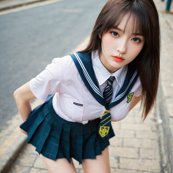 Tags: 21872187, SDXL
{"3": {"inputs": {"seed": 121828527057295, "steps": 32, "cfg": 6.93, "sampler_name": "dpmpp_2m", "scheduler": "karras", "denoise": 1.0, "model": ["27", 0], "positive": ["6", 0], "negative": ["7", 0], "latent_image": ["5", 0]}, "class_type": "KSampler"}, "4": {"inputs": {"ckpt_name": "helloworldxl.safetensors"}, "class_type": "CheckpointLoaderSimple"}, "5": {"inputs": {"width": 1024, "height": 1024, "batch_size": 1}, "class_type": "EmptyLatentImage"}, "6": {"inputs": {"text": "18 year old girl, (ukrainian:1.11), (irish:1.13), (korean:0.98), (sexy lips:1.11), (eyelashes:1.06), (pale skin:1.11), (double eyelids:0.95), (slim:1.07), (detailed face:0.97), (seductive pose:0.99), (temptress:1.09), (idol:1.11), (beautiful eyes:1.12), (blush:1.05), (cute:1.11), (seductive facial expression:1.05), (in a seductive pose:1.13), (large perky breasts:1.04), (cleavage:1.13), (thigh gap:1.06), (school uniform:1.07), choker, busy street, (RAW:1.05), (candid cinema:1.07), (portra:1.01), (soft lighting:1.04), (textured skin:1.02), (film:1.08), (skin fuzz:1.09), (detailed skin:1.09), (natural looking skin:1.09)", "clip": ["27", 1]}, "class_type": "CLIPTextEncode"}, "7": {"inputs": {"text": "(worst quality:1.14), (bad hands:1.10), (open mouth:1.07), (watermark:1.14), (low resolution:1.10), (twisted:1.11), (distorted:1.05)", "clip": ["27", 1]}, "class_type": "CLIPTextEncode"}, "8": {"inputs": {"samples": ["3", 0], "vae": ["4", 2]}, "class_type": "VAEDecode"}, "25": {"inputs": {"lora_name": "nudify_xl.safetensors", "strength_model": 0.07, "strength_clip": 0.24, "model": ["4", 0], "clip": ["4", 1]}, "class_type": "LoraLoader"}, "26": {"inputs": {"lora_name": "shirtlift_SDXL_v2.safetensors", "strength_model": 0.01, "strength_clip": 0.01, "model": ["25", 0], "clip": ["25", 1]}, "class_type": "LoraLoader"}, "27": {"inputs": {"lora_name": "PerfectEyesXL.safetensors", "strength_model": 0.07, "strength_clip": 0.07, "model": ["26", 0], "clip": ["26", 1]}, "class_type": "LoraLoader"}, "30": {"inputs": {"model_name": "4x_NMKD-Superscale-SP_178000_G.pth"}, "class_type": "UpscaleModelLoader"}, "31": {"inputs": {"upscale_model": ["30", 0], "image": ["8", 0]}, "class_type": "ImageUpscaleWithModel"}, "32": {"inputs": {"upscale_method": "lanczos", "scale_by": 0.5, "image": ["31", 0]}, "class_type": "ImageScaleBy"}, "33": {"inputs": {"pixels": ["32", 0], "vae": ["4", 2]}, "class_type": "VAEEncode"}, "34": {"inputs": {"seed": 121828527057295, "steps": 32, "cfg": 6.93, "sampler_name": "dpmpp_2m", "scheduler": "karras", "denoise": 0.3, "model": ["27", 0], "positive": ["6", 0], "negative": ["7", 0], "latent_image": ["33", 0]}, "class_type": "KSampler"}, "36": {"inputs": {"samples": ["34", 0], "vae": ["4", 2]}, "class_type": "VAEDecode"}, "39": {"inputs": {"filename_prefix": "comfyapi-1728027851973", "images": ["36", 0]}, "class_type": "SaveImage"}}