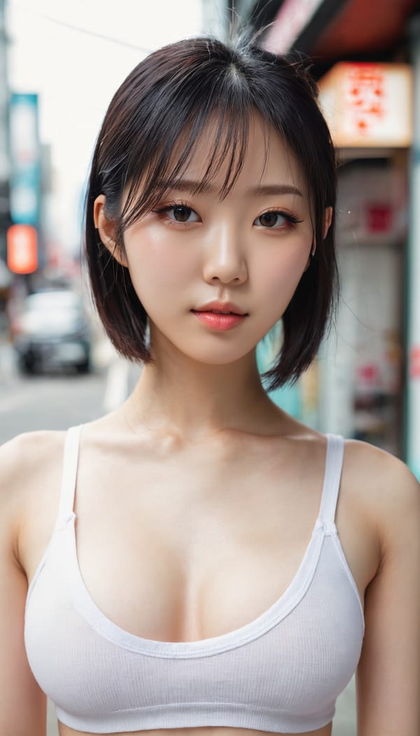 Tags: 21872187, SDXL
{"3": {"inputs": {"seed": 889757396080742, "steps": 32, "cfg": 7.19, "sampler_name": "dpmpp_2m", "scheduler": "karras", "denoise": 1.0, "model": ["27", 0], "positive": ["6", 0], "negative": ["7", 0], "latent_image": ["5", 0]}, "class_type": "KSampler"}, "4": {"inputs": {"ckpt_name": "juggernautxl.safetensors"}, "class_type": "CheckpointLoaderSimple"}, "5": {"inputs": {"width": 768, "height": 1344, "batch_size": 1}, "class_type": "EmptyLatentImage"}, "6": {"inputs": {"text": "22 year old girl, (korean:0.99), (japanese:1.13), (taiwanese:0.99), (cute:1.01), (pale skin:1.08), (slim:0.98), (temptress:1.11), (double eyelids:1.05), (seductive pose:1.03), (seductive facial expression:0.97), (sexy lips:0.98), (eyelashes:1.00), (blush:0.98), (idol:1.00), (detailed face:1.08), (in a seductive pose:1.09), (large perky breasts:0.99), (cleavage:0.96), (thigh gap:1.00), (white tanktop:1.03), busy street, (portra:1.00), (RAW:1.03), (detailed skin:1.02), (natural looking skin:1.01), (film:1.09), (candid cinema:1.04), (soft lighting:1.08), (textured skin:1.07), (skin fuzz:1.00)", "clip": ["27", 1]}, "class_type": "CLIPTextEncode"}, "7": {"inputs": {"text": "(worst quality:1.13), (watermark:1.10), (bad hands:1.13), (low resolution:1.05), (twisted:1.06), (distorted:1.13), (open mouth:1.07)", "clip": ["27", 1]}, "class_type": "CLIPTextEncode"}, "8": {"inputs": {"samples": ["3", 0], "vae": ["4", 2]}, "class_type": "VAEDecode"}, "25": {"inputs": {"lora_name": "nudify_xl.safetensors", "strength_model": 0.05, "strength_clip": 0.17, "model": ["4", 0], "clip": ["4", 1]}, "class_type": "LoraLoader"}, "26": {"inputs": {"lora_name": "shirtlift_SDXL_v2.safetensors", "strength_model": 0.09, "strength_clip": 0.12, "model": ["25", 0], "clip": ["25", 1]}, "class_type": "LoraLoader"}, "27": {"inputs": {"lora_name": "PerfectEyesXL.safetensors", "strength_model": 0.01, "strength_clip": 0.01, "model": ["26", 0], "clip": ["26", 1]}, "class_type": "LoraLoader"}, "30": {"inputs": {"model_name": "4x_NMKD-Superscale-SP_178000_G.pth"}, "class_type": "UpscaleModelLoader"}, "31": {"inputs": {"upscale_model": ["30", 0], "image": ["8", 0]}, "class_type": "ImageUpscaleWithModel"}, "32": {"inputs": {"upscale_method": "lanczos", "scale_by": 0.5, "image": ["31", 0]}, "class_type": "ImageScaleBy"}, "33": {"inputs": {"pixels": ["32", 0], "vae": ["4", 2]}, "class_type": "VAEEncode"}, "34": {"inputs": {"seed": 889757396080742, "steps": 32, "cfg": 7.19, "sampler_name": "dpmpp_2m", "scheduler": "karras", "denoise": 0.3, "model": ["27", 0], "positive": ["6", 0], "negative": ["7", 0], "latent_image": ["33", 0]}, "class_type": "KSampler"}, "36": {"inputs": {"samples": ["34", 0], "vae": ["4", 2]}, "class_type": "VAEDecode"}, "39": {"inputs": {"filename_prefix": "comfyapi-1734636497552", "images": ["36", 0]}, "class_type": "SaveImage"}}