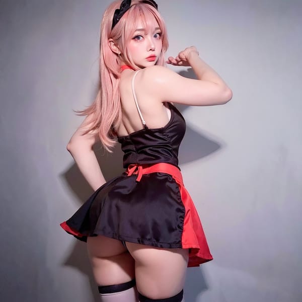 Tags: 21872187
<lora:koreanDollLikeness:0.54>, <lora:taiwanDollLikeness_v20:0.27>, <lora:YaeMiko_Test:0.77>, (russian:0.91), maid cafe, stockings, (maid costume:1.09), choker, bowtie, headband, (pleated skirt:1.07), (perky ass:1.10), (exposed ass:0.99), (looking back:1.14), <lora:Addams:0.23>, extremely detailed eyes, extremely detailed face, cute, (photorealistic:1.09), double eyelids, eyelashes, pale skin, perky breasts, full body portrait, best quality, sharp, (thigh gap:1.07), 1girl, (dramatic:1.01)
Negative prompt: drawings, sketches, (worst quality:1.93)
Steps: 32, Sampler: DPM++ 2M Karras, CFG scale: 6.55, Seed: 1107644878, Size: 512x512, Model hash: fc2511737a, Model: chilloutmix_NiPrunedFp32Fix, Seed resize from: -1x-1, Denoising strength: 0.45, Version: v1.2.1, Hires upscale: 2.5, Hires steps: 32, Hires upscaler: ESRGAN_4x