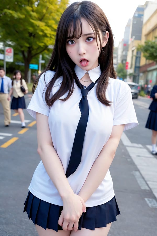 Tags: 21872187
<lora:JapaneseDollLikeness_v15:0.49>, (school uniform:1.09), (large breasts:1.12), choker, busy street in urban city, <lora:ahegao-x-v4:0.69>, ahegao face, pleasure, extremely detailed eyes, extremely detailed face, cute, sexy lips, seductive smile, double eyelids, pale skin, perky breasts, textured skin, 4K, best quality, sharp, tall, (thigh gap:1.03), delicate and beautiful girl, 1girl, solo, (dramatic:0.99)
Negative prompt: sketches, black and white, (worst quality:1.99)
Steps: 64, Sampler: DPM++ 2M Karras, CFG scale: 5.18, Seed: 2248915375, Size: 512x768, Model hash: fc2511737a, Model: chilloutmix_NiPrunedFp32Fix, Seed resize from: -1x-1, Denoising strength: 0.4, Version: v1.2.1, Hires upscale: 3.0, Hires steps: 16, Hires upscaler: ESRGAN_4x