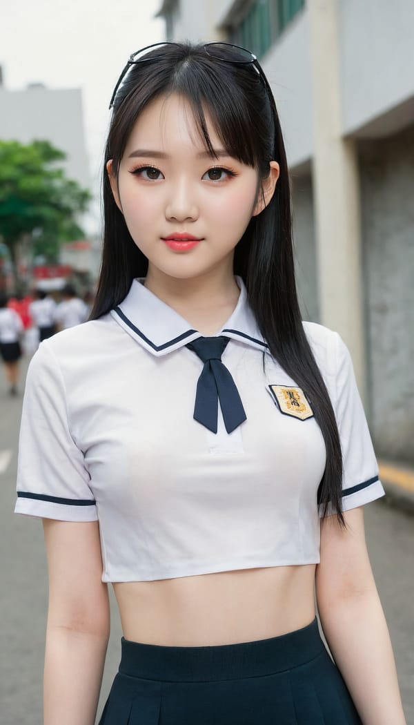 Tags: 21872187, SDXL
{"3": {"inputs": {"seed": 884248223305414, "steps": 64, "cfg": 6.57, "sampler_name": "dpmpp_2m", "scheduler": "karras", "denoise": 1.0, "model": ["27", 0], "positive": ["6", 0], "negative": ["7", 0], "latent_image": ["5", 0]}, "class_type": "KSampler"}, "4": {"inputs": {"ckpt_name": "juggernautXL_v8Rundiffusion.safetensors"}, "class_type": "CheckpointLoaderSimple"}, "5": {"inputs": {"width": 768, "height": 1344, "batch_size": 1}, "class_type": "EmptyLatentImage"}, "6": {"inputs": {"text": "19 year old girl, (chinese:1.02), (idol:0.96), (seductive facial expression:0.98), (pale skin:1.08), (eyelashes:1.13), (double eyelids:1.02), (detailed face:1.10), (sexy lips:1.02), (slim:1.11), (seductive pose:1.05), (blush:0.98), (beautiful eyes:1.13), (cute:1.08), (temptress:1.09), (perky ass:0.99), (exposed ass:1.09), (looking back:1.08), (sexy ass:1.09), (thigh gap:0.96), (school uniform:1.13), choker, busy street, (textured skin:1.04), (soft lighting:1.02), (skin fuzz:1.00), (film:1.08), (candid cinema:1.05), (natural looking skin:1.02), (detailed skin:1.05), (portra:1.06), (RAW:1.00)", "clip": ["27", 1]}, "class_type": "CLIPTextEncode"}, "7": {"inputs": {"text": "(low resolution:1.05), (twisted:1.11), (open mouth:1.07), (watermark:1.14), (distorted:1.06), (worst quality:1.06), (bad hands:1.06)", "clip": ["27", 1]}, "class_type": "CLIPTextEncode"}, "8": {"inputs": {"samples": ["3", 0], "vae": ["4", 2]}, "class_type": "VAEDecode"}, "25": {"inputs": {"lora_name": "nudify_xl.safetensors", "strength_model": 0.19, "strength_clip": 0.21, "model": ["4", 0], "clip": ["4", 1]}, "class_type": "LoraLoader"}, "26": {"inputs": {"lora_name": "shirtlift_SDXL_v2.safetensors", "strength_model": 0.16, "strength_clip": 0.15, "model": ["25", 0], "clip": ["25", 1]}, "class_type": "LoraLoader"}, "27": {"inputs": {"lora_name": "PerfectEyesXL.safetensors", "strength_model": 0.06, "strength_clip": 0.14, "model": ["26", 0], "clip": ["26", 1]}, "class_type": "LoraLoader"}, "30": {"inputs": {"model_name": "4x_NMKD-Superscale-SP_178000_G.pth"}, "class_type": "UpscaleModelLoader"}, "31": {"inputs": {"upscale_model": ["30", 0], "image": ["8", 0]}, "class_type": "ImageUpscaleWithModel"}, "32": {"inputs": {"upscale_method": "lanczos", "scale_by": 0.5, "image": ["31", 0]}, "class_type": "ImageScaleBy"}, "33": {"inputs": {"pixels": ["32", 0], "vae": ["4", 2]}, "class_type": "VAEEncode"}, "34": {"inputs": {"seed": 884248223305414, "steps": 64, "cfg": 6.57, "sampler_name": "dpmpp_2m", "scheduler": "karras", "denoise": 0.3, "model": ["27", 0], "positive": ["6", 0], "negative": ["7", 0], "latent_image": ["33", 0]}, "class_type": "KSampler"}, "36": {"inputs": {"samples": ["34", 0], "vae": ["4", 2]}, "class_type": "VAEDecode"}, "39": {"inputs": {"filename_prefix": "comfyapi-1707811749289", "images": ["36", 0]}, "class_type": "SaveImage"}}