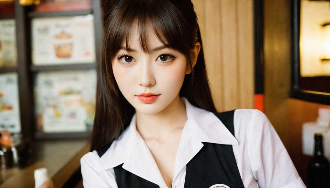 Tags: 21872187, SDXL
{"3": {"inputs": {"seed": 282793483992545, "steps": 64, "cfg": 5.51, "sampler_name": "dpmpp_2m", "scheduler": "karras", "denoise": 1.0, "model": ["27", 0], "positive": ["6", 0], "negative": ["7", 0], "latent_image": ["5", 0]}, "class_type": "KSampler"}, "4": {"inputs": {"ckpt_name": "helloworldxl.safetensors"}, "class_type": "CheckpointLoaderSimple"}, "5": {"inputs": {"width": 1344, "height": 768, "batch_size": 1}, "class_type": "EmptyLatentImage"}, "6": {"inputs": {"text": "22 year old girl, (japanese:1.09), (irish:1.09), (ukrainian:1.01), (cute:0.95), (slim:1.11), (seductive facial expression:1.14), (sexy lips:1.14), (eyelashes:1.11), (idol:1.09), (double eyelids:1.11), (temptress:1.10), (seductive pose:1.01), (blush:1.08), (detailed face:1.00), (beautiful eyes:1.11), (pale skin:1.06), (in a seductive pose:1.05), (large perky breasts:1.04), (cleavage:1.05), (thigh gap:1.05), (a waitress in uniform:1.02) working at a restaurant, (portra:1.08), (film:1.08), (candid cinema:1.04), (soft lighting:1.09), (skin fuzz:1.09), (textured skin:1.04), (RAW:1.02), (natural looking skin:1.09), (detailed skin:1.09)", "clip": ["27", 1]}, "class_type": "CLIPTextEncode"}, "7": {"inputs": {"text": "(bad hands:1.06), (distorted:1.12), (low resolution:1.10), (worst quality:1.08), (watermark:1.10), (open mouth:1.13), (twisted:1.11)", "clip": ["27", 1]}, "class_type": "CLIPTextEncode"}, "8": {"inputs": {"samples": ["3", 0], "vae": ["4", 2]}, "class_type": "VAEDecode"}, "25": {"inputs": {"lora_name": "nudify_xl.safetensors", "strength_model": 0.01, "strength_clip": 0.27, "model": ["4", 0], "clip": ["4", 1]}, "class_type": "LoraLoader"}, "26": {"inputs": {"lora_name": "shirtlift_SDXL_v2.safetensors", "strength_model": 0.09, "strength_clip": 0.05, "model": ["25", 0], "clip": ["25", 1]}, "class_type": "LoraLoader"}, "27": {"inputs": {"lora_name": "PerfectEyesXL.safetensors", "strength_model": 0.15, "strength_clip": 0.03, "model": ["26", 0], "clip": ["26", 1]}, "class_type": "LoraLoader"}, "30": {"inputs": {"model_name": "4x_NMKD-Superscale-SP_178000_G.pth"}, "class_type": "UpscaleModelLoader"}, "31": {"inputs": {"upscale_model": ["30", 0], "image": ["8", 0]}, "class_type": "ImageUpscaleWithModel"}, "32": {"inputs": {"upscale_method": "lanczos", "scale_by": 0.5, "image": ["31", 0]}, "class_type": "ImageScaleBy"}, "33": {"inputs": {"pixels": ["32", 0], "vae": ["4", 2]}, "class_type": "VAEEncode"}, "34": {"inputs": {"seed": 282793483992545, "steps": 64, "cfg": 5.51, "sampler_name": "dpmpp_2m", "scheduler": "karras", "denoise": 0.3, "model": ["27", 0], "positive": ["6", 0], "negative": ["7", 0], "latent_image": ["33", 0]}, "class_type": "KSampler"}, "36": {"inputs": {"samples": ["34", 0], "vae": ["4", 2]}, "class_type": "VAEDecode"}, "39": {"inputs": {"filename_prefix": "comfyapi-1713671236248", "images": ["36", 0]}, "class_type": "SaveImage"}}