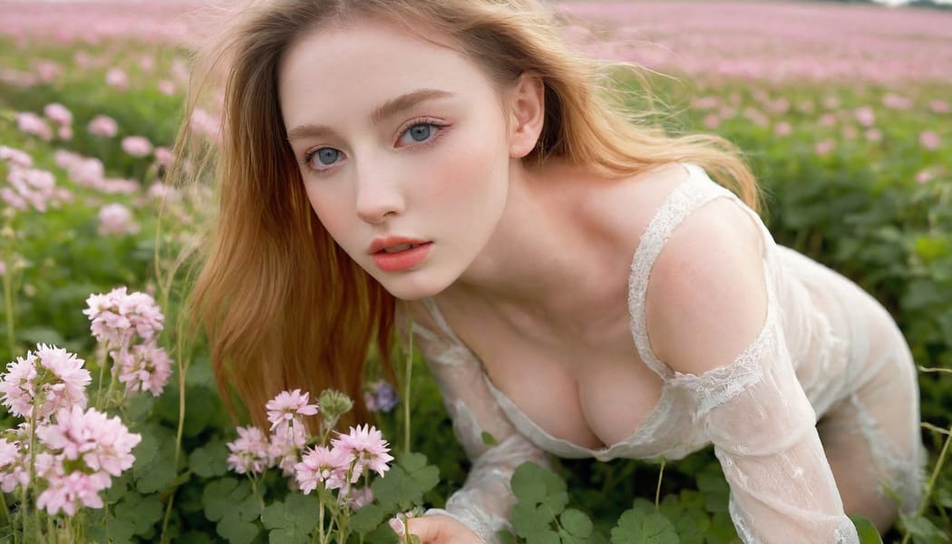 Tags: 21872187, SDXL
{"3": {"inputs": {"seed": 928564600104193, "steps": 32, "cfg": 6.26, "sampler_name": "dpmpp_2m", "scheduler": "karras", "denoise": 1.0, "model": ["27", 0], "positive": ["6", 0], "negative": ["7", 0], "latent_image": ["5", 0]}, "class_type": "KSampler"}, "4": {"inputs": {"ckpt_name": "leosamsHelloworldSDXL_helloworldSDXL32DPO.safetensors"}, "class_type": "CheckpointLoaderSimple"}, "5": {"inputs": {"width": 1344, "height": 768, "batch_size": 1}, "class_type": "EmptyLatentImage"}, "6": {"inputs": {"text": "20 year old girl, (irish:1.02), (eyelashes:1.01), (slim:1.07), (cute:1.10), (double eyelids:0.96), (seductive facial expression:1.05), (sexy lips:0.95), (idol:0.98), (detailed face:1.02), (pale skin:1.04), (seductive pose:1.11), (beautiful eyes:1.07), (temptress:1.04), (in a seductive pose:1.12), (large perky breasts:0.99), (cleavage:0.98), (thigh gap:1.06), wearing (translucent clothes:1.06) on a flower field, (portra:1.00), (natural looking skin:1.05), (soft lighting:1.01), (detailed skin:1.00), (RAW:1.08), (textured skin:1.07), (candid cinema:1.07), (film:1.06), (skin fuzz:1.06)", "clip": ["27", 1]}, "class_type": "CLIPTextEncode"}, "7": {"inputs": {"text": "(low resolution:1.06), (twisted:1.13), (distorted:1.14), (watermark:1.11), (bad hands:1.08), (worst quality:1.08)", "clip": ["27", 1]}, "class_type": "CLIPTextEncode"}, "8": {"inputs": {"samples": ["3", 0], "vae": ["4", 2]}, "class_type": "VAEDecode"}, "25": {"inputs": {"lora_name": "nudify_xl.safetensors", "strength_model": 0.07, "strength_clip": 0.25, "model": ["4", 0], "clip": ["4", 1]}, "class_type": "LoraLoader"}, "26": {"inputs": {"lora_name": "shirtlift_SDXL_v2.safetensors", "strength_model": 0.08, "strength_clip": 0.01, "model": ["25", 0], "clip": ["25", 1]}, "class_type": "LoraLoader"}, "27": {"inputs": {"lora_name": "PerfectEyesXL.safetensors", "strength_model": 0.02, "strength_clip": 0.12, "model": ["26", 0], "clip": ["26", 1]}, "class_type": "LoraLoader"}, "30": {"inputs": {"model_name": "4x_NMKD-Superscale-SP_178000_G.pth"}, "class_type": "UpscaleModelLoader"}, "31": {"inputs": {"upscale_model": ["30", 0], "image": ["8", 0]}, "class_type": "ImageUpscaleWithModel"}, "32": {"inputs": {"upscale_method": "lanczos", "scale_by": 0.5, "image": ["31", 0]}, "class_type": "ImageScaleBy"}, "33": {"inputs": {"pixels": ["32", 0], "vae": ["4", 2]}, "class_type": "VAEEncode"}, "34": {"inputs": {"seed": 928564600104193, "steps": 32, "cfg": 6.26, "sampler_name": "dpmpp_2m", "scheduler": "karras", "denoise": 0.3, "model": ["27", 0], "positive": ["6", 0], "negative": ["7", 0], "latent_image": ["33", 0]}, "class_type": "KSampler"}, "36": {"inputs": {"samples": ["34", 0], "vae": ["4", 2]}, "class_type": "VAEDecode"}, "39": {"inputs": {"filename_prefix": "comfyapi-1708084243865", "images": ["36", 0]}, "class_type": "SaveImage"}}