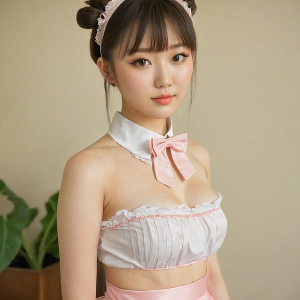 Tags: 21872187, SDXL
{"3": {"inputs": {"seed": 291011894526830, "steps": 32, "cfg": 6.09, "sampler_name": "dpmpp_2m", "scheduler": "karras", "denoise": 1.0, "model": ["27", 0], "positive": ["6", 0], "negative": ["7", 0], "latent_image": ["5", 0]}, "class_type": "KSampler"}, "4": {"inputs": {"ckpt_name": "juggernautxl.safetensors"}, "class_type": "CheckpointLoaderSimple"}, "5": {"inputs": {"width": 1024, "height": 1024, "batch_size": 1}, "class_type": "EmptyLatentImage"}, "6": {"inputs": {"text": "24 year old girl, (ukrainian:1.01), (chinese:1.14), (detailed face:1.00), (seductive pose:0.98), (blush:1.07), (temptress:1.00), (beautiful eyes:1.03), (cute:1.08), (seductive facial expression:1.13), (pale skin:1.04), (double eyelids:0.95), (eyelashes:1.05), (slim:1.06), (idol:0.95), (sexy lips:1.03), (perky ass:1.13), (exposed ass:1.04), (looking back:1.08), (sexy ass:1.03), (thigh gap:1.01), in a (skimpy maid costume:1.00) working at a maid cafe, choker, bowtie, headband, pleated skirt, (RAW:1.00), (soft lighting:1.05), (portra:1.06), (skin fuzz:1.07), (candid cinema:1.08), (textured skin:1.07), (detailed skin:1.07), (film:1.05), (natural looking skin:1.00)", "clip": ["27", 1]}, "class_type": "CLIPTextEncode"}, "7": {"inputs": {"text": "(twisted:1.09), (watermark:1.07), (distorted:1.12), (worst quality:1.07), (open mouth:1.09), (bad hands:1.14), (low resolution:1.09)", "clip": ["27", 1]}, "class_type": "CLIPTextEncode"}, "8": {"inputs": {"samples": ["3", 0], "vae": ["4", 2]}, "class_type": "VAEDecode"}, "25": {"inputs": {"lora_name": "nudify_xl.safetensors", "strength_model": 0.26, "strength_clip": 0.3, "model": ["4", 0], "clip": ["4", 1]}, "class_type": "LoraLoader"}, "26": {"inputs": {"lora_name": "shirtlift_SDXL_v2.safetensors", "strength_model": 0.04, "strength_clip": 0.06, "model": ["25", 0], "clip": ["25", 1]}, "class_type": "LoraLoader"}, "27": {"inputs": {"lora_name": "PerfectEyesXL.safetensors", "strength_model": 0.17, "strength_clip": 0.1, "model": ["26", 0], "clip": ["26", 1]}, "class_type": "LoraLoader"}, "30": {"inputs": {"model_name": "4x_NMKD-Superscale-SP_178000_G.pth"}, "class_type": "UpscaleModelLoader"}, "31": {"inputs": {"upscale_model": ["30", 0], "image": ["8", 0]}, "class_type": "ImageUpscaleWithModel"}, "32": {"inputs": {"upscale_method": "lanczos", "scale_by": 0.5, "image": ["31", 0]}, "class_type": "ImageScaleBy"}, "33": {"inputs": {"pixels": ["32", 0], "vae": ["4", 2]}, "class_type": "VAEEncode"}, "34": {"inputs": {"seed": 291011894526830, "steps": 32, "cfg": 6.09, "sampler_name": "dpmpp_2m", "scheduler": "karras", "denoise": 0.3, "model": ["27", 0], "positive": ["6", 0], "negative": ["7", 0], "latent_image": ["33", 0]}, "class_type": "KSampler"}, "36": {"inputs": {"samples": ["34", 0], "vae": ["4", 2]}, "class_type": "VAEDecode"}, "39": {"inputs": {"filename_prefix": "comfyapi-1735179627691", "images": ["36", 0]}, "class_type": "SaveImage"}}