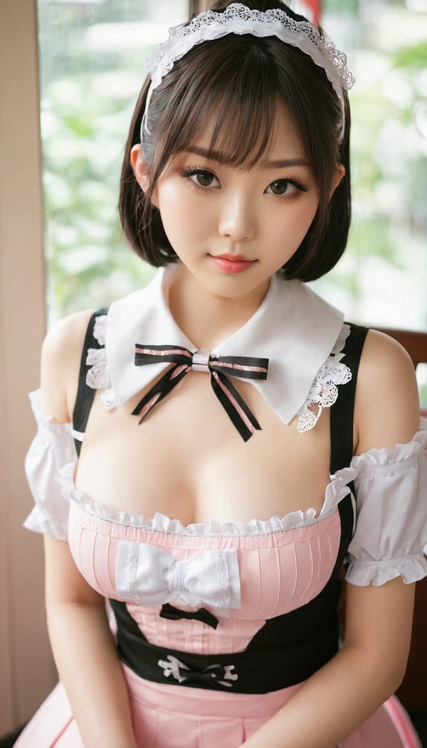 Tags: 21872187, SDXL
{"3": {"inputs": {"seed": 237212677827549, "steps": 32, "cfg": 5.39, "sampler_name": "dpmpp_2m", "scheduler": "karras", "denoise": 1.0, "model": ["27", 0], "positive": ["6", 0], "negative": ["7", 0], "latent_image": ["5", 0]}, "class_type": "KSampler"}, "4": {"inputs": {"ckpt_name": "juggernautxl.safetensors"}, "class_type": "CheckpointLoaderSimple"}, "5": {"inputs": {"width": 768, "height": 1344, "batch_size": 1}, "class_type": "EmptyLatentImage"}, "6": {"inputs": {"text": "21 year old girl, (japanese:1.02), (chinese:1.05), (idol:1.00), (temptress:1.12), (cute:1.09), (double eyelids:1.11), (sexy lips:1.11), (eyelashes:1.10), (detailed face:0.98), (pale skin:1.05), (seductive pose:1.02), (seductive facial expression:1.02), (blush:1.05), (slim:1.02), (beautiful eyes:1.04), (in a seductive pose:1.02), (large perky breasts:1.02), (cleavage:1.06), (thigh gap:1.01), in a (skimpy maid costume:1.11) working at a maid cafe, choker, bowtie, headband, pleated skirt, (textured skin:1.00), (skin fuzz:1.07), (portra:1.01), (film:1.01), (detailed skin:1.02), (soft lighting:1.00), (RAW:1.04), (candid cinema:1.07), (natural looking skin:1.01)", "clip": ["27", 1]}, "class_type": "CLIPTextEncode"}, "7": {"inputs": {"text": "(worst quality:1.08), (open mouth:1.06), (twisted:1.11), (watermark:1.06), (distorted:1.06), (bad hands:1.05), (low resolution:1.11)", "clip": ["27", 1]}, "class_type": "CLIPTextEncode"}, "8": {"inputs": {"samples": ["3", 0], "vae": ["4", 2]}, "class_type": "VAEDecode"}, "25": {"inputs": {"lora_name": "nudify_xl.safetensors", "strength_model": 0.22, "strength_clip": 0.23, "model": ["4", 0], "clip": ["4", 1]}, "class_type": "LoraLoader"}, "26": {"inputs": {"lora_name": "shirtlift_SDXL_v2.safetensors", "strength_model": 0.01, "strength_clip": 0.11, "model": ["25", 0], "clip": ["25", 1]}, "class_type": "LoraLoader"}, "27": {"inputs": {"lora_name": "PerfectEyesXL.safetensors", "strength_model": 0.02, "strength_clip": 0.03, "model": ["26", 0], "clip": ["26", 1]}, "class_type": "LoraLoader"}, "30": {"inputs": {"model_name": "4x_NMKD-Superscale-SP_178000_G.pth"}, "class_type": "UpscaleModelLoader"}, "31": {"inputs": {"upscale_model": ["30", 0], "image": ["8", 0]}, "class_type": "ImageUpscaleWithModel"}, "32": {"inputs": {"upscale_method": "lanczos", "scale_by": 0.5, "image": ["31", 0]}, "class_type": "ImageScaleBy"}, "33": {"inputs": {"pixels": ["32", 0], "vae": ["4", 2]}, "class_type": "VAEEncode"}, "34": {"inputs": {"seed": 237212677827549, "steps": 32, "cfg": 5.39, "sampler_name": "dpmpp_2m", "scheduler": "karras", "denoise": 0.3, "model": ["27", 0], "positive": ["6", 0], "negative": ["7", 0], "latent_image": ["33", 0]}, "class_type": "KSampler"}, "36": {"inputs": {"samples": ["34", 0], "vae": ["4", 2]}, "class_type": "VAEDecode"}, "39": {"inputs": {"filename_prefix": "comfyapi-1731903759669", "images": ["36", 0]}, "class_type": "SaveImage"}}