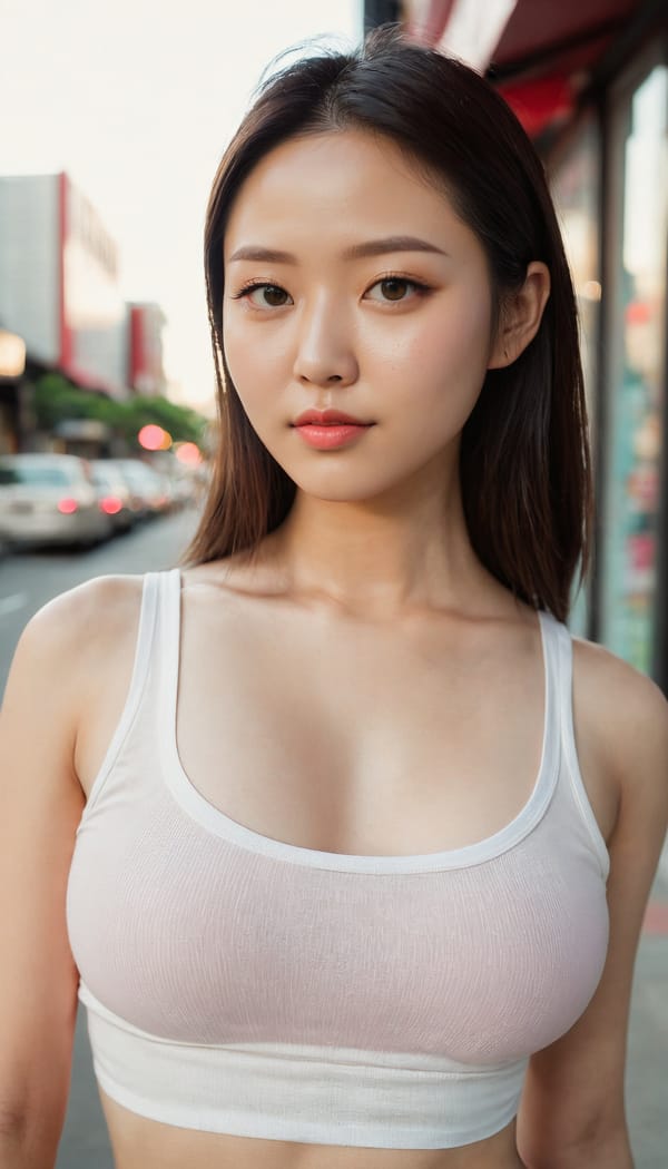 Tags: 21872187, SDXL
{"3": {"inputs": {"seed": 386306831991109, "steps": 32, "cfg": 7.86, "sampler_name": "dpmpp_2m", "scheduler": "karras", "denoise": 1.0, "model": ["27", 0], "positive": ["6", 0], "negative": ["7", 0], "latent_image": ["5", 0]}, "class_type": "KSampler"}, "4": {"inputs": {"ckpt_name": "juggernautxl.safetensors"}, "class_type": "CheckpointLoaderSimple"}, "5": {"inputs": {"width": 768, "height": 1344, "batch_size": 1}, "class_type": "EmptyLatentImage"}, "6": {"inputs": {"text": "28 year old girl, (double eyelids:1.02), (sexy lips:1.03), (cute:1.00), (seductive pose:1.11), (pale skin:1.00), (temptress:1.12), (seductive facial expression:1.00), (blush:1.03), (eyelashes:0.97), (slim:0.96), (idol:1.06), (beautiful eyes:0.99), (perky ass:1.13), (exposed ass:1.11), (looking back:1.01), (sexy ass:1.02), (thigh gap:1.11), (white tanktop:1.12), busy street, (natural looking skin:1.03), (detailed skin:1.09), (portra:1.09), (film:1.06), (candid cinema:1.00), (RAW:1.01), (textured skin:1.08), (skin fuzz:1.03), (soft lighting:1.04)", "clip": ["27", 1]}, "class_type": "CLIPTextEncode"}, "7": {"inputs": {"text": "(distorted:1.11), (bad hands:1.08), (twisted:1.06), (low resolution:1.07), (open mouth:1.11), (worst quality:1.10), (watermark:1.07)", "clip": ["27", 1]}, "class_type": "CLIPTextEncode"}, "8": {"inputs": {"samples": ["3", 0], "vae": ["4", 2]}, "class_type": "VAEDecode"}, "25": {"inputs": {"lora_name": "nudify_xl.safetensors", "strength_model": 0.09, "strength_clip": 0.2, "model": ["4", 0], "clip": ["4", 1]}, "class_type": "LoraLoader"}, "26": {"inputs": {"lora_name": "shirtlift_SDXL_v2.safetensors", "strength_model": 0.15, "strength_clip": 0.04, "model": ["25", 0], "clip": ["25", 1]}, "class_type": "LoraLoader"}, "27": {"inputs": {"lora_name": "PerfectEyesXL.safetensors", "strength_model": 0.18, "strength_clip": 0.12, "model": ["26", 0], "clip": ["26", 1]}, "class_type": "LoraLoader"}, "30": {"inputs": {"model_name": "4x_NMKD-Superscale-SP_178000_G.pth"}, "class_type": "UpscaleModelLoader"}, "31": {"inputs": {"upscale_model": ["30", 0], "image": ["8", 0]}, "class_type": "ImageUpscaleWithModel"}, "32": {"inputs": {"upscale_method": "lanczos", "scale_by": 0.5, "image": ["31", 0]}, "class_type": "ImageScaleBy"}, "33": {"inputs": {"pixels": ["32", 0], "vae": ["4", 2]}, "class_type": "VAEEncode"}, "34": {"inputs": {"seed": 386306831991109, "steps": 32, "cfg": 7.86, "sampler_name": "dpmpp_2m", "scheduler": "karras", "denoise": 0.3, "model": ["27", 0], "positive": ["6", 0], "negative": ["7", 0], "latent_image": ["33", 0]}, "class_type": "KSampler"}, "36": {"inputs": {"samples": ["34", 0], "vae": ["4", 2]}, "class_type": "VAEDecode"}, "39": {"inputs": {"filename_prefix": "comfyapi-1718392777362", "images": ["36", 0]}, "class_type": "SaveImage"}}