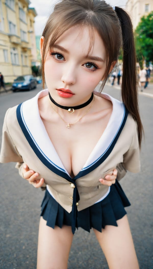 Tags: 21872187, SDXL
{"3": {"inputs": {"seed": 166657484702789, "steps": 32, "cfg": 7.28, "sampler_name": "dpmpp_2m", "scheduler": "karras", "denoise": 1.0, "model": ["27", 0], "positive": ["6", 0], "negative": ["7", 0], "latent_image": ["5", 0]}, "class_type": "KSampler"}, "4": {"inputs": {"ckpt_name": "helloworldxl.safetensors"}, "class_type": "CheckpointLoaderSimple"}, "5": {"inputs": {"width": 768, "height": 1344, "batch_size": 1}, "class_type": "EmptyLatentImage"}, "6": {"inputs": {"text": "22 year old girl, (russian:1.09), (sexy lips:1.13), (cute:1.02), (pale skin:1.01), (double eyelids:1.03), (temptress:1.11), (blush:1.11), (detailed face:1.14), (idol:1.13), (seductive pose:1.07), (seductive facial expression:1.00), (slim:0.95), (beautiful eyes:1.14), (eyelashes:1.05), (in a seductive pose:1.02), (large perky breasts:1.00), (cleavage:0.99), (thigh gap:0.95), (school uniform:1.07), choker, busy street, (portra:1.02), (natural looking skin:1.09), (candid cinema:1.01), (skin fuzz:1.02), (film:1.05), (textured skin:1.01), (soft lighting:1.09), (detailed skin:1.06), (RAW:1.02)", "clip": ["27", 1]}, "class_type": "CLIPTextEncode"}, "7": {"inputs": {"text": "(worst quality:1.09), (bad hands:1.12), (twisted:1.12), (watermark:1.08), (distorted:1.05), (low resolution:1.06)", "clip": ["27", 1]}, "class_type": "CLIPTextEncode"}, "8": {"inputs": {"samples": ["3", 0], "vae": ["4", 2]}, "class_type": "VAEDecode"}, "25": {"inputs": {"lora_name": "nudify_xl.safetensors", "strength_model": 0.3, "strength_clip": 0.07, "model": ["4", 0], "clip": ["4", 1]}, "class_type": "LoraLoader"}, "26": {"inputs": {"lora_name": "shirtlift_SDXL_v2.safetensors", "strength_model": 0.19, "strength_clip": 0.04, "model": ["25", 0], "clip": ["25", 1]}, "class_type": "LoraLoader"}, "27": {"inputs": {"lora_name": "PerfectEyesXL.safetensors", "strength_model": 0.02, "strength_clip": 0.15, "model": ["26", 0], "clip": ["26", 1]}, "class_type": "LoraLoader"}, "30": {"inputs": {"model_name": "4x_NMKD-Superscale-SP_178000_G.pth"}, "class_type": "UpscaleModelLoader"}, "31": {"inputs": {"upscale_model": ["30", 0], "image": ["8", 0]}, "class_type": "ImageUpscaleWithModel"}, "32": {"inputs": {"upscale_method": "lanczos", "scale_by": 0.5, "image": ["31", 0]}, "class_type": "ImageScaleBy"}, "33": {"inputs": {"pixels": ["32", 0], "vae": ["4", 2]}, "class_type": "VAEEncode"}, "34": {"inputs": {"seed": 166657484702789, "steps": 32, "cfg": 7.28, "sampler_name": "dpmpp_2m", "scheduler": "karras", "denoise": 0.3, "model": ["27", 0], "positive": ["6", 0], "negative": ["7", 0], "latent_image": ["33", 0]}, "class_type": "KSampler"}, "36": {"inputs": {"samples": ["34", 0], "vae": ["4", 2]}, "class_type": "VAEDecode"}, "39": {"inputs": {"filename_prefix": "comfyapi-1715873589285", "images": ["36", 0]}, "class_type": "SaveImage"}}