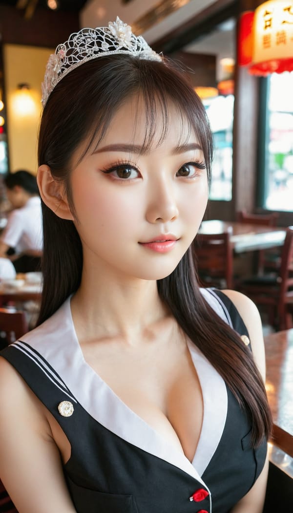 Tags: 21872187, SDXL
{"3": {"inputs": {"seed": 260611854197493, "steps": 32, "cfg": 6.78, "sampler_name": "dpmpp_2m", "scheduler": "karras", "denoise": 1.0, "model": ["27", 0], "positive": ["6", 0], "negative": ["7", 0], "latent_image": ["5", 0]}, "class_type": "KSampler"}, "4": {"inputs": {"ckpt_name": "juggernautxl.safetensors"}, "class_type": "CheckpointLoaderSimple"}, "5": {"inputs": {"width": 768, "height": 1344, "batch_size": 1}, "class_type": "EmptyLatentImage"}, "6": {"inputs": {"text": "28 year old girl, (taiwanese:1.10), (korean:1.03), (detailed face:0.98), (eyelashes:1.14), (slim:1.12), (beautiful eyes:0.97), (pale skin:1.05), (temptress:1.06), (blush:0.99), (double eyelids:1.00), (idol:0.95), (seductive pose:1.11), (cute:1.04), (seductive facial expression:1.05), (in a seductive pose:1.06), (large perky breasts:1.14), (cleavage:1.04), (thigh gap:1.13), (a waitress in uniform:1.11) working at a restaurant, (skin fuzz:1.00), (detailed skin:1.04), (film:1.00), (RAW:1.07), (textured skin:1.08), (candid cinema:1.03), (soft lighting:1.07), (natural looking skin:1.04), (portra:1.05)", "clip": ["27", 1]}, "class_type": "CLIPTextEncode"}, "7": {"inputs": {"text": "(low resolution:1.12), (bad hands:1.12), (worst quality:1.13), (watermark:1.06), (distorted:1.05), (twisted:1.10), (open mouth:1.11)", "clip": ["27", 1]}, "class_type": "CLIPTextEncode"}, "8": {"inputs": {"samples": ["3", 0], "vae": ["4", 2]}, "class_type": "VAEDecode"}, "25": {"inputs": {"lora_name": "nudify_xl.safetensors", "strength_model": 0.16, "strength_clip": 0.06, "model": ["4", 0], "clip": ["4", 1]}, "class_type": "LoraLoader"}, "26": {"inputs": {"lora_name": "shirtlift_SDXL_v2.safetensors", "strength_model": 0.12, "strength_clip": 0.18, "model": ["25", 0], "clip": ["25", 1]}, "class_type": "LoraLoader"}, "27": {"inputs": {"lora_name": "PerfectEyesXL.safetensors", "strength_model": 0.01, "strength_clip": 0.02, "model": ["26", 0], "clip": ["26", 1]}, "class_type": "LoraLoader"}, "30": {"inputs": {"model_name": "4x_NMKD-Superscale-SP_178000_G.pth"}, "class_type": "UpscaleModelLoader"}, "31": {"inputs": {"upscale_model": ["30", 0], "image": ["8", 0]}, "class_type": "ImageUpscaleWithModel"}, "32": {"inputs": {"upscale_method": "lanczos", "scale_by": 0.5, "image": ["31", 0]}, "class_type": "ImageScaleBy"}, "33": {"inputs": {"pixels": ["32", 0], "vae": ["4", 2]}, "class_type": "VAEEncode"}, "34": {"inputs": {"seed": 260611854197493, "steps": 32, "cfg": 6.78, "sampler_name": "dpmpp_2m", "scheduler": "karras", "denoise": 0.3, "model": ["27", 0], "positive": ["6", 0], "negative": ["7", 0], "latent_image": ["33", 0]}, "class_type": "KSampler"}, "36": {"inputs": {"samples": ["34", 0], "vae": ["4", 2]}, "class_type": "VAEDecode"}, "39": {"inputs": {"filename_prefix": "comfyapi-1732202716993", "images": ["36", 0]}, "class_type": "SaveImage"}}