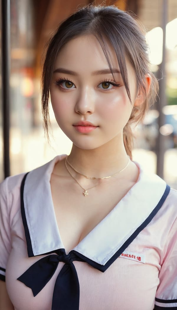 Tags: 21872187, SDXL
{"3": {"inputs": {"seed": 122015274941081, "steps": 64, "cfg": 6.79, "sampler_name": "dpmpp_2m", "scheduler": "karras", "denoise": 1.0, "model": ["27", 0], "positive": ["6", 0], "negative": ["7", 0], "latent_image": ["5", 0]}, "class_type": "KSampler"}, "4": {"inputs": {"ckpt_name": "juggernautxl.safetensors"}, "class_type": "CheckpointLoaderSimple"}, "5": {"inputs": {"width": 768, "height": 1344, "batch_size": 1}, "class_type": "EmptyLatentImage"}, "6": {"inputs": {"text": "26 year old girl, (blush:1.13), (idol:0.97), (eyelashes:0.98), (cute:1.05), (seductive facial expression:1.14), (detailed face:1.06), (pale skin:0.95), (slim:1.06), (beautiful eyes:1.13), (temptress:1.12), (seductive pose:1.07), (double eyelids:1.05), (in a seductive pose:0.98), (large perky breasts:1.10), (cleavage:1.14), (thigh gap:1.06), (school uniform:1.13), choker, busy street, (portra:1.09), (textured skin:1.02), (skin fuzz:1.05), (RAW:1.09), (detailed skin:1.09), (natural looking skin:1.04), (soft lighting:1.00), (film:1.06), (candid cinema:1.03)", "clip": ["27", 1]}, "class_type": "CLIPTextEncode"}, "7": {"inputs": {"text": "(twisted:1.06), (distorted:1.08), (bad hands:1.07), (low resolution:1.12), (watermark:1.05), (open mouth:1.07), (worst quality:1.08)", "clip": ["27", 1]}, "class_type": "CLIPTextEncode"}, "8": {"inputs": {"samples": ["3", 0], "vae": ["4", 2]}, "class_type": "VAEDecode"}, "25": {"inputs": {"lora_name": "nudify_xl.safetensors", "strength_model": 0.27, "strength_clip": 0.33, "model": ["4", 0], "clip": ["4", 1]}, "class_type": "LoraLoader"}, "26": {"inputs": {"lora_name": "shirtlift_SDXL_v2.safetensors", "strength_model": 0.0, "strength_clip": 0.03, "model": ["25", 0], "clip": ["25", 1]}, "class_type": "LoraLoader"}, "27": {"inputs": {"lora_name": "PerfectEyesXL.safetensors", "strength_model": 0.16, "strength_clip": 0.16, "model": ["26", 0], "clip": ["26", 1]}, "class_type": "LoraLoader"}, "30": {"inputs": {"model_name": "4x_NMKD-Superscale-SP_178000_G.pth"}, "class_type": "UpscaleModelLoader"}, "31": {"inputs": {"upscale_model": ["30", 0], "image": ["8", 0]}, "class_type": "ImageUpscaleWithModel"}, "32": {"inputs": {"upscale_method": "lanczos", "scale_by": 0.5, "image": ["31", 0]}, "class_type": "ImageScaleBy"}, "33": {"inputs": {"pixels": ["32", 0], "vae": ["4", 2]}, "class_type": "VAEEncode"}, "34": {"inputs": {"seed": 122015274941081, "steps": 64, "cfg": 6.79, "sampler_name": "dpmpp_2m", "scheduler": "karras", "denoise": 0.3, "model": ["27", 0], "positive": ["6", 0], "negative": ["7", 0], "latent_image": ["33", 0]}, "class_type": "KSampler"}, "36": {"inputs": {"samples": ["34", 0], "vae": ["4", 2]}, "class_type": "VAEDecode"}, "39": {"inputs": {"filename_prefix": "comfyapi-1717373934685", "images": ["36", 0]}, "class_type": "SaveImage"}}