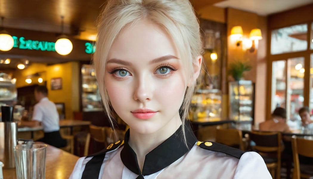 Tags: 21872187, SDXL
{"3": {"inputs": {"seed": 365899549404121, "steps": 64, "cfg": 6.2, "sampler_name": "dpmpp_2m", "scheduler": "karras", "denoise": 1.0, "model": ["27", 0], "positive": ["6", 0], "negative": ["7", 0], "latent_image": ["5", 0]}, "class_type": "KSampler"}, "4": {"inputs": {"ckpt_name": "juggernautxl.safetensors"}, "class_type": "CheckpointLoaderSimple"}, "5": {"inputs": {"width": 1344, "height": 768, "batch_size": 1}, "class_type": "EmptyLatentImage"}, "6": {"inputs": {"text": "20 year old girl, (ukrainian:1.00), (beautiful eyes:1.04), (blush:0.95), (double eyelids:0.97), (sexy lips:1.06), (eyelashes:0.96), (slim:1.14), (idol:1.10), (seductive facial expression:1.11), (temptress:1.13), (detailed face:1.05), (seductive pose:0.97), (cute:0.97), (pale skin:1.12), (in a seductive pose:0.97), (large perky breasts:1.08), (cleavage:1.01), (thigh gap:1.05), (a waitress in uniform:1.13) working at a restaurant, (natural looking skin:1.00), (detailed skin:1.02), (skin fuzz:1.00), (portra:1.01), (textured skin:1.06), (soft lighting:1.04), (RAW:1.09), (film:1.06), (candid cinema:1.07)", "clip": ["27", 1]}, "class_type": "CLIPTextEncode"}, "7": {"inputs": {"text": "(low resolution:1.08), (twisted:1.10), (watermark:1.10), (worst quality:1.13), (distorted:1.11), (open mouth:1.06), (bad hands:1.10)", "clip": ["27", 1]}, "class_type": "CLIPTextEncode"}, "8": {"inputs": {"samples": ["3", 0], "vae": ["4", 2]}, "class_type": "VAEDecode"}, "25": {"inputs": {"lora_name": "nudify_xl.safetensors", "strength_model": 0.19, "strength_clip": 0.39, "model": ["4", 0], "clip": ["4", 1]}, "class_type": "LoraLoader"}, "26": {"inputs": {"lora_name": "shirtlift_SDXL_v2.safetensors", "strength_model": 0.14, "strength_clip": 0.09, "model": ["25", 0], "clip": ["25", 1]}, "class_type": "LoraLoader"}, "27": {"inputs": {"lora_name": "PerfectEyesXL.safetensors", "strength_model": 0.03, "strength_clip": 0.1, "model": ["26", 0], "clip": ["26", 1]}, "class_type": "LoraLoader"}, "30": {"inputs": {"model_name": "4x_NMKD-Superscale-SP_178000_G.pth"}, "class_type": "UpscaleModelLoader"}, "31": {"inputs": {"upscale_model": ["30", 0], "image": ["8", 0]}, "class_type": "ImageUpscaleWithModel"}, "32": {"inputs": {"upscale_method": "lanczos", "scale_by": 0.5, "image": ["31", 0]}, "class_type": "ImageScaleBy"}, "33": {"inputs": {"pixels": ["32", 0], "vae": ["4", 2]}, "class_type": "VAEEncode"}, "34": {"inputs": {"seed": 365899549404121, "steps": 64, "cfg": 6.2, "sampler_name": "dpmpp_2m", "scheduler": "karras", "denoise": 0.3, "model": ["27", 0], "positive": ["6", 0], "negative": ["7", 0], "latent_image": ["33", 0]}, "class_type": "KSampler"}, "36": {"inputs": {"samples": ["34", 0], "vae": ["4", 2]}, "class_type": "VAEDecode"}, "39": {"inputs": {"filename_prefix": "comfyapi-1714014967706", "images": ["36", 0]}, "class_type": "SaveImage"}}