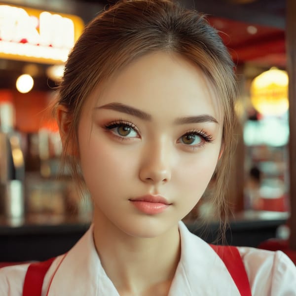Tags: 21872187, SDXL
{"3": {"inputs": {"seed": 999460144046118, "steps": 32, "cfg": 5.54, "sampler_name": "dpmpp_2m", "scheduler": "karras", "denoise": 1.0, "model": ["27", 0], "positive": ["6", 0], "negative": ["7", 0], "latent_image": ["5", 0]}, "class_type": "KSampler"}, "4": {"inputs": {"ckpt_name": "juggernautxl.safetensors"}, "class_type": "CheckpointLoaderSimple"}, "5": {"inputs": {"width": 1024, "height": 1024, "batch_size": 1}, "class_type": "EmptyLatentImage"}, "6": {"inputs": {"text": "22 year old girl, (russian:0.97), (slim:1.08), (eyelashes:1.04), (seductive pose:1.00), (idol:1.14), (beautiful eyes:1.13), (seductive facial expression:1.06), (sexy lips:1.05), (cute:1.14), (double eyelids:1.07), (blush:0.96), (detailed face:1.04), (in a seductive pose:1.03), (large perky breasts:1.01), (cleavage:1.10), (thigh gap:0.97), (a waitress in uniform:1.11) working at a restaurant, (candid cinema:1.08), (skin fuzz:1.09), (natural looking skin:1.00), (textured skin:1.09), (RAW:1.07), (film:1.07), (portra:1.01), (soft lighting:1.00)", "clip": ["27", 1]}, "class_type": "CLIPTextEncode"}, "7": {"inputs": {"text": "(distorted:1.10), (bad hands:1.05), (worst quality:1.05), (low resolution:1.11), (open mouth:1.12), (watermark:1.10), (twisted:1.06)", "clip": ["27", 1]}, "class_type": "CLIPTextEncode"}, "8": {"inputs": {"samples": ["3", 0], "vae": ["4", 2]}, "class_type": "VAEDecode"}, "25": {"inputs": {"lora_name": "nudify_xl.safetensors", "strength_model": 0.2, "strength_clip": 0.0, "model": ["4", 0], "clip": ["4", 1]}, "class_type": "LoraLoader"}, "26": {"inputs": {"lora_name": "shirtlift_SDXL_v2.safetensors", "strength_model": 0.07, "strength_clip": 0.04, "model": ["25", 0], "clip": ["25", 1]}, "class_type": "LoraLoader"}, "27": {"inputs": {"lora_name": "PerfectEyesXL.safetensors", "strength_model": 0.1, "strength_clip": 0.14, "model": ["26", 0], "clip": ["26", 1]}, "class_type": "LoraLoader"}, "30": {"inputs": {"model_name": "4x_NMKD-Superscale-SP_178000_G.pth"}, "class_type": "UpscaleModelLoader"}, "31": {"inputs": {"upscale_model": ["30", 0], "image": ["8", 0]}, "class_type": "ImageUpscaleWithModel"}, "32": {"inputs": {"upscale_method": "lanczos", "scale_by": 0.5, "image": ["31", 0]}, "class_type": "ImageScaleBy"}, "33": {"inputs": {"pixels": ["32", 0], "vae": ["4", 2]}, "class_type": "VAEEncode"}, "34": {"inputs": {"seed": 999460144046118, "steps": 32, "cfg": 5.54, "sampler_name": "dpmpp_2m", "scheduler": "karras", "denoise": 0.3, "model": ["27", 0], "positive": ["6", 0], "negative": ["7", 0], "latent_image": ["33", 0]}, "class_type": "KSampler"}, "36": {"inputs": {"samples": ["34", 0], "vae": ["4", 2]}, "class_type": "VAEDecode"}, "39": {"inputs": {"filename_prefix": "comfyapi-1711063130518", "images": ["36", 0]}, "class_type": "SaveImage"}}