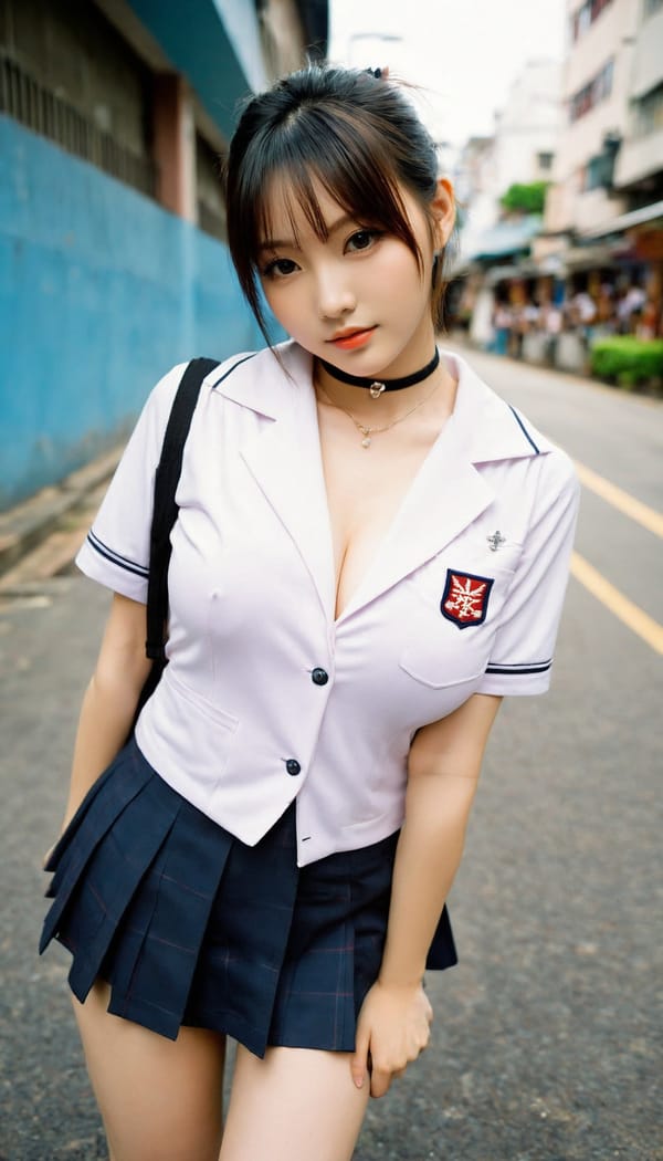 Tags: 21872187, SDXL
{"3": {"inputs": {"seed": 912214031807947, "steps": 32, "cfg": 7.7, "sampler_name": "dpmpp_2m", "scheduler": "karras", "denoise": 1.0, "model": ["27", 0], "positive": ["6", 0], "negative": ["7", 0], "latent_image": ["5", 0]}, "class_type": "KSampler"}, "4": {"inputs": {"ckpt_name": "helloworldxl.safetensors"}, "class_type": "CheckpointLoaderSimple"}, "5": {"inputs": {"width": 768, "height": 1344, "batch_size": 1}, "class_type": "EmptyLatentImage"}, "6": {"inputs": {"text": "24 year old girl, (taiwanese:1.04), (beautiful eyes:1.13), (seductive pose:1.08), (blush:1.05), (sexy lips:1.14), (double eyelids:0.95), (temptress:0.96), (idol:0.95), (detailed face:0.96), (slim:1.06), (seductive facial expression:1.13), (pale skin:0.96), (eyelashes:1.09), (cute:1.10), (in a seductive pose:1.14), (large perky breasts:0.99), (cleavage:0.95), (thigh gap:1.00), (school uniform:1.06), choker, busy street, (soft lighting:1.04), (natural looking skin:1.02), (skin fuzz:1.01), (RAW:1.09), (textured skin:1.02), (film:1.06), (candid cinema:1.04), (detailed skin:1.03), (portra:1.06)", "clip": ["27", 1]}, "class_type": "CLIPTextEncode"}, "7": {"inputs": {"text": "(twisted:1.09), (worst quality:1.11), (open mouth:1.13), (bad hands:1.10), (distorted:1.10), (watermark:1.06), (low resolution:1.09)", "clip": ["27", 1]}, "class_type": "CLIPTextEncode"}, "8": {"inputs": {"samples": ["3", 0], "vae": ["4", 2]}, "class_type": "VAEDecode"}, "25": {"inputs": {"lora_name": "nudify_xl.safetensors", "strength_model": 0.39, "strength_clip": 0.26, "model": ["4", 0], "clip": ["4", 1]}, "class_type": "LoraLoader"}, "26": {"inputs": {"lora_name": "shirtlift_SDXL_v2.safetensors", "strength_model": 0.17, "strength_clip": 0.08, "model": ["25", 0], "clip": ["25", 1]}, "class_type": "LoraLoader"}, "27": {"inputs": {"lora_name": "PerfectEyesXL.safetensors", "strength_model": 0.08, "strength_clip": 0.17, "model": ["26", 0], "clip": ["26", 1]}, "class_type": "LoraLoader"}, "30": {"inputs": {"model_name": "4x_NMKD-Superscale-SP_178000_G.pth"}, "class_type": "UpscaleModelLoader"}, "31": {"inputs": {"upscale_model": ["30", 0], "image": ["8", 0]}, "class_type": "ImageUpscaleWithModel"}, "32": {"inputs": {"upscale_method": "lanczos", "scale_by": 0.5, "image": ["31", 0]}, "class_type": "ImageScaleBy"}, "33": {"inputs": {"pixels": ["32", 0], "vae": ["4", 2]}, "class_type": "VAEEncode"}, "34": {"inputs": {"seed": 912214031807947, "steps": 32, "cfg": 7.7, "sampler_name": "dpmpp_2m", "scheduler": "karras", "denoise": 0.3, "model": ["27", 0], "positive": ["6", 0], "negative": ["7", 0], "latent_image": ["33", 0]}, "class_type": "KSampler"}, "36": {"inputs": {"samples": ["34", 0], "vae": ["4", 2]}, "class_type": "VAEDecode"}, "39": {"inputs": {"filename_prefix": "comfyapi-1714725268044", "images": ["36", 0]}, "class_type": "SaveImage"}}