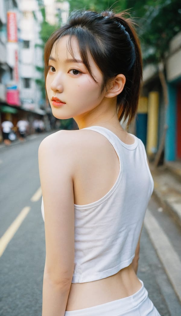 Tags: 21872187, SDXL
{"3": {"inputs": {"seed": 944665410906659, "steps": 64, "cfg": 7.41, "sampler_name": "dpmpp_2m", "scheduler": "karras", "denoise": 1.0, "model": ["27", 0], "positive": ["6", 0], "negative": ["7", 0], "latent_image": ["5", 0]}, "class_type": "KSampler"}, "4": {"inputs": {"ckpt_name": "leosamsHelloworldSDXL_helloworldSDXL32DPO.safetensors"}, "class_type": "CheckpointLoaderSimple"}, "5": {"inputs": {"width": 768, "height": 1344, "batch_size": 1}, "class_type": "EmptyLatentImage"}, "6": {"inputs": {"text": "19 year old girl, (korean:1.13), (japanese:1.05), (ukrainian:1.09), (taiwanese:0.99), (blush:1.02), (detailed face:1.08), (seductive facial expression:0.98), (slim:1.01), (pale skin:0.96), (cute:1.01), (seductive pose:0.95), (sexy lips:0.95), (temptress:1.00), (eyelashes:1.07), (double eyelids:1.12), (idol:1.07), (on all fours:1.09), (spreading ass cheeks:1.02), (from behind:1.12), (backboob:1.09), (white tanktop:1.11), busy street, (soft lighting:1.04), (RAW:1.09), (textured skin:1.04), (natural looking skin:1.05), (detailed skin:1.06), (skin fuzz:1.06), (film:1.07), (portra:1.01), (candid cinema:1.00)", "clip": ["27", 1]}, "class_type": "CLIPTextEncode"}, "7": {"inputs": {"text": "(distorted:1.12), (low resolution:1.09), (bad hands:1.12), (watermark:1.08), (worst quality:1.06), (open mouth:1.12), (twisted:1.10)", "clip": ["27", 1]}, "class_type": "CLIPTextEncode"}, "8": {"inputs": {"samples": ["3", 0], "vae": ["4", 2]}, "class_type": "VAEDecode"}, "25": {"inputs": {"lora_name": "nudify_xl.safetensors", "strength_model": 0.33, "strength_clip": 0.21, "model": ["4", 0], "clip": ["4", 1]}, "class_type": "LoraLoader"}, "26": {"inputs": {"lora_name": "shirtlift_SDXL_v2.safetensors", "strength_model": 0.04, "strength_clip": 0.01, "model": ["25", 0], "clip": ["25", 1]}, "class_type": "LoraLoader"}, "27": {"inputs": {"lora_name": "PerfectEyesXL.safetensors", "strength_model": 0.16, "strength_clip": 0.17, "model": ["26", 0], "clip": ["26", 1]}, "class_type": "LoraLoader"}, "30": {"inputs": {"model_name": "4x_NMKD-Superscale-SP_178000_G.pth"}, "class_type": "UpscaleModelLoader"}, "31": {"inputs": {"upscale_model": ["30", 0], "image": ["8", 0]}, "class_type": "ImageUpscaleWithModel"}, "32": {"inputs": {"upscale_method": "lanczos", "scale_by": 0.5, "image": ["31", 0]}, "class_type": "ImageScaleBy"}, "33": {"inputs": {"pixels": ["32", 0], "vae": ["4", 2]}, "class_type": "VAEEncode"}, "34": {"inputs": {"seed": 944665410906659, "steps": 64, "cfg": 7.41, "sampler_name": "dpmpp_2m", "scheduler": "karras", "denoise": 0.3, "model": ["27", 0], "positive": ["6", 0], "negative": ["7", 0], "latent_image": ["33", 0]}, "class_type": "KSampler"}, "36": {"inputs": {"samples": ["34", 0], "vae": ["4", 2]}, "class_type": "VAEDecode"}, "39": {"inputs": {"filename_prefix": "comfyapi-1708048661170", "images": ["36", 0]}, "class_type": "SaveImage"}}