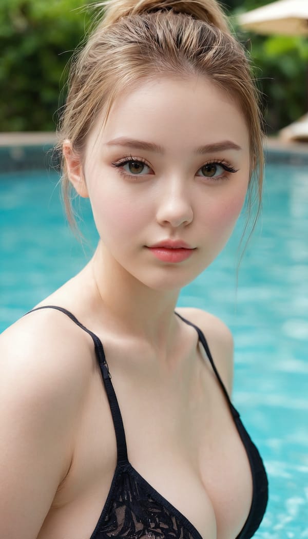 Tags: 21872187, SDXL
{"3": {"inputs": {"seed": 993435915477489, "steps": 32, "cfg": 5.45, "sampler_name": "dpmpp_2m", "scheduler": "karras", "denoise": 1.0, "model": ["27", 0], "positive": ["6", 0], "negative": ["7", 0], "latent_image": ["5", 0]}, "class_type": "KSampler"}, "4": {"inputs": {"ckpt_name": "juggernautxl.safetensors"}, "class_type": "CheckpointLoaderSimple"}, "5": {"inputs": {"width": 768, "height": 1344, "batch_size": 1}, "class_type": "EmptyLatentImage"}, "6": {"inputs": {"text": "22 year old girl, (slim:1.04), (sexy lips:1.09), (beautiful eyes:1.03), (cute:1.03), (seductive pose:1.00), (temptress:1.03), (idol:0.99), (seductive facial expression:1.07), (blush:0.99), (pale skin:1.05), (double eyelids:0.95), (eyelashes:1.13), (detailed face:1.00), (in a seductive pose:1.09), (large perky breasts:1.01), (cleavage:1.11), (thigh gap:1.12), (in a swimsuit:1.13) at a pool, (RAW:1.03), (portra:1.00), (soft lighting:1.04), (skin fuzz:1.07), (film:1.08), (natural looking skin:1.05), (textured skin:1.02), (candid cinema:1.04), (detailed skin:1.05)", "clip": ["27", 1]}, "class_type": "CLIPTextEncode"}, "7": {"inputs": {"text": "(bad hands:1.11), (open mouth:1.14), (distorted:1.14), (worst quality:1.05), (low resolution:1.12), (twisted:1.05), (watermark:1.05)", "clip": ["27", 1]}, "class_type": "CLIPTextEncode"}, "8": {"inputs": {"samples": ["3", 0], "vae": ["4", 2]}, "class_type": "VAEDecode"}, "25": {"inputs": {"lora_name": "nudify_xl.safetensors", "strength_model": 0.12, "strength_clip": 0.16, "model": ["4", 0], "clip": ["4", 1]}, "class_type": "LoraLoader"}, "26": {"inputs": {"lora_name": "shirtlift_SDXL_v2.safetensors", "strength_model": 0.12, "strength_clip": 0.09, "model": ["25", 0], "clip": ["25", 1]}, "class_type": "LoraLoader"}, "27": {"inputs": {"lora_name": "PerfectEyesXL.safetensors", "strength_model": 0.08, "strength_clip": 0.14, "model": ["26", 0], "clip": ["26", 1]}, "class_type": "LoraLoader"}, "30": {"inputs": {"model_name": "4x_NMKD-Superscale-SP_178000_G.pth"}, "class_type": "UpscaleModelLoader"}, "31": {"inputs": {"upscale_model": ["30", 0], "image": ["8", 0]}, "class_type": "ImageUpscaleWithModel"}, "32": {"inputs": {"upscale_method": "lanczos", "scale_by": 0.5, "image": ["31", 0]}, "class_type": "ImageScaleBy"}, "33": {"inputs": {"pixels": ["32", 0], "vae": ["4", 2]}, "class_type": "VAEEncode"}, "34": {"inputs": {"seed": 993435915477489, "steps": 32, "cfg": 5.45, "sampler_name": "dpmpp_2m", "scheduler": "karras", "denoise": 0.3, "model": ["27", 0], "positive": ["6", 0], "negative": ["7", 0], "latent_image": ["33", 0]}, "class_type": "KSampler"}, "36": {"inputs": {"samples": ["34", 0], "vae": ["4", 2]}, "class_type": "VAEDecode"}, "39": {"inputs": {"filename_prefix": "comfyapi-1716319181943", "images": ["36", 0]}, "class_type": "SaveImage"}}