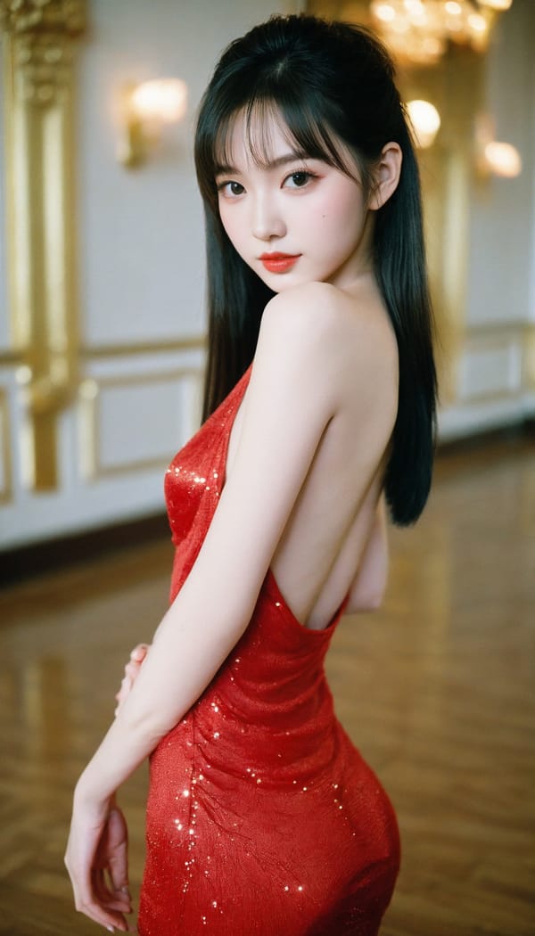 Tags: 21872187, SDXL
{"3": {"inputs": {"seed": 665603989363810, "steps": 32, "cfg": 7.66, "sampler_name": "dpmpp_2m", "scheduler": "karras", "denoise": 1.0, "model": ["27", 0], "positive": ["6", 0], "negative": ["7", 0], "latent_image": ["5", 0]}, "class_type": "KSampler"}, "4": {"inputs": {"ckpt_name": "helloworldxl.safetensors"}, "class_type": "CheckpointLoaderSimple"}, "5": {"inputs": {"width": 768, "height": 1344, "batch_size": 1}, "class_type": "EmptyLatentImage"}, "6": {"inputs": {"text": "18 year old girl, (ukrainian:0.96), (chinese:0.99), (seductive facial expression:1.12), (idol:0.99), (eyelashes:1.05), (detailed face:0.99), (slim:1.13), (temptress:1.02), (sexy lips:1.10), (pale skin:1.05), (cute:1.02), (beautiful eyes:1.06), (blush:1.13), (double eyelids:1.00), (perky ass:1.05), (exposed ass:1.06), (looking back:0.98), (sexy ass:1.02), (thigh gap:0.95), (wearing a low-cut red dress:1.07) at a ballroom, (film:1.08), (skin fuzz:1.06), (RAW:1.08), (natural looking skin:1.03), (soft lighting:1.06), (textured skin:1.02), (candid cinema:1.00), (detailed skin:1.07), (portra:1.00)", "clip": ["27", 1]}, "class_type": "CLIPTextEncode"}, "7": {"inputs": {"text": "(bad hands:1.11), (open mouth:1.07), (twisted:1.05), (watermark:1.05), (distorted:1.12), (low resolution:1.13), (worst quality:1.14)", "clip": ["27", 1]}, "class_type": "CLIPTextEncode"}, "8": {"inputs": {"samples": ["3", 0], "vae": ["4", 2]}, "class_type": "VAEDecode"}, "25": {"inputs": {"lora_name": "nudify_xl.safetensors", "strength_model": 0.08, "strength_clip": 0.01, "model": ["4", 0], "clip": ["4", 1]}, "class_type": "LoraLoader"}, "26": {"inputs": {"lora_name": "shirtlift_SDXL_v2.safetensors", "strength_model": 0.13, "strength_clip": 0.0, "model": ["25", 0], "clip": ["25", 1]}, "class_type": "LoraLoader"}, "27": {"inputs": {"lora_name": "PerfectEyesXL.safetensors", "strength_model": 0.04, "strength_clip": 0.02, "model": ["26", 0], "clip": ["26", 1]}, "class_type": "LoraLoader"}, "30": {"inputs": {"model_name": "4x_NMKD-Superscale-SP_178000_G.pth"}, "class_type": "UpscaleModelLoader"}, "31": {"inputs": {"upscale_model": ["30", 0], "image": ["8", 0]}, "class_type": "ImageUpscaleWithModel"}, "32": {"inputs": {"upscale_method": "lanczos", "scale_by": 0.5, "image": ["31", 0]}, "class_type": "ImageScaleBy"}, "33": {"inputs": {"pixels": ["32", 0], "vae": ["4", 2]}, "class_type": "VAEEncode"}, "34": {"inputs": {"seed": 665603989363810, "steps": 32, "cfg": 7.66, "sampler_name": "dpmpp_2m", "scheduler": "karras", "denoise": 0.3, "model": ["27", 0], "positive": ["6", 0], "negative": ["7", 0], "latent_image": ["33", 0]}, "class_type": "KSampler"}, "36": {"inputs": {"samples": ["34", 0], "vae": ["4", 2]}, "class_type": "VAEDecode"}, "39": {"inputs": {"filename_prefix": "comfyapi-1715848785275", "images": ["36", 0]}, "class_type": "SaveImage"}}