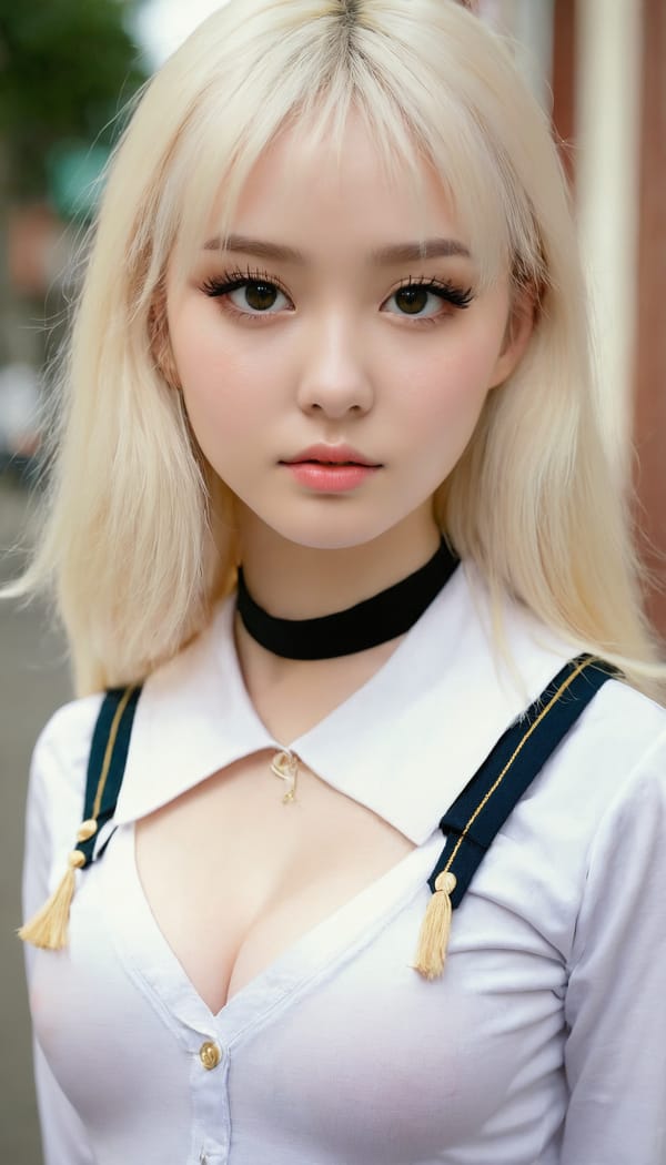 Tags: 21872187, SDXL
{"3": {"inputs": {"seed": 745967734837956, "steps": 64, "cfg": 5.94, "sampler_name": "dpmpp_2m", "scheduler": "karras", "denoise": 1.0, "model": ["27", 0], "positive": ["6", 0], "negative": ["7", 0], "latent_image": ["5", 0]}, "class_type": "KSampler"}, "4": {"inputs": {"ckpt_name": "juggernautxl.safetensors"}, "class_type": "CheckpointLoaderSimple"}, "5": {"inputs": {"width": 768, "height": 1344, "batch_size": 1}, "class_type": "EmptyLatentImage"}, "6": {"inputs": {"text": "18 year old girl, (blush:1.07), (slim:0.95), (seductive pose:0.95), (cute:1.01), (seductive facial expression:1.05), (detailed face:0.95), (temptress:1.13), (sexy lips:0.99), (idol:1.06), (pale skin:1.06), (double eyelids:1.09), (eyelashes:1.14), (in a seductive pose:1.09), (large perky breasts:1.14), (cleavage:1.14), (thigh gap:0.97), (school uniform:1.12), choker, busy street, (detailed skin:1.07), (RAW:1.01), (film:1.01), (soft lighting:1.07), (textured skin:1.07), (skin fuzz:1.04), (candid cinema:1.01), (natural looking skin:1.09), (portra:1.07)", "clip": ["27", 1]}, "class_type": "CLIPTextEncode"}, "7": {"inputs": {"text": "(low resolution:1.12), (open mouth:1.12), (worst quality:1.06), (bad hands:1.06), (watermark:1.12), (twisted:1.12), (distorted:1.12)", "clip": ["27", 1]}, "class_type": "CLIPTextEncode"}, "8": {"inputs": {"samples": ["3", 0], "vae": ["4", 2]}, "class_type": "VAEDecode"}, "25": {"inputs": {"lora_name": "nudify_xl.safetensors", "strength_model": 0.39, "strength_clip": 0.08, "model": ["4", 0], "clip": ["4", 1]}, "class_type": "LoraLoader"}, "26": {"inputs": {"lora_name": "shirtlift_SDXL_v2.safetensors", "strength_model": 0.12, "strength_clip": 0.17, "model": ["25", 0], "clip": ["25", 1]}, "class_type": "LoraLoader"}, "27": {"inputs": {"lora_name": "PerfectEyesXL.safetensors", "strength_model": 0.14, "strength_clip": 0.11, "model": ["26", 0], "clip": ["26", 1]}, "class_type": "LoraLoader"}, "30": {"inputs": {"model_name": "4x_NMKD-Superscale-SP_178000_G.pth"}, "class_type": "UpscaleModelLoader"}, "31": {"inputs": {"upscale_model": ["30", 0], "image": ["8", 0]}, "class_type": "ImageUpscaleWithModel"}, "32": {"inputs": {"upscale_method": "lanczos", "scale_by": 0.5, "image": ["31", 0]}, "class_type": "ImageScaleBy"}, "33": {"inputs": {"pixels": ["32", 0], "vae": ["4", 2]}, "class_type": "VAEEncode"}, "34": {"inputs": {"seed": 745967734837956, "steps": 64, "cfg": 5.94, "sampler_name": "dpmpp_2m", "scheduler": "karras", "denoise": 0.3, "model": ["27", 0], "positive": ["6", 0], "negative": ["7", 0], "latent_image": ["33", 0]}, "class_type": "KSampler"}, "36": {"inputs": {"samples": ["34", 0], "vae": ["4", 2]}, "class_type": "VAEDecode"}, "39": {"inputs": {"filename_prefix": "comfyapi-1724303851902", "images": ["36", 0]}, "class_type": "SaveImage"}}