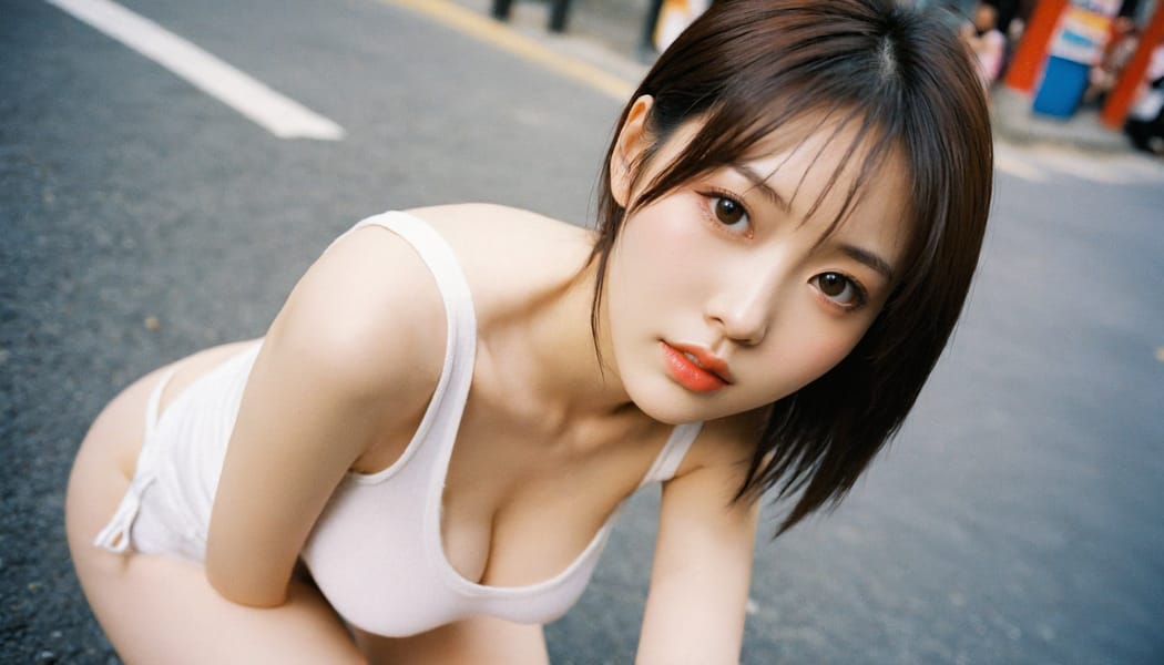 Tags: 21872187, SDXL
{"3": {"inputs": {"seed": 443420559348486, "steps": 64, "cfg": 6.17, "sampler_name": "dpmpp_2m", "scheduler": "karras", "denoise": 1.0, "model": ["27", 0], "positive": ["6", 0], "negative": ["7", 0], "latent_image": ["5", 0]}, "class_type": "KSampler"}, "4": {"inputs": {"ckpt_name": "helloworldxl.safetensors"}, "class_type": "CheckpointLoaderSimple"}, "5": {"inputs": {"width": 1344, "height": 768, "batch_size": 1}, "class_type": "EmptyLatentImage"}, "6": {"inputs": {"text": "22 year old girl, (korean:0.95), (chinese:0.97), (japanese:1.09), (taiwanese:1.01), (idol:1.00), (seductive facial expression:1.05), (slim:0.99), (eyelashes:1.03), (seductive pose:1.06), (sexy lips:1.08), (temptress:0.95), (beautiful eyes:1.09), (blush:0.96), (cute:1.02), (pale skin:1.02), (detailed face:1.06), (double eyelids:0.96), (in a seductive pose:1.10), (large perky breasts:1.04), (cleavage:1.04), (thigh gap:0.96), (white tanktop:0.95), busy street, (candid cinema:1.06), (RAW:1.05), (textured skin:1.07), (natural looking skin:1.09), (skin fuzz:1.02), (soft lighting:1.00), (portra:1.07), (film:1.08), (detailed skin:1.02)", "clip": ["27", 1]}, "class_type": "CLIPTextEncode"}, "7": {"inputs": {"text": "(open mouth:1.12), (distorted:1.05), (watermark:1.05), (worst quality:1.14), (bad hands:1.12), (twisted:1.14), (low resolution:1.14)", "clip": ["27", 1]}, "class_type": "CLIPTextEncode"}, "8": {"inputs": {"samples": ["3", 0], "vae": ["4", 2]}, "class_type": "VAEDecode"}, "25": {"inputs": {"lora_name": "nudify_xl.safetensors", "strength_model": 0.27, "strength_clip": 0.02, "model": ["4", 0], "clip": ["4", 1]}, "class_type": "LoraLoader"}, "26": {"inputs": {"lora_name": "shirtlift_SDXL_v2.safetensors", "strength_model": 0.02, "strength_clip": 0.18, "model": ["25", 0], "clip": ["25", 1]}, "class_type": "LoraLoader"}, "27": {"inputs": {"lora_name": "PerfectEyesXL.safetensors", "strength_model": 0.0, "strength_clip": 0.06, "model": ["26", 0], "clip": ["26", 1]}, "class_type": "LoraLoader"}, "30": {"inputs": {"model_name": "4x_NMKD-Superscale-SP_178000_G.pth"}, "class_type": "UpscaleModelLoader"}, "31": {"inputs": {"upscale_model": ["30", 0], "image": ["8", 0]}, "class_type": "ImageUpscaleWithModel"}, "32": {"inputs": {"upscale_method": "lanczos", "scale_by": 0.5, "image": ["31", 0]}, "class_type": "ImageScaleBy"}, "33": {"inputs": {"pixels": ["32", 0], "vae": ["4", 2]}, "class_type": "VAEEncode"}, "34": {"inputs": {"seed": 443420559348486, "steps": 64, "cfg": 6.17, "sampler_name": "dpmpp_2m", "scheduler": "karras", "denoise": 0.3, "model": ["27", 0], "positive": ["6", 0], "negative": ["7", 0], "latent_image": ["33", 0]}, "class_type": "KSampler"}, "36": {"inputs": {"samples": ["34", 0], "vae": ["4", 2]}, "class_type": "VAEDecode"}, "39": {"inputs": {"filename_prefix": "comfyapi-1714215048470", "images": ["36", 0]}, "class_type": "SaveImage"}}