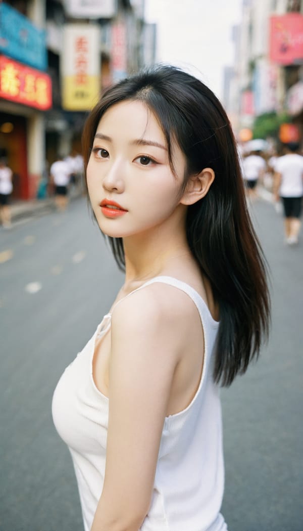 Tags: 21872187, SDXL
{"3": {"inputs": {"seed": 106514586241119, "steps": 32, "cfg": 7.55, "sampler_name": "dpmpp_2m", "scheduler": "karras", "denoise": 1.0, "model": ["27", 0], "positive": ["6", 0], "negative": ["7", 0], "latent_image": ["5", 0]}, "class_type": "KSampler"}, "4": {"inputs": {"ckpt_name": "leosamsHelloworldSDXL_helloworldSDXL32DPO.safetensors"}, "class_type": "CheckpointLoaderSimple"}, "5": {"inputs": {"width": 768, "height": 1344, "batch_size": 1}, "class_type": "EmptyLatentImage"}, "6": {"inputs": {"text": "24 year old girl, (chinese:0.98), (korean:1.06), (seductive facial expression:0.99), (beautiful eyes:1.10), (detailed face:1.11), (idol:1.14), (cute:1.10), (double eyelids:1.12), (slim:1.02), (seductive pose:1.13), (eyelashes:1.07), (temptress:1.10), (pale skin:1.03), (sexy lips:1.11), (in a seductive pose:1.07), (large perky breasts:0.95), (cleavage:1.07), (thigh gap:1.00), (white tanktop:1.13), busy street, (natural looking skin:1.03), (RAW:1.00), (detailed skin:1.01), (skin fuzz:1.05), (textured skin:1.02), (film:1.06), (candid cinema:1.05), (portra:1.05), (soft lighting:1.02)", "clip": ["27", 1]}, "class_type": "CLIPTextEncode"}, "7": {"inputs": {"text": "(bad hands:1.07), (open mouth:1.06), (watermark:1.12), (twisted:1.09), (worst quality:1.09), (low resolution:1.10), (distorted:1.13)", "clip": ["27", 1]}, "class_type": "CLIPTextEncode"}, "8": {"inputs": {"samples": ["3", 0], "vae": ["4", 2]}, "class_type": "VAEDecode"}, "25": {"inputs": {"lora_name": "nudify_xl.safetensors", "strength_model": 0.35, "strength_clip": 0.0, "model": ["4", 0], "clip": ["4", 1]}, "class_type": "LoraLoader"}, "26": {"inputs": {"lora_name": "shirtlift_SDXL_v2.safetensors", "strength_model": 0.04, "strength_clip": 0.17, "model": ["25", 0], "clip": ["25", 1]}, "class_type": "LoraLoader"}, "27": {"inputs": {"lora_name": "PerfectEyesXL.safetensors", "strength_model": 0.08, "strength_clip": 0.19, "model": ["26", 0], "clip": ["26", 1]}, "class_type": "LoraLoader"}, "30": {"inputs": {"model_name": "4x_NMKD-Superscale-SP_178000_G.pth"}, "class_type": "UpscaleModelLoader"}, "31": {"inputs": {"upscale_model": ["30", 0], "image": ["8", 0]}, "class_type": "ImageUpscaleWithModel"}, "32": {"inputs": {"upscale_method": "lanczos", "scale_by": 0.5, "image": ["31", 0]}, "class_type": "ImageScaleBy"}, "33": {"inputs": {"pixels": ["32", 0], "vae": ["4", 2]}, "class_type": "VAEEncode"}, "34": {"inputs": {"seed": 106514586241119, "steps": 32, "cfg": 7.55, "sampler_name": "dpmpp_2m", "scheduler": "karras", "denoise": 0.3, "model": ["27", 0], "positive": ["6", 0], "negative": ["7", 0], "latent_image": ["33", 0]}, "class_type": "KSampler"}, "36": {"inputs": {"samples": ["34", 0], "vae": ["4", 2]}, "class_type": "VAEDecode"}, "39": {"inputs": {"filename_prefix": "comfyapi-1708062164753", "images": ["36", 0]}, "class_type": "SaveImage"}}